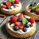 For Greek Yogurt Bagel Bites, gather these simple ingredients: - 2 whole grain bagels, sliced into halves - 1 cup Greek yogurt (choose plain, full-fat or low-fat) - 1 tablespoon honey - 1 teaspoon vanilla extract - 1 cup mixed berries (a delightful combination of strawberries, blueberries, and raspberries) - 2 tablespoons chia seeds - 2 tablespoons sliced almonds or walnuts (optional for crunch) - A pinch of ground cinnamon (for garnish) - Fresh mint leaves (for garnish and presentation) These ingredients make a tasty and healthy snack. Whole grain bagels give a good base. Greek yogurt adds creaminess and protein. Honey and vanilla make the spread sweet and delicious. Mixed berries add color and flavor. Chia seeds boost nutrition. Almonds or walnuts add crunch if you like. A sprinkle of cinnamon and fresh mint makes it pretty and fresh. To start, gather your ingredients. In a medium bowl, mix the Greek yogurt, honey, and vanilla. Use a whisk or spoon to stir until it is smooth. This mix will be your creamy spread. A smooth consistency is key for easy spreading. Next, take your bagel halves. Spread a thick layer of the yogurt mixture on each half. Make sure you cover all the cut sides. This step is crucial for great flavor in every bite. After that, add your mixed berries on top. Use strawberries, blueberries, and raspberries for a burst of color and taste. Spread them evenly across the yogurt. Now, it's time for some crunch! Sprinkle chia seeds over the berries. This adds health benefits and texture. If you like, you can also add sliced almonds or walnuts for extra crunch. Next, dust a pinch of ground cinnamon over the top. This will give your bagel bites a warm flavor. Lastly, add a few fresh mint leaves as a garnish. This not only looks nice but adds a fresh taste too. Enjoy your Greek yogurt bagel bites! You can choose different yogurt types for your bagel bites. Plain, full-fat, or low-fat Greek yogurt all work well. Each type gives a unique taste and texture. You can also add a fun twist with toppings. Try a chocolate drizzle or your favorite nut butter. This change can make your snack even more exciting. Plating matters when serving your bagel bites. Use a colorful platter to catch the eye. Place mint leaves around the bites for a fresh touch. You can also serve them on individual plates. This way, each guest gets a personal touch. A sprinkle of chia seeds adds texture and style. These bagel bites make a perfect snack for many occasions. Serve them at brunch, parties, or as an afternoon treat. Pair them with a refreshing drink, like herbal tea or fresh juice. You can also add some cheese or a small salad for a full meal. These ideas will help you impress your guests with ease. {{image_4}} You can change up your bagel bites with different fruits. Try peaches or bananas for a sweet twist. You can also add spreads like hummus or nut butter. These spreads give a creamy texture and a fun flavor. To make your bagel bites special, add spices. Nutmeg or cardamom can bring warmth and depth. You can also use flavored Greek yogurt. This adds an exciting taste and makes it easy to mix things up. If you need vegan options, use plant-based yogurt. Look for one that tastes good and has a thick texture. For gluten-free bagels, search for brands that fit your diet. Many stores offer tasty gluten-free choices now. This way, everyone can enjoy these yummy bagel bites! To keep your Greek yogurt bagel bites fresh, store them in the fridge. Place the bagel bites in an airtight container. This helps maintain their taste and texture. They will last about 2 to 3 days. If you want to save them for a longer time, freezing is a good option. Wrap each bagel bite tightly in plastic wrap. Then, place them in a freezer bag. This way, they can stay good for up to a month. When you're ready to enjoy your bagel bites again, reheating is key. The best method is using the oven. Preheat your oven to 350°F (175°C). Place the bagel bites on a baking sheet. Heat them for about 10 minutes. This keeps them crispy and warm. You can also use a microwave, but it may make them soft. If you choose this method, heat them for only 15-20 seconds. To keep the taste great, add a fresh sprinkle of chia seeds or sliced nuts after reheating. Enjoy your tasty snack! Greek yogurt is packed with protein. It helps you feel full longer. It also has probiotics, which support gut health. Plus, it is lower in sugar than regular yogurt. This makes it a smart choice for tasty snacks. - Protein: Greek yogurt has more protein than regular yogurt. This helps with muscle repair and growth. - Calcium: It offers a good source of calcium, which is great for bones. - Probiotics: These are good bacteria that help your digestion. - Low in Sugar: Choosing plain yogurt keeps your snack healthy. Using Greek yogurt in bagel bites keeps them nutritious and delicious. Yes, you can use many types of bagels! Whole grain bagels are a great choice. They add fiber to your snack. You can also try bagels with different flavors, like everything or garlic. - Whole Grain: Adds extra fiber and nutrients. - Flavored Bagels: Experiment with onion, sesame, or cinnamon-raisin for unique tastes. - Gluten-Free Options: Look for gluten-free bagels if you need them. Feel free to mix and match your bagels to find your favorite flavor! You can store bagel bites in the fridge for up to 3 days. Keep them in an airtight container to stay fresh. - Freshness Tip: The berries may soften after a day. Enjoy them sooner for the best taste. - Freezing Option: You can freeze the bagel bites too. Just wrap them well to avoid freezer burn. They can last up to 2 months in the freezer. Make sure to enjoy your bagel bites while they are still tasty! This article shared a simple recipe for tasty bagel bites. You learned about the ingredients like whole grain bagels, Greek yogurt, and mixed berries. Mixing the yogurt with honey made a smooth spread, and adding toppings turned your bites into a treat. We explored variations, storage tips, and serving ideas to fit your style. Now, you can enjoy a healthy snack anytime. Get creative with flavors, and share them with friends!