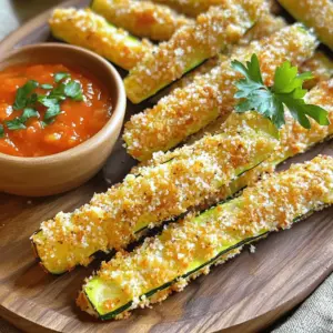 - 2 large zucchinis - 1 cup all-purpose flour - 2 large eggs, beaten - 1 cup panko breadcrumbs - ½ cup finely grated Parmesan cheese - 1 teaspoon garlic powder - 1 teaspoon Italian seasoning - Salt and freshly ground black pepper - Olive oil spray To make crispy Parmesan crusted zucchini fries, gather these ingredients. Start with the zucchinis. They should be large and fresh. Cut them into fry-shaped strips. This shape helps them cook evenly. You'll need flour for the first coating. It helps the egg stick. The eggs should be beaten until mixed well. This is the second step in the coating process. For a crunchy texture, use panko breadcrumbs. They give the fries a delightful crunch. Parmesan cheese adds rich flavor. Grate it finely for the best results. Garlic powder boosts the taste. Italian seasoning brings herbs into the mix. Don’t forget salt and pepper for more flavor. Finally, use olive oil spray. This helps achieve that golden, crispy finish. It’s essential for the best texture without extra calories. For dipping, marinara sauce works great. You can also try ranch or a creamy dip. Present the fries on a large platter. Add a sprinkle of parsley for color. This makes the dish look even better. Enjoy your crispy zucchini fries with family and friends! First, set your oven to 425°F (220°C). This is the perfect temperature for crispy zucchini fries. While the oven heats, line a baking sheet with parchment paper. This helps with easy cleanup and keeps the fries from sticking. Next, prepare three shallow bowls to make breading simple: - First bowl: fill it with 1 cup of all-purpose flour. - Second bowl: add 2 beaten large eggs. Make sure they are well-mixed. - Third bowl: mix together 1 cup of panko breadcrumbs, ½ cup of finely grated Parmesan cheese, 1 teaspoon of garlic powder, 1 teaspoon of Italian seasoning, and salt and pepper to taste. Stir well to blend the spices. Now it’s time to coat the zucchini fries. Take each fry and dip it into the flour first. Cover it well, then shake off any extra flour. Next, dip the fry into the beaten eggs. Let any excess egg drip back into the bowl. Finally, roll the fry in the panko-Parmesan mix. Press gently so the breadcrumbs stick well. Place the coated zucchini fries in a single layer on the lined baking sheet. Make sure they don’t touch each other. This helps them cook evenly. Lightly spray the tops of the fries with olive oil. This will make them golden and crispy. Bake them for 20-25 minutes. Flip the fries halfway through to ensure they get crispy on all sides. After baking, take the fries out of the oven when they are golden brown. Let them cool for a few minutes on the baking sheet. This short cooling time helps them firm up a bit before you serve them. Enjoy your tasty crispy parmesan crusted zucchini fries! To make your zucchini fries super crispy, use panko breadcrumbs. They are light and airy, unlike regular breadcrumbs. This makes for a crunchier texture. When coating, dip each fry fully in flour first. Shake off the extra flour. Next, coat it in the egg, letting the excess drip off. Finally, roll it in the panko-Parmesan mix. Press down gently to help it stick. Customizing flavors is easy. You can add your favorite spices to the breadcrumb mix. Try smoked paprika for a smoky taste. A pinch of cayenne pepper gives a nice kick. If you love herbs, add dried oregano or thyme. Adjust salt and pepper to fit your taste buds. One mistake is overcrowding the baking sheet. If fries touch, they won’t cook evenly. Leave space between each fry for hot air to circulate. Another mistake is inadequate coating. Make sure to coat each fry fully in flour, egg, and breadcrumbs. This ensures every bite is delicious and crispy. {{image_4}} You can turn up the heat by adding cayenne pepper or chili powder to the breadcrumb mix. Start with half a teaspoon and adjust to your taste. This will give your zucchini fries a nice kick. Mix the spices well into the breadcrumbs to ensure an even flavor. You will love the extra zest! Fresh herbs can make your fries even tastier. Try adding chopped basil, parsley, or oregano to the breadcrumb mix. Use about one tablespoon of fresh herbs. This adds a bright and fresh flavor to each bite. It also makes your dish look colorful and appealing. If you need a gluten-free option, swap the all-purpose flour for almond flour or rice flour. For the breadcrumbs, use gluten-free panko or crushed gluten-free crackers. This way, everyone can enjoy these delicious fries. Always check the labels to ensure your ingredients are gluten-free. After making crispy zucchini fries, let them cool completely. Then, place them in an airtight container. Store them in the fridge. They taste best if eaten within 2-3 days. This helps keep their flavor fresh. Avoid stacking them to prevent sogginess. To keep your fries crispy, use the oven. Preheat it to 375°F (190°C). Spread the fries on a baking sheet. Heat for about 10-15 minutes. You can also use an air fryer for extra crispiness. Set it to 350°F (175°C) and heat for about 5-8 minutes. Yes, you can freeze zucchini fries! First, bake them as per the recipe. Allow them to cool completely. Then, place them in a single layer on a baking sheet. Freeze for a few hours. Once frozen, transfer them to a freezer bag. They will stay fresh for up to 3 months. When ready to eat, bake directly from frozen. Yes, you can use many vegetables. Eggplant, carrots, or sweet potatoes work well. Just cut them into fry shapes. Each vegetable has a unique taste. Adjust cooking time based on thickness. To make zucchini fries in an air fryer, follow these steps: - Preheat your air fryer to 400°F (200°C). - Prepare the zucchini fries as usual. - Arrange them in a single layer in the air fryer basket. - Cook for 10-15 minutes. - Shake the basket halfway through for even cooking. This method gives you great crunch with less oil. Many sauces go well with these fries. Here are some favorites: - Marinara sauce for a classic touch. - Ranch dressing for a creamy dip. - Garlic aioli for a gourmet twist. - Spicy ketchup if you like heat. Experiment with flavors to find your favorite. Yes, you can prepare zucchini fries ahead of time. Bread the fries and store them in the fridge for a few hours. For longer storage, freeze them before baking. Just remember to add a few extra minutes to the baking time if cooking from frozen. These zucchini fries are simple, tasty, and perfect for snacks or sides. We covered the main ingredients, seasoning, and serving ideas. The step-by-step guide ensures easy prep and baking. Plus, tips help improve crispiness and flavor. You can even customize with variations for spice or gluten-free options. Remember to store extras properly to keep them fresh. Enjoy making and sharing these delightful fries with friends and family!