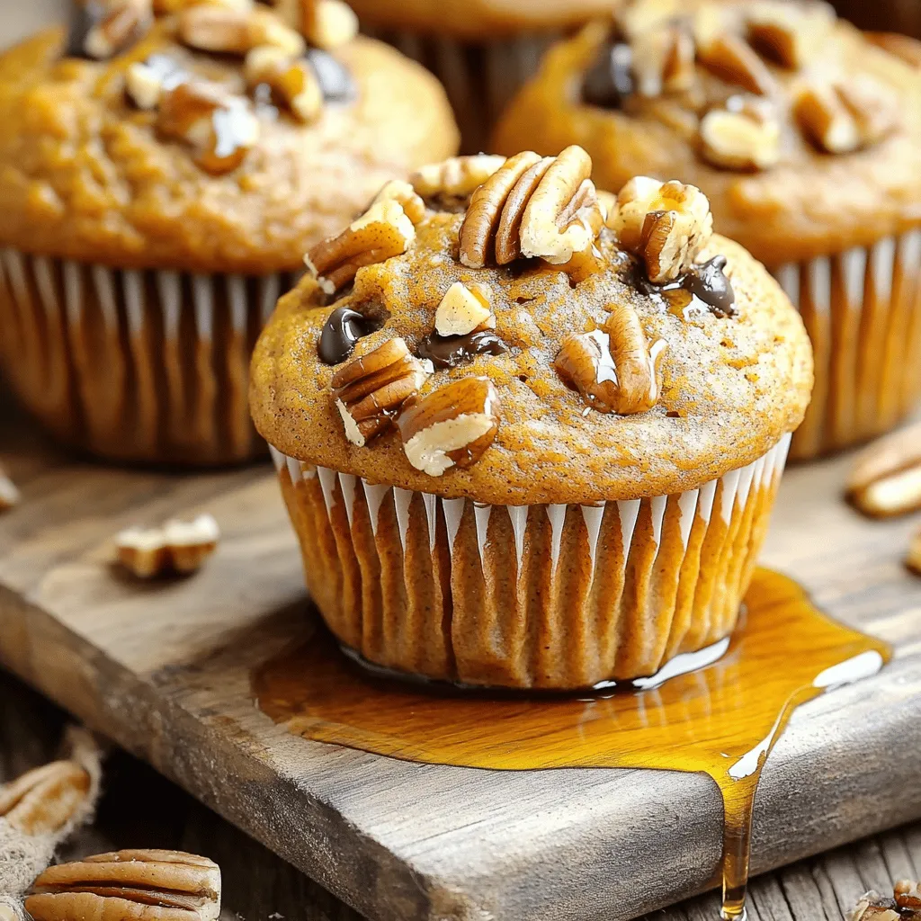 To make delicious vegan pumpkin muffins, you need the following key ingredients: - 1 cup canned pumpkin puree - 1/2 cup almond milk (or any plant-based milk) - 1/3 cup pure maple syrup - 1/4 cup melted coconut oil (plus some for greasing) - 1 teaspoon vanilla extract - 1 1/2 cups whole wheat flour - 1 teaspoon baking powder - 1/2 teaspoon baking soda - 1 teaspoon ground cinnamon - 1/2 teaspoon ground nutmeg - 1/2 teaspoon ground ginger - 1/4 teaspoon salt - 1/2 cup chopped pecans or walnuts (optional) - 1/4 cup vegan chocolate chips (optional) These ingredients create a moist and flavorful muffin that everyone will love. You can easily swap out some ingredients if needed. Here are some great options: - Almond milk: Use soy milk or oat milk for a different taste. - Maple syrup: Agave nectar or brown rice syrup works too. - Coconut oil: You can use vegetable oil or applesauce for a lighter muffin. - Whole wheat flour: Gluten-free flour blends are a good choice for gluten-free muffins. These substitutions keep your muffins tasty and vegan-friendly. If you want to take your muffins to the next level, consider adding these options: - Chopped nuts: Pecans or walnuts add a nice crunch. - Vegan chocolate chips: These bring a sweet touch to the muffins. - Dried fruits: Raisins or cranberries add natural sweetness and chewiness. - Seeds: Flaxseeds or chia seeds boost nutrition and texture. Feel free to mix and match these add-ins to create your perfect vegan pumpkin muffins. First, set your oven to 350°F (175°C). This helps the muffins bake evenly. While the oven heats, grab a muffin tin. You can line it with paper liners or grease each cup with coconut oil. In a big bowl, add 1 cup of pumpkin puree, 1/2 cup of almond milk, 1/3 cup of maple syrup, 1/4 cup of melted coconut oil, and 1 teaspoon of vanilla extract. Whisk these together until the mix is smooth. This blend gives the muffins their moist texture. In another bowl, mix 1 1/2 cups of whole wheat flour, 1 teaspoon of baking powder, 1/2 teaspoon of baking soda, 1 teaspoon of cinnamon, 1/2 teaspoon of nutmeg, 1/2 teaspoon of ginger, and 1/4 teaspoon of salt. Stir well so every bite is tasty. Now, add the dry mix to the wet ingredients slowly. Stir gently until just combined. It’s fine if a few lumps remain. Overmixing can make the muffins tough, and nobody wants that! Using a spoon or ice cream scoop, fill each muffin cup about 3/4 full. This gives them space to rise. Place the muffin tin in the oven and bake for 18-20 minutes. Test for doneness by inserting a toothpick. It should come out clean. After baking, let the muffins cool in the tin for about 5 minutes. Then, move them to a wire rack to cool completely. For extra delight, you can serve them on a rustic board and sprinkle some cinnamon on top. Drizzling maple syrup or adding nut butter can make each bite even better! To make great muffins, start with the right mixing. Always mix wet and dry ingredients in separate bowls. This helps keep the right texture. When you mix them together, do it gently. Stir just until combined. Lumps are okay; they keep the muffins light. Want fluffier muffins? Use fresh baking powder and baking soda. This gives the muffins a nice rise. Make sure your wet ingredients are at room temperature. Cold liquids can make the batter dense. Lastly, avoid overmixing! This keeps the air in and makes them light. Once baked, cool the muffins for five minutes in the pan. This helps them set. After that, move them to a wire rack. Let them cool completely to avoid sogginess. To store, keep them in an airtight container. They stay fresh for up to five days. You can also freeze them for up to three months. Just thaw and enjoy whenever you want! {{image_4}} You can change the flavor of these muffins by adding your favorite spices. For a maple twist, add 1/4 cup of maple syrup instead of sugar. You can also add a pinch of allspice or clove for a warm taste. Seasonal spices make the muffins cozy and fun to eat! If you want a nut-free version, skip the pecans or walnuts. You can also use sunflower seeds for crunch. For gluten-free muffins, swap the whole wheat flour with a gluten-free flour blend. Make sure to check that the baking powder is gluten-free too! You can mix in fruits like blueberries or cranberries for a burst of flavor. Chia seeds or flaxseeds also add nutrition and a nice crunch. Just fold them in gently when you mix the batter. This way, each bite is full of surprises! To keep your vegan pumpkin muffins fresh, place them in an airtight container. Line the container with paper towels to absorb extra moisture. This will help keep the muffins soft. You can store them at room temperature for about three days. If you want them to last longer, consider refrigerating them. They can stay fresh there for up to a week. For longer storage, freeze your muffins. First, let them cool completely. Wrap each muffin tightly in plastic wrap or aluminum foil. Place the wrapped muffins in a freezer-safe bag or container. They can last in the freezer for about three months. When you are ready to eat, just thaw them in the fridge overnight or at room temperature for a few hours. To enjoy your muffins warm, reheat them in the oven. Preheat your oven to 350°F (175°C). Place the muffins on a baking sheet for about 10 minutes. You can also use a microwave. Heat them for 15-20 seconds. This will bring back their fresh-baked taste. If you like, spread a little vegan butter or maple syrup on top for an extra treat. Yes, you can use fresh pumpkin. First, cook the pumpkin until it’s soft. Then, mash it until smooth. Fresh pumpkin may have a different texture. It might be a bit more watery. Adjust the liquid in your recipe if needed. If you don’t have maple syrup, use agave nectar or brown rice syrup. You can also use regular sugar. Just mix it with a bit of water to make a syrup. This keeps the muffins sweet and moist. Check the muffins after 18 minutes. Insert a toothpick into the center of one muffin. If it comes out clean, they are done. If it has batter on it, bake for a few more minutes. Yes, these muffins are great for meal prep. You can bake them ahead of time and store them. They stay fresh in an airtight container for up to five days. You can also freeze them for up to three months. These muffins stay fresh for about five days at room temperature. If you keep them in the fridge, they may last a week. To enjoy them longer, freeze them. Just thaw them before eating. We explored the key ingredients and important steps to make tasty muffins. I shared vegan swaps and fun add-ins to boost flavor. You learned tips for perfecting your mix and keeping muffins fresh. Seasonal variations provide new ways to enjoy muffins all year. Lastly, we covered storage options to keep them tasty for longer. Remember, with simple steps and creative twists, you can bake muffins that everyone loves. Happy baking!
