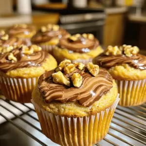 To make Banana Nutella Swirl Muffins, gather these simple ingredients: - 2 ripe bananas, thoroughly mashed - 1/3 cup unsalted butter, melted - 1/2 cup packed brown sugar - 1/4 cup granulated sugar - 1 large egg, at room temperature - 1 teaspoon pure vanilla extract - 1 teaspoon baking soda - 1/4 teaspoon fine salt - 1 cup all-purpose flour - 1/2 cup Nutella or your favorite chocolate-hazelnut spread - Optional: Chopped walnuts for topping Each ingredient plays a key role in creating the perfect muffin. The ripe bananas give natural sweetness and moisture. The unsalted butter adds richness and depth. Using both brown and granulated sugar balances sweetness and enhances flavor. The egg binds everything together and helps with rising. Baking soda is crucial for leavening, while the salt enhances the overall taste. All-purpose flour provides structure. Nutella brings a delicious swirl of chocolate that makes each bite irresistible. If you want more crunch, chopped walnuts are a great optional topping. This blend of ingredients makes these muffins a treat you won’t forget! First, preheat your oven to 350°F (175°C). This step is crucial for even baking. Next, grab your muffin tin. You can line it with paper liners or spray it with non-stick spray. This helps muffins come out easily. In a large bowl, combine the mashed bananas and melted butter. Stir them together until smooth. Then, add the brown sugar and granulated sugar. Mix until everything blends well. Now, crack in the egg and pour in the vanilla extract. Stir until the mixture looks uniform. In another bowl, whisk together the baking soda, salt, and flour. This helps to evenly distribute the baking soda. Gradually add this dry mix to the wet banana mixture. Gently stir until just combined. The batter should remain slightly lumpy to keep it soft. Use a spoon to fill each muffin cup about two-thirds full with batter. This allows space for rising. Next, take Nutella and add a dollop on top of each filled cup. Using a toothpick or knife, swirl the Nutella into the batter to create a pretty pattern. Place the muffin tin in the preheated oven. Bake for 18-20 minutes. To check if they are done, insert a toothpick into the center of a muffin. If it comes out clean, they are ready. Let the muffins cool in the tin for about 5 minutes. After that, transfer them to a wire rack to cool completely. Enjoy your warm muffins! To swirl Nutella into your batter, use a spoon to scoop it on top. Then, take a toothpick or knife to swirl it gently. Don’t overdo it; you want a marbled look, not a mixed one. Overmixing can make your muffins tough. Keep the batter slightly lumpy for best results. Set your oven to 350°F (175°C) for even baking. Avoid opening the oven door too soon. This can cause your muffins to sink. Use a toothpick to test doneness. Insert it into the center; it should come out clean when they’re ready. If you want to try different sweeteners, maple syrup or honey can work well. For fat, you can replace butter with coconut oil. If you need gluten-free muffins, use almond flour or a gluten-free mix. Adjust the liquid if needed to keep the right texture. {{image_4}} You can make these muffins even better by adding spices. A pinch of cinnamon or nutmeg gives a warm touch. These spices blend well with the banana and Nutella. You might also want to add chocolate chips. The extra chocolate makes each bite more exciting. You can use dark chocolate or milk chocolate chips. Chopped nuts, like walnuts, can also add crunch. If you want to make these muffins vegan, swap the egg for a flax egg. Mix one tablespoon of flaxseed meal with three tablespoons of water. Let it sit for five minutes to thicken. Use plant-based butter or oil instead of regular butter. For a low-sugar option, you can cut the sugar in half. Consider using a sugar substitute like stevia or coconut sugar. These changes keep the muffins tasty while fitting your diet. Pair your muffins with a nice drink. They go great with coffee, tea, or even a glass of milk. If you want, top them with whipped cream or yogurt. This adds creaminess that balances the sweetness. You can also serve them warm with a drizzle of extra Nutella. For special occasions, arrange them on a platter with fresh fruit. This makes a colorful and fun display for guests. To keep your Banana Nutella Swirl Muffins fresh, store them in a sealed container. If you have leftovers, place them in the fridge. For freezing, wrap each muffin tightly in plastic wrap. Then, put them in a freezer bag. This way, you can enjoy them later without losing flavor. At room temperature, these muffins stay fresh for about 2-3 days. If you store them in the fridge, they can last up to a week. Freezing extends their life to about 2-3 months. Just remember, the sooner you eat them, the better they taste! To enjoy your muffins warm, use a microwave. Heat them for about 10-15 seconds. You can also place them in a toaster oven at 350°F for a few minutes. This warms them nicely and brings back the soft texture. Enjoy each bite as if they just came out of the oven! Yes, you can use frozen bananas. First, thaw them completely. Once thawed, drain any excess liquid. Mash the bananas well, and they are ready to mix into your batter. The flavor will still be sweet and delicious. If you don't have Nutella, try using other spreads. Chocolate peanut butter works great. Almond butter or any chocolate spread can also do the trick. You can even use homemade chocolate hazelnut spread for a personal touch. Look for a few signs. The muffins will be golden brown on top. Press the top gently; it should spring back. If you want to be sure, check the edges. They should pull away from the muffin cups slightly. Yes, you can make mini muffins! Use a mini muffin tin and fill each cup about halfway. Bake them for about 10-12 minutes. Keep an eye on them, as they bake faster than regular muffins. This blog post detailed how to make delicious banana muffins with Nutella. You learned about the necessary ingredients, step-by-step baking instructions, and tips for perfect results. We explored variations and storage methods to enjoy your muffins longer. Baking at home can be fun and simple. You can share these muffins with friends or family. Remember, there’s no limit to how you can customize this recipe. Enjoy the baking journey, and happy muffin-making!