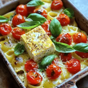 - 1 block (8 oz) of feta cheese - 2 cups cherry tomatoes, halved - 3 cloves garlic, minced - 1/4 cup extra virgin olive oil - 1 teaspoon dried oregano - 1/2 teaspoon crushed red pepper flakes (optional) - Salt and freshly ground black pepper, to taste - 12 oz pasta (penne or fusilli recommended) - 1/2 cup fresh basil leaves, torn - Freshly grated Parmesan cheese for serving (optional) The star of this dish is the feta cheese. It becomes creamy and rich after baking. The cherry tomatoes burst with flavor, adding sweetness. Garlic adds depth, while olive oil brings smoothness. Oregano and red pepper flakes give the dish warmth. You can use any pasta, but penne or fusilli work best. Fresh basil adds brightness, and Parmesan finishes it off. - Instead of feta cheese, you can try goat cheese for a tangy flavor. - If you want whole grain or gluten-free pasta, those are great swaps. - For a vegan version, use a plant-based feta made from nuts or tofu. If you're out of basil, try parsley or spinach. You can also mix in other veggies like spinach or zucchini. Get creative with your ingredients to suit your taste! 1. Preheat the oven: Start by setting your oven to 400°F (200°C). This will get it hot and ready for baking. 2. Prepare the tomato mixture: In a large baking dish, mix 2 cups of halved cherry tomatoes, 3 cloves of minced garlic, and 1/4 cup of extra virgin olive oil. Add 1 teaspoon of dried oregano and 1/2 teaspoon of crushed red pepper flakes if you like a spicy kick. Season with salt and freshly ground black pepper to taste. Stir until everything is well coated. 1. Adding feta to the mixture: Make a small well in the center of the tomato mix. Place 1 block (8 oz) of feta cheese right in the middle. Drizzle a bit more olive oil over the feta for extra flavor. 2. Baking time and what to look for: Put the baking dish in the oven. Bake for about 25-30 minutes. You want the tomatoes to blister and the feta to soften and turn golden brown. 1. Boiling water and cooking pasta: While the tomato and feta bake, boil water in a large pot. Add salt to the water. Cook 12 oz of pasta according to the package instructions until it is al dente. 2. Draining and setting aside: Once the pasta is cooked, drain it and set it aside. 1. Mashing baked ingredients: Carefully remove the baking dish from the oven. Using a fork, mash the baked feta and tomatoes together. This will create a creamy sauce. 2. Combining pasta with the sauce: Add the drained pasta to the baking dish. Toss everything together until the pasta is fully coated with the creamy sauce. 1. Incorporating fresh basil: Gently fold in 1/2 cup of torn fresh basil leaves. Mix it well so the basil spreads throughout the dish. 2. Serving suggestions: Serve the pasta hot. You can garnish with extra basil leaves and a sprinkle of freshly grated Parmesan cheese if you like. Enjoy your delicious TikTok Baked Feta Pasta! To make your TikTok baked feta pasta shine, start by ensuring your feta is softened. Bake it for the full time until it turns golden and creamy. A great feta should spread easily when you mash it. Next, focus on the pasta texture. Cook it until al dente, so it has a slight bite. This will help it hold up against the creamy sauce. Drain it and set it aside while the feta and tomatoes bake. Presentation matters! Serve your pasta in warm bowls or plates. This keeps the dish hot and inviting. Drizzle a hint of extra virgin olive oil on top for added flair. A sprinkle of black pepper can give it a nice contrast. You can also add fresh basil leaves as a garnish. They not only add color but also enhance the flavor. If you like, top it with freshly grated Parmesan for an extra touch. One common mistake is overcooking the pasta. If it becomes mushy, it won't hold the sauce well. Keep an eye on the boiling time to avoid this. Another mistake is skipping the seasoning steps. Make sure to salt your tomato mixture well. This brings out the flavors and makes every bite delicious. Seasoning is key to a great dish! {{image_4}} You can make TikTok baked feta pasta even better with some fun additions. By adding vegetables, you boost the flavor and nutrition. Try bell peppers, zucchini, or spinach. Just toss them in with the tomatoes before baking. This way, they soak up all the tasty juices. For a heartier meal, add protein like chicken or shrimp. Cook the protein first, then mix it in with the creamy pasta. This makes the dish filling and satisfying. If you want to keep it simple, just use cooked shrimp. They mix well with the sauce. If you're looking for gluten-free options, choose gluten-free pasta. Many brands offer great choices that taste just as good. Look for penne or fusilli made from brown rice or chickpeas. They work well with the creamy sauce. For those who avoid dairy, you can make a dairy-free version. Swap the feta cheese for a plant-based alternative. Nutritional yeast can also add a cheesy flavor without the dairy. It’s a fantastic way to enjoy this dish while sticking to your diet. Using seasonal ingredients can elevate this dish. Fresh, ripe tomatoes in summer give the best flavor. They burst with sweetness when baked. In colder months, look for different types of canned tomatoes. They can still provide rich taste. You can also change the herbs based on what you have. Fresh basil is great, but try thyme or parsley for a twist. These herbs add freshness and can change the dish's vibe. Always use what you like and what’s in season for the best taste. After you enjoy your TikTok baked feta pasta, let it cool. Place leftovers in an airtight container. Store it in the fridge for up to three days. If you want to keep it longer, consider freezing. Just make sure to use a freezer-safe container. Frozen pasta can last up to three months. When you're ready to eat leftovers, reheat them gently. The best method is using the stove. Add a splash of water or olive oil to the pan. Heat on low until warm. Stir often to keep the pasta creamy. You can also use a microwave. Just cover it with a damp paper towel to keep moisture in. Heat in short bursts, stirring in between. Refrigerated leftovers are good for three days. If you see any mold or an off smell, throw it away. Always check for signs before eating. If you freeze the pasta, it stays fresh for about three months. After that, the flavor may fade. To be safe, label your containers with the date. This way, you know when it’s time to eat or toss. TikTok Baked Feta Pasta is a simple and tasty dish. It became famous on TikTok for good reason. The recipe combines feta cheese, cherry tomatoes, garlic, and pasta. You bake the feta and tomatoes together until soft. Then, you mix it with cooked pasta. This dish is creamy, bright, and full of flavor. Yes, you can use other types of cheese! Some good options include goat cheese or ricotta. These cheeses will change the taste but still make a creamy sauce. Goat cheese adds a tangy flavor. Ricotta gives a mild, creamy taste. Experiment with your favorites to find the best fit. You can pair this dish with many sides. A simple green salad works well. Garlic bread is also a great choice. For drinks, a crisp white wine or sparkling water goes nicely. You want to balance the creaminess of the pasta with something fresh. To make this dish dairy-free, swap the feta for a vegan cheese. Look for brands that melt well. You can also use cashew cream or blended silken tofu for a creamy texture. These swaps keep the dish tasty and rich without dairy. Baked feta pasta is easy, tasty, and fun to make. You learned about its key ingredients, substitutions, and how to bake and serve it. Try adding veggies or protein for extra flavor. Remember to avoid common mistakes like overcooking the pasta. This dish is great for any meal. With a few simple tips, you can impress your family or friends. Enjoy your baked feta pasta and make it your own!