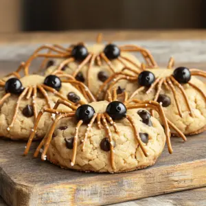 - 1 cup creamy peanut butter - 1 cup packed brown sugar - 1 large egg - 1 teaspoon baking soda - 1/2 teaspoon vanilla extract - 1 cup semi-sweet chocolate chips - 1 cup pretzel sticks (for spider legs) - 1 tube of black frosting (for decorating) You can swap brown sugar with maple syrup or honey if you want. This will change the taste a bit but still keep it sweet. For a gluten-free option, look for gluten-free pretzel sticks. These are easy to find at many stores. This way, everyone can enjoy the fun of making these cookies! Feel free to explore other options and don’t hesitate to get creative. You can even use different nut butters like almond or cashew butter. Just remember, each change will give a new twist to the flavor! To start, preheat your oven to 350°F (175°C). This step is key. A hot oven ensures your cookies bake evenly. While the oven heats, prepare your baking sheet. Line it with parchment paper. This prevents the cookies from sticking. It also makes cleanup easier. In a medium bowl, add 1 cup of creamy peanut butter, 1 cup of packed brown sugar, and 1 large egg. Stir these together until smooth. You want to mix well so every bite is tasty. Then, fold in 1 teaspoon of baking soda and 1/2 teaspoon of vanilla extract. Mix again until fully blended. Next, carefully add 1 cup of semi-sweet chocolate chips. Make sure they spread throughout the dough. This adds sweet bursts in each cookie. For baking, use the drop cookie method. Take a tablespoon of dough and drop it onto the baking sheet. Space each scoop about 2 inches apart. This space lets the cookies spread while baking. Bake them for 10-12 minutes. Look for the edges to set while the centers stay soft. They will firm as they cool. Once done, pull them from the oven. Let them cool on the baking sheet for about 5 minutes before moving to a wire rack. This helps them keep their shape. To make the best spider cookies, focus on their shape. First, roll the cookie dough into balls. Keep them about the size of a golf ball. This size helps them hold their shape while baking. When you place the dough on the baking sheet, press them gently to flatten slightly. This step makes it easier to decorate later. For the spider legs, use pretzel sticks. After baking and cooling the cookies, take two pretzel sticks for each cookie. Press them into the sides of the cookie at an angle. This gives the spider its creepy look. Make sure to press them in evenly so they look great. Now comes the fun part—decorating your spiders! Use black frosting for the eyes and details. You can make big, round eyes or tiny dots. It’s fun to let kids help with this part. They might have creative ideas! If you want to get even spookier, try adding candy eyes or using chocolate chips for the eyes. You can also sprinkle edible glitter on top. This makes your spider cookies shine and look more magical. For a Halloween twist, add some gummy worms or candy corn around them. These decoration tips will surely make your peanut butter spider cookies a hit! For the complete recipe, check the [Full Recipe]. {{image_4}} You can make your spider cookies even more exciting! Adding peanut butter chips or butterscotch chips gives a new taste. The sweet, creamy flavors mix well with peanut butter. You can also use other nut butters. Almond butter or cashew butter works great. They both have unique flavors that change the cookie's taste. Make your cookies fit any theme! For Halloween, use orange and black sprinkles. You can also shape them into pumpkins or ghosts. For other holidays, adapt your designs. Try snowflakes for winter or flowers for spring. Use your creativity to make your cookies fun and festive! The possibilities are endless. To keep your peanut butter spider cookies fresh, choose an airtight container. A glass jar or a plastic container works well. These containers keep moisture out and help the cookies stay soft. Store the cookies at room temperature. They last for about 5 days. You can freeze the unbaked dough for future fun! First, scoop the dough into balls on a baking sheet. Place the sheet in the freezer for about an hour. Once firm, transfer the dough balls to a freezer bag. Be sure to remove as much air as possible. They can stay frozen for up to 3 months. To bake frozen cookies, take them out and let them thaw on the counter for 15 minutes. Then, bake them as you normally would. This way, you get fresh cookies anytime! Yes, you can make spider cookies without eggs! To replace one egg, you can use: - 1/4 cup unsweetened applesauce - 1/4 cup mashed banana - 1 tablespoon ground flaxseed mixed with 2.5 tablespoons water These options keep your cookies moist and tasty. Applesauce adds sweetness while banana brings a nice flavor. Flaxseed is a great choice for extra nutrition. To achieve softer cookies, follow these tips: - Use room temperature ingredients. - Do not bake them too long. Bake until the edges are set. - Let them cool on the baking sheet for a few minutes before moving them. This helps keep them soft and chewy. Yes, you can make gluten-free spider cookies! Use gluten-free flour blends. You can also try: - Almond flour - Oat flour - Coconut flour Make sure that your pretzel sticks are gluten-free, too. This way, everyone can enjoy these fun treats! If your cookie dough is too sticky, you can: - Chill the dough in the fridge for 30 minutes. This makes it easier to handle. - Add a little more flour, one tablespoon at a time, until it feels right. - Use wet hands when shaping the dough. This helps the dough not stick to your hands. Remember, it’s all about having fun and creating tasty treats! For the full recipe, check out the [Full Recipe]. In this article, we've explored how to make fun and spooky spider cookies. You learned about the key ingredients and possible substitutes. I shared clear steps for mixing and baking the dough, along with tips for shaping and decorating. Remember, you can customize flavors and themes for any time of year. Proper storage will keep these treats fresh for longer. Enjoy making these cookies! They are a delightful way to bring fun into your kitchen. Happy baking!