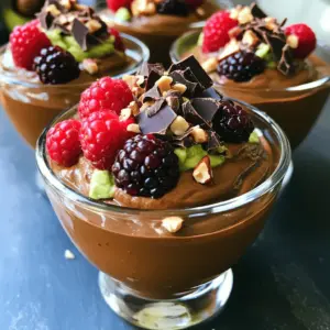 - 2 ripe avocados - 1/2 cup unsweetened cocoa powder - 1/4 cup pure maple syrup (or honey) - 1/4 cup almond milk (or preferred milk) - 1 teaspoon pure vanilla extract - A pinch of fine sea salt - 2 tablespoons of nut butter - Toppings: Fresh berries, shaved chocolate, chopped nuts To make a rich avocado chocolate mousse, you need a few simple ingredients. Start with ripe avocados. They should feel soft when you gently squeeze them. These avocados form the creamy base of the mousse. Next, grab cocoa powder. This gives the mousse its deep chocolate flavor. Use unsweetened cocoa powder for the best taste. You can also add pure maple syrup or honey for sweetness. If you want a creamier texture, use almond milk or any milk you prefer. Don’t forget vanilla extract! It adds a warm note to the mousse. A small pinch of fine sea salt balances the sweetness and enhances the chocolate flavor. For a richer taste, consider using nut butter. It adds a nice creaminess. Finally, toppings can elevate your dish. Fresh berries, shaved chocolate, or chopped nuts make it look beautiful and taste great. To start, you need to slice the avocados. Cut them in half from top to bottom. Carefully twist the two halves apart. Next, remove the pit by gently hitting it with a knife and twisting it out. Once the pit is gone, scoop out the avocado flesh. Use a spoon to get all of it from the skin. Place the flesh in your food processor. Now, add the unsweetened cocoa powder to the food processor. This gives the mousse its rich chocolate flavor. Next, pour in the maple syrup or honey for sweetness. The almond milk adds creaminess. Don’t forget the vanilla extract and a pinch of sea salt. These enhance the flavor and balance the sweetness. Blend the mixture on high speed. You want it to become creamy and smooth. Stop the machine every now and then to scrape the sides with a spatula. This step makes sure everything mixes well. You don’t want any chunks left in your mousse. If you want to make your mousse richer, add the nut butter now. Blend it in until it’s fully mixed. After that, taste your mousse. If you want it sweeter, add a bit more maple syrup or honey. Blend again to combine. You can serve the mousse right away or chill it first. For a firmer texture, refrigerate it for at least 30 minutes. If you prefer a softer mousse, serve it immediately. For a nice touch, use clear glass cups to show off the dark color. Top each serving with fresh berries, shaved chocolate, or chopped nuts. This makes the mousse not only tasty but pretty too! To make great avocado chocolate mousse, you need ripe avocados. Look for avocados that yield slightly when pressed. The skin should be dark and slightly bumpy. Avoid hard avocados; they are not ready to eat. When you find ripe avocados, store them at room temperature. If you need to slow the ripening, place them in the fridge. The cocoa powder you choose affects the mousse's taste. There are two main types: natural and Dutch-processed. Natural cocoa is lighter and has a strong flavor. Dutch-processed cocoa is darker and milder. I recommend brands like Valrhona or Scharffen Berger for their quality. They offer a rich taste that pairs well with avocados. To get the mousse silky smooth, blend well. Use a high-speed blender or food processor. If the mousse is too thick, add a splash more almond milk. Blend again until you reach the right texture. Store leftovers in an airtight container in the fridge. This will keep the mousse fresh for up to three days. {{image_4}} You can add depth to your mousse with espresso or coffee. Just one tablespoon boosts the chocolate flavor. If you want a sweeter touch, try using agave syrup or stevia instead of maple syrup. Both work great and are lower in calories. If you're vegan, you can easily make this mousse without honey. Just stick with maple syrup. For those with nut allergies, you can use oat milk instead of almond milk. This keeps the mousse creamy while being safe for everyone. When serving, think about how to impress your guests. Use clear glass cups to show off the rich color. You can also layer the mousse with fresh berries or whipped coconut cream for a fun twist. For a final touch, sprinkle some shaved dark chocolate or chopped nuts on top. These little details make your dessert look as good as it tastes! To keep your avocado chocolate mousse fresh, store it in the fridge. It lasts about 3 days. The mousse may slightly darken over time due to the avocado. If you want to keep it longer, you can freeze it. Just remember to thaw it overnight in the fridge before enjoying. Use an airtight container for the best storage. Glass or plastic containers work well. Avoid containers that let air in; this prevents discoloration. You can also place plastic wrap directly on the mousse's surface. This helps keep it looking fresh and tasty. Yes, you can use other sweeteners. Maple syrup and honey work well. If you want a lower-calorie option, try agave syrup. You can also use stevia or monk fruit. Each sweetener will change the taste a bit, so adjust to your liking. Just make sure to mix it well. Avocado chocolate mousse can last 3 to 5 days in the fridge. Store it in an airtight container. This helps keep it fresh. If the mousse darkens, don’t worry. It’s still safe to eat. Just give it a good stir before serving. Yes, you can make the mousse a day ahead. Store it in the fridge in an airtight container. This allows the flavors to blend nicely. When ready to serve, give it a quick stir. You can top it with fresh berries or nuts before serving. If your mousse is too thick, add a splash of milk. Almond milk or any milk you like works great. Blend it again until smooth. This will help achieve a creamier texture. If you want it thicker, just add less milk next time. This blog post covered how to make a delicious avocado chocolate mousse. We discussed the main and optional ingredients, step-by-step instructions, tips for success, and variations you can try. You now know the best ways to prepare, serve, and store this treat. Remember, using ripe avocados and quality cocoa makes a big difference. With these tips, you can enjoy a rich, creamy dessert that fits your tastes. Try different flavors or toppings for fun. Enjoy making this mousse your way!