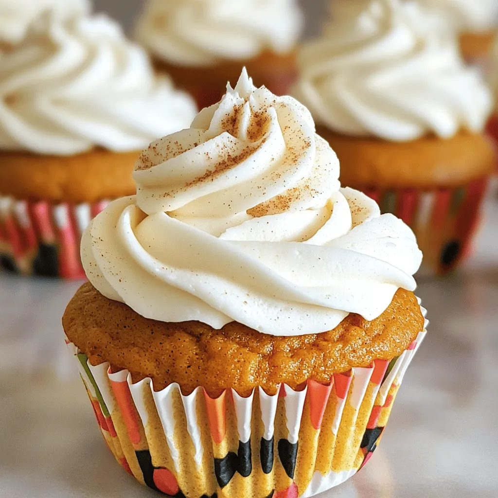 - 1 cup all-purpose flour - 1/2 cup almond flour - 1 teaspoon baking powder - 1/2 teaspoon baking soda - 1/2 teaspoon salt - 1 tablespoon chai spice mix - 1/2 cup canned pumpkin puree - 1/2 cup granulated sugar - 1/4 cup brown sugar - 2 large eggs (at room temperature) - 1/4 cup vegetable oil - 1/2 cup strong brewed chai tea (cooled) - 1 teaspoon vanilla extract - 1/2 cup cream cheese (softened) - 1/4 cup unsalted butter (softened) - 1 cup powdered sugar - A splash of brewed chai tea (optional) - Ground nutmeg or chai spice (for garnish) When I create these Vanilla Chai Pumpkin Latte Cupcakes, I gather my ingredients first. I enjoy the way each item comes together to make a warm, cozy treat. For the dry ingredients, I use all-purpose flour and almond flour to add flavor and texture. Baking powder and baking soda help the cupcakes rise. The salt balances the sweetness, while chai spice mix brings that delightful warmth. Then I move to the wet ingredients. Canned pumpkin puree gives a rich taste and keeps the cupcakes moist. I mix in both granulated and brown sugar for depth. The eggs add structure, and vegetable oil keeps everything tender. I love using strong brewed chai tea for that extra kick, plus a dash of vanilla for sweetness. Finally, I prepare the frosting. Cream cheese and butter make a creamy base. I add powdered sugar for sweetness and a splash of chai tea if I want a softer texture. A sprinkle of nutmeg or chai spice on top finishes the look perfectly. You can find the complete list and steps in the Full Recipe. Each ingredient plays a role in creating these delightful cupcakes. - Preheat your oven to 350°F (175°C). - Line a 12-cup cupcake tin with paper liners. - In a bowl, mix the all-purpose flour, almond flour, baking powder, baking soda, salt, and chai spice mix. - In another bowl, combine the pumpkin puree, granulated sugar, brown sugar, eggs, vegetable oil, cooled chai tea, and vanilla extract. - Fold the dry mix into the wet mix gently. - Pour the batter into the cupcake liners, filling each about two-thirds full. - Bake the cupcakes for 18-20 minutes. - Check with a toothpick; it should come out clean. - Let the cupcakes cool in the pan for 5 minutes. - Transfer them to a wire rack to cool completely. - In a mixing bowl, beat the softened cream cheese and butter until creamy. - Gradually add the powdered sugar and mix until smooth. - If needed, add a splash of brewed chai tea to adjust the frosting's consistency. - Once the cupcakes are cool, generously frost each with the cream cheese frosting. - For a lovely finish, sprinkle ground nutmeg or a dash of chai spice on top. For the full recipe, check the details above. - Use fresh spices for maximum aroma. Fresh spices make a huge difference. They release oils that enhance the taste. - Allow pumpkin to reach room temperature. This helps the ingredients mix better. Cold pumpkin can make the batter lumpy. - Don't overmix the batter. Overmixing can lead to tough cupcakes. Mix until just combined for a light texture. - Ensure ingredients are at the right temperature. Cold eggs or butter can affect how the batter rises. Room temperature ingredients create a smooth mix. - Warm the bowl slightly for easier mixing. A warm bowl helps cream cheese and butter blend well. This makes the frosting fluffy and smooth. - Use a piping bag for decorative frosting. A piping bag gives you control over the design. It adds a professional touch to your cupcakes. For a detailed guide, check the Full Recipe. {{image_4}} You can easily make these cupcakes gluten-free. Substitute all-purpose flour with almond flour or a mix of gluten-free flour. This switch keeps the flavor and texture delicious. For vegan options, replace eggs with flax eggs. Mix one tablespoon of ground flaxseed with three tablespoons of water. Let it sit for five minutes to thicken. Use coconut oil instead of butter for the frosting. This keeps the texture smooth and creamy. Want to make your cupcakes even more exciting? Try adding chocolate chips or chopped nuts to the batter. These additions add texture and flavor. You can also play around with the frosting. Consider using flavored extracts like almond or hazelnut. A splash of espresso can turn your frosting into a coffee delight. Pair your Vanilla Chai Pumpkin Latte Cupcakes with a warm chai latte. The flavors blend perfectly and elevate your treat. For extra indulgence, serve with whipped cream on the side. This adds a creamy touch that balances the spices in the cupcake. Enjoy this delightful treat with friends or family! To keep your Vanilla Chai Pumpkin Latte Cupcakes fresh, store them in an airtight container. This will help lock in moisture. I recommend using a plastic or glass container with a tight lid. Place a piece of parchment paper between layers to avoid sticking. These cupcakes taste best at room temperature. If you want to save the cupcakes for later, you can freeze them. Wrap each cupcake in plastic wrap, then place them in a freezer-safe bag. For the frosting, store it in a separate airtight container. When you're ready to enjoy them, take the cupcakes out of the freezer. Let them thaw overnight in the fridge. Serve them at room temperature for the best taste. These cupcakes last about 3 to 4 days at room temperature. If refrigerated, they can last up to a week. Watch for signs of spoilage, like a dry texture or an off smell. If you notice any mold, it’s time to toss them. For the best flavor, eat them fresh! Yes, you can make these cupcakes ahead of time. To keep them fresh, follow these tips: - Bake the cupcakes and let them cool completely. - Store them in an airtight container for up to three days. - You can also freeze them for up to three months. Just wrap each cupcake tightly in plastic wrap. When you are ready to enjoy them, thaw them at room temperature. Frost them just before serving for the best taste. You can easily make the frosting dairy-free with a few swaps: - Use vegan cream cheese instead of regular cream cheese. - Substitute vegan butter for unsalted butter. These substitutions will give you a creamy frosting that everyone can enjoy. If you can’t find chai spice mix, you can make your own. Here’s a simple blend: - 1 teaspoon cinnamon - 1/2 teaspoon ginger - 1/4 teaspoon cardamom - 1/4 teaspoon cloves - 1/4 teaspoon black pepper Mix these spices together to create a delicious alternative. Yes, you can use fresh pumpkin! Here’s how to prepare it: 1. Cut the pumpkin in half and remove the seeds. 2. Roast the halves in the oven at 350°F (175°C) for about 45 minutes. 3. Scoop out the soft flesh and blend until smooth. Use this puree in place of the canned pumpkin in your recipe. These cupcakes pair wonderfully with a variety of drinks: - A warm chai latte complements the flavors perfectly. - You can also enjoy them with a cup of coffee or tea. - For something refreshing, try a glass of cold apple cider. These drinks enhance the taste of the Vanilla Chai Pumpkin Latte Cupcakes. These cupcakes combine warm spices and pumpkin for a treat you'll love. We covered easy steps, ingredient tips, and even storage advice. You can find new ways to make them your own too! Baking should be fun and rewarding. So grab your ingredients and start creating. Enjoy your delicious chai pumpkin cupcakes with friends or family. Dive into this sweet experience and let every bite bring a smile!