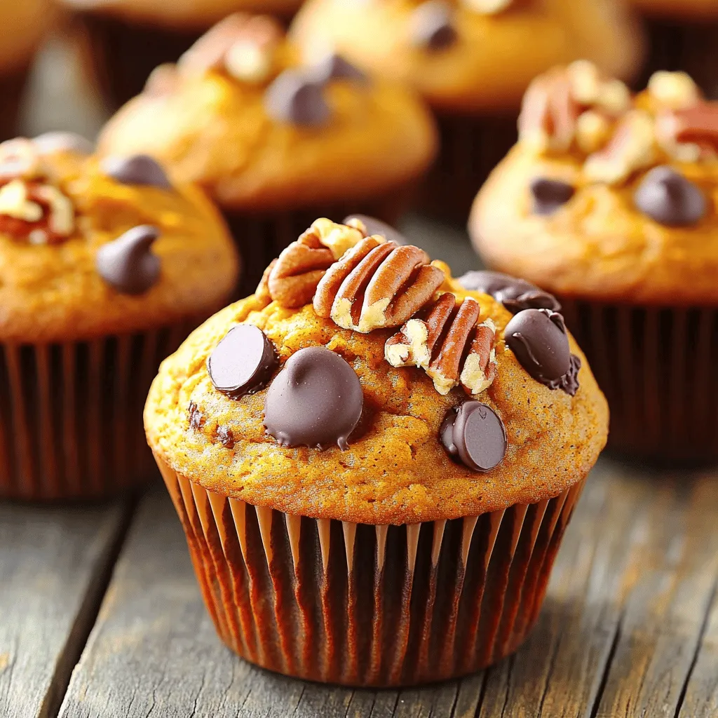 To make these delightful Dunkin copycat pumpkin muffins, you will need the following ingredients: - 1 ½ cups all-purpose flour - 1 cup granulated sugar - 1 teaspoon baking soda - ½ teaspoon baking powder - ½ teaspoon salt - 1 teaspoon ground cinnamon - ½ teaspoon ground nutmeg - ½ teaspoon ground ginger - ½ cup vegetable oil - 2 large eggs - 1 cup canned pumpkin puree - 1 teaspoon vanilla extract - Optional additions: ½ cup chocolate chips, ¼ cup chopped pecans or walnuts Each ingredient plays a key role in creating a moist and flavorful muffin. The flour gives structure, while sugar adds sweetness. Baking soda and baking powder help the muffins rise. The spices bring warmth and that classic fall flavor. Using canned pumpkin puree simplifies the recipe and guarantees a rich pumpkin taste. The oil keeps the muffins moist, and eggs bind everything together. If you want a little extra, mix in chocolate chips or nuts for added texture and flavor. These ingredients are easy to find, making this recipe a perfect choice for any home cook. You can adjust the optional ingredients to suit your taste. - Preheat your oven to 350°F (175°C). - Prepare your muffin tin by lining it with paper liners or using non-stick spray. - In a large bowl, combine 1 ½ cups all-purpose flour, 1 cup granulated sugar, 1 teaspoon baking soda, ½ teaspoon baking powder, ½ teaspoon salt, 1 teaspoon ground cinnamon, ½ teaspoon ground nutmeg, and ½ teaspoon ground ginger. - Whisk them together until smooth. This step helps blend the flavors well. - In another bowl, blend ½ cup vegetable oil, 2 large eggs, 1 cup canned pumpkin puree, and 1 teaspoon vanilla extract. - Use a whisk or fork to mix until everything is smooth and well combined. - Pour the wet mixture into the dry ingredients. - Stir gently with a spatula until just combined. It’s okay if small lumps remain. - If you want, fold in ½ cup chocolate chips and ¼ cup chopped pecans or walnuts for extra flavor. - Use a scoop to fill the muffin cups about ¾ full with batter. - Bake in the preheated oven for 18-20 minutes. Check doneness by inserting a toothpick; it should come out clean. - Let the muffins cool in the tin for about 5 minutes. - Then move them to a wire rack to cool completely. To get moist and fluffy muffins, avoid overmixing the batter. Mix until just combined. It’s okay if a few lumps remain. Also, fill the muffin cups about ¾ full. This ensures they rise nicely while baking. Try adding a pinch of cloves or allspice for a warm kick. You can also mix in some vanilla or almond extract for depth. When choosing pumpkin puree, go for 100% pure pumpkin. The flavor will shine through in your muffins. Serve these muffins warm with a spread of butter or cream cheese. For a fun twist, top them with a sprinkle of cinnamon sugar. Pair your muffins with hot coffee or spiced tea. This creates a cozy experience perfect for fall. {{image_4}} For a gluten-free version, use a blend of gluten-free all-purpose flour. Brands like Bob's Red Mill or King Arthur Flour can work well. You might need to add a bit of xanthan gum to mimic the texture of wheat flour. Check your muffins at the 15-minute mark. Gluten-free muffins can bake faster, so adjust the time if needed. To make these muffins vegan, replace the eggs with flaxseed meal. Mix 1 tablespoon of flaxseed meal with 2.5 tablespoons of water for each egg. Let it sit for a few minutes to thicken. Use coconut oil or any vegan butter instead of vegetable oil. Ensure that the sugar is vegan, as some brands use bone char in processing. Add a festive touch by mixing in spices like allspice or cloves for a warm flavor. You can also fold in dried cranberries, raisins, or pumpkin seeds for a fun texture. These twists can make your muffins perfect for holiday gatherings or cozy family dinners. To keep your Dunkin copycat pumpkin muffins fresh, store them in airtight containers. This helps lock in moisture and flavor. You can use a plastic container or a resealable bag. Line the container with a paper towel to absorb excess moisture. This keeps the muffins tasty for longer. If you want to enjoy these muffins later, freezing is a great option. Place cooled muffins into a freezer-safe bag or container. Remove as much air as possible to prevent freezer burn. When you're ready to eat them, take out a muffin and let it thaw at room temperature. To warm it up, pop it in the microwave for about 15-20 seconds. You can also reheat them in the oven at 350°F for 5-10 minutes. At room temperature, these muffins last about 3-4 days. For longer storage, keep them in the fridge, where they can last up to a week. Make sure to check for signs of spoilage, like mold or an off smell. Enjoy your muffins fresh for the best taste! These muffins taste just like Dunkin's famous pumpkin muffins. They have a soft and moist texture. The warm spices, like cinnamon and nutmeg, give it that cozy flavor we love. The sweetness is just right, making each bite a treat. You can also add chocolate chips or nuts for extra flavor. Yes, you can use fresh pumpkin! First, cook the pumpkin until soft. Then, mash it until smooth. Fresh pumpkin has a slightly different taste and texture. It may be a bit more watery, so you might need to adjust the flour. This way, your muffins will still turn out great! You can easily make these muffins healthier. Try using whole wheat flour instead of all-purpose flour. This adds fiber and nutrients. You can also reduce the sugar by a third. For a sweet touch, use mashed bananas or applesauce. These changes keep your muffins tasty and a bit healthier! If your muffins don't rise, check a few things. First, make sure your baking powder and baking soda are fresh. Old leavening agents may not work well. Also, avoid overmixing the batter. Too much mixing can make muffins dense. Lastly, fill each muffin cup about ¾ full for the best rise. Absolutely! You can add many fun mix-ins to your muffins. Try folding in some chopped apples or dried cranberries for added sweetness. Nuts like pecans or walnuts give a nice crunch. You can also add white chocolate chips for a twist. Get creative and make these muffins uniquely yours! To recap, I shared a simple recipe for pumpkin muffins. We covered key ingredients, detailed instructions, and helpful tips. You can customize these muffins with options like chocolate chips or nuts. Remember, avoiding overmixing helps keep them moist. Experiment with flavors and storage methods for the best results. Enjoy your baking journey! You’ll find these muffins are a delightful treat for any occasion.