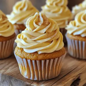 - 1 ½ cups all-purpose flour - 1 teaspoon baking powder - 1 teaspoon baking soda - ½ teaspoon salt - 2 teaspoons pumpkin pie spice - ½ cup unsalted butter, softened to room temperature - 1 cup granulated sugar - 2 large eggs, at room temperature - 1 cup canned pumpkin puree - ½ cup brewed coffee, cooled to room temperature - 1 teaspoon vanilla extract - 1 cup unsalted butter, softened to room temperature - 4 cups powdered sugar - 2 tablespoons brewed coffee, cooled to room temperature - 1 teaspoon vanilla extract - Additional pumpkin pie spice for dusting Here, I focus on the ingredients that make pumpkin spice latte cupcakes so special. First, the dry ingredients form the base. All-purpose flour gives structure. Baking powder and baking soda help the cupcakes rise. Salt balances the sweetness, and pumpkin pie spice adds warmth. Next, the wet ingredients bring flavor and moisture. Unsalted butter adds richness. Granulated sugar sweetens and helps create a nice crumb. Eggs provide binding and stability. Pumpkin puree not only gives flavor but also keeps the cupcakes soft. Brewed coffee adds depth, while vanilla extract rounds out the taste. Finally, the frosting is a key element. Unsalted butter creates a creamy base. Powdered sugar sweetens and thickens the frosting. Brewed coffee and vanilla extract give flavor. A sprinkle of pumpkin pie spice on top makes it look pretty and adds a final touch. These ingredients work together to create a cupcake that is truly irresistible! 1. Preheat your oven to 350°F (175°C). This step is key for even baking. 2. Line your muffin tin with cupcake liners. This helps with easy removal. 1. In a medium bowl, combine the following: - 1 ½ cups all-purpose flour - 1 teaspoon baking powder - 1 teaspoon baking soda - ½ teaspoon salt - 2 teaspoons pumpkin pie spice 2. Whisk the dry ingredients together. This ensures even flavor. 1. In a large bowl, cream together: - ½ cup unsalted butter, softened - 1 cup granulated sugar Use an electric mixer on medium speed until it’s light and fluffy. This takes about 3 to 4 minutes. 2. Add in the eggs, one at a time. Mix well after each addition. 3. Next, add: - 1 cup canned pumpkin puree - ½ cup brewed coffee, cooled - 1 teaspoon vanilla extract Mix until everything is even. 1. Slowly mix the dry ingredients into the wet ingredients. 2. Stir gently until just combined. Be careful not to over-mix; this can make your cupcakes dense. 1. Distribute the batter evenly into the cupcake liners. Fill them about two-thirds full. 2. Bake in the preheated oven for 18 to 20 minutes. A toothpick should come out clean when inserted. 3. Let them cool in the pan for about 5 minutes. Then, transfer them to a wire rack to cool completely. 1. In a mixing bowl, beat: - 1 cup unsalted butter, softened until creamy. 2. Gradually add: - 4 cups powdered sugar Mix at low speed until combined. 3. Add: - 2 tablespoons brewed coffee, cooled - 1 teaspoon vanilla extract Increase the speed to high and beat for about 3 minutes. Your frosting should be fluffy and light. 4. Once the cupcakes are cool, frost them generously. Use a piping bag for a nice look or a spatula for a rustic style. 5. Dust the tops with extra pumpkin pie spice for a final touch. - Ensuring the right texture and moisture: Use room temperature ingredients. This helps the batter mix well. Make sure to measure your flour correctly. Too much flour can make cupcakes dry. Spoon flour into a cup and level it off with a knife for accuracy. - Monitoring baking time: Check your cupcakes at 18 minutes. Insert a toothpick in the center. If it comes out clean, they are ready. Let them cool in the pan for 5 minutes before moving them. This keeps them moist and fluffy. - Achieving the perfect consistency: Start with soft butter. Beat it until it is creamy. Gradually add powdered sugar. Mix on low speed to avoid a sugar cloud. Then add cooled coffee and vanilla. Beat until fluffy, about 3 minutes. - Piping techniques for decoration: Use a piping bag for a fun look. Fill the bag, then twist the top to seal. Pipe from the center outwards in circles. Practice on a plate first if you’re new to it. - Pairing with beverages: These cupcakes go well with coffee or tea. The rich flavors of coffee in the cupcake enhance your drink. A pumpkin spice latte is a perfect match. - Presentation ideas: Serve cupcakes on a nice platter. Dust the tops with extra pumpkin pie spice for a pop. Drizzle caramel sauce for added sweetness. It makes a stunning display that guests will love! {{image_4}} You can make these cupcakes even more fun! Adding chocolate chips gives a sweet twist. The chocolate pairs nicely with the pumpkin spice. You can also try using spiced rum in the frosting. This adds a warm kick that enhances the coffee flavor. Just mix a tablespoon into your frosting for a delightful surprise. If you need gluten-free options, swap out the all-purpose flour. Use a gluten-free blend that works for baking. This keeps the texture light and fluffy. For those who follow a vegan diet, replace the eggs with flax eggs. Mix one tablespoon of ground flaxseed with two and a half tablespoons of water. Let it sit until it thickens. Use coconut oil instead of butter for a rich flavor. Decorating can make your cupcakes stand out! Use seasonal decorations like mini pumpkins or leaves. These look great for fall gatherings. You can also customize them for special events. Add colorful sprinkles or themed toppers based on the occasion. A simple touch can turn your cupcakes into a festive treat! To keep your pumpkin spice latte cupcakes fresh, store them at room temperature. Place the cupcakes in an airtight container. They stay soft and moist for up to three days. If you want them to last longer, refrigerate them. Just make sure they are in a sealed container to avoid drying out. You can freeze these cupcakes for later. To do this, let them cool completely. Wrap each cupcake in plastic wrap, then place them in a freezer-safe bag. This keeps them fresh for up to three months. When you’re ready to eat, take them out and let them thaw at room temperature for about an hour. Store leftover frosting in an airtight container. It stays fresh in the fridge for up to a week. If the frosting becomes stiff, re-whip it. Just let it sit at room temperature for a bit. Then, use a mixer to whip it back to a fluffy state. This way, you’ll have smooth frosting ready to use again! To keep your cupcakes light, mix the batter gently. Use room temperature ingredients for best results. When adding dry ingredients, fold them in slowly. Over-mixing can cause density, so stop mixing as soon as you see no dry flour. Yes, you can. Bake the cupcakes and let them cool completely. Store them in an airtight container at room temperature for up to two days. You can frost them just before serving. If you want to keep them longer, freeze them without frosting. For frosting, use a piping bag for pretty swirls. A spatula works well for a simple look. Start in the center and swirl outwards. You can also add a simple dusting of pumpkin pie spice on top for a nice touch. Yes, you can use instant coffee. Dissolve it in hot water, then cool it. The flavor will be less rich, but it still works. Just make sure to adjust the amount based on taste. These cupcakes are not vegan, but you can adapt them. Replace the eggs with flax eggs or applesauce. Use vegan butter instead of regular butter. You can also swap the milk with almond or soy milk for the frosting. These Pumpkin Spice Latte Cupcakes combine warm spices and coffee to delight your taste buds. We covered essential ingredients, preparation steps, and helpful tips. I shared variations for personalizing the recipe and how to store your treats for later enjoyment. In conclusion, these cupcakes are not just a treat; they bring seasonal joy to any gathering. Dive in and enjoy baking these delicious cupcakes! You won’t regret it.