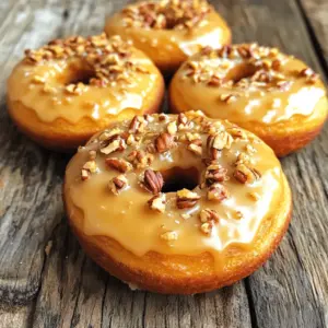 - 1 cup pumpkin puree - 1/2 cup granulated sugar - 1/4 cup packed brown sugar - 1/4 cup vegetable oil - 2 large eggs - 1 teaspoon vanilla extract - 2 cups all-purpose flour - 1 teaspoon baking powder - 1/2 teaspoon baking soda - 1 teaspoon ground cinnamon - 1/2 teaspoon ground nutmeg - 1/2 teaspoon salt The main ingredients are the heart of your pumpkin donuts. I love using pumpkin puree because it adds moisture and flavor. The sugars balance the spices and create sweetness. Vegetable oil keeps the donuts tender. Eggs help bind everything, while vanilla adds a lovely aroma. The flour gives structure, and the baking powder and baking soda help the donuts rise. Cinnamon and nutmeg give the donuts their warm, cozy flavor. Lastly, salt enhances all the other flavors. - 1/2 cup powdered sugar - 1-2 tablespoons milk - Optional: Chopped pecans or walnuts for topping For the glaze, powdered sugar makes it sweet and smooth. Milk thins it out to the right consistency. You can sprinkle chopped pecans or walnuts on top if you like a crunchy texture. This glaze adds a fun finish to your donuts. Ready to whip up these tasty treats? Follow the [Full Recipe] for step-by-step guidance! - Preheat the oven to 350°F (175°C). - Grease the donut pan with non-stick spray or oil. - In a large bowl, combine pumpkin puree, granulated sugar, brown sugar, oil, eggs, and vanilla. - Whisk until smooth. - In another bowl, whisk together flour, baking powder, baking soda, spices, and salt. - Gradually add the dry mix to the wet mix. - Stir gently until just combined. Do not overmix. - Fill each mold about two-thirds full with batter. - Bake for 10-12 minutes. The donuts are done when a toothpick comes out clean. - Cool in the pan for 5 minutes, then transfer to a wire rack. - In a small bowl, mix powdered sugar with 1-2 tablespoons of milk. - Whisk until smooth. - Once cooled, dip the tops of the donuts into the glaze. - Allow excess glaze to drip off. For extra crunch, add chopped nuts on top. Follow these steps to create delightful pumpkin donuts. You can find the full recipe [here]. Enjoy the process and the tasty results! To keep your donuts light, avoid overmixing the batter. Mix just until combined. If you mix too much, the donuts can become tough. Also, make sure not to overfill the donut pan. Filling each mold two-thirds full allows the donuts to rise without spilling over. The glaze can make or break your donuts. Adjust the glaze's thickness to your liking. If it seems too thick, add a bit more milk. If it's too runny, add more powdered sugar. After glazing, allow the donuts to set before serving. This helps the glaze stick better and adds to the look. Want to kick up the flavor? Experiment with spices. Adding more cinnamon or nutmeg gives a warm kick. You can also add chocolate chips to the batter for a sweet surprise. Mixing flavors can make these pumpkin donuts even more fun and tasty. For the full recipe, check out the complete details above! {{image_4}} To give your donuts a warm, cozy flavor, add more cinnamon and nutmeg. These spices bring out the rich taste of the pumpkin. I recommend using one tablespoon of cinnamon and three-quarters of a teaspoon of nutmeg. This change makes your donuts even more delightful! For a twist, try making chocolate pumpkin donuts. Just mix in some cocoa powder into the batter. Use about a quarter cup of cocoa powder. It gives the donuts a deep, rich flavor that pairs well with pumpkin. You won't believe how tasty they are! You can choose between glazing your donuts or coating them in sugar. Glazing gives a sweet, shiny finish. To coat in sugar, simply roll the warm donuts in granulated sugar. It adds a nice crunch. Either way, they are sure to please! Store leftover donuts in an airtight container at room temperature. This keeps them fresh and soft. Avoid leaving them in open air, as they may dry out quickly. Enjoy them within a few days for the best taste. You can freeze unglazed donuts for up to 2 months. Place them in a freezer-safe bag or container. Make sure to remove as much air as possible. Label the bag with the date, so you remember when you made them. To enjoy your donuts again, warm them in the oven or microwave. For the oven, preheat it to 350°F (175°C). Place the donuts on a baking sheet and heat for about 5 minutes. For the microwave, heat them one at a time for about 15-20 seconds. Enjoy them warm for the best taste! You can easily make these donuts gluten-free. Just substitute all-purpose flour with a gluten-free blend. This change works well, and you keep the same great taste. Fresh donuts are best consumed within 2-3 days. After that, they may lose their soft texture. Store them in an airtight container to keep them fresh. Yes, you can use fresh pumpkin. Make sure it is fully cooked and pureed. This ensures the right moisture and flavor in your donuts. These donuts pair well with coffee or tea. They make a great afternoon snack too. Enjoy them as a sweet treat at any time of the day! You can make delicious pumpkin donuts with simple ingredients and easy steps. We covered the main ingredients, how to mix and bake, and tips for perfect results. Remember to experiment with flavors and toppings for fun variations. Store extras in an airtight container or freeze them for later. Enjoy these treats with coffee or tea for a cozy snack. Now, it’s time to get baking and savor the joy of homemade treats!