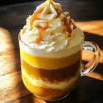 - 1 cup freshly brewed espresso or strong coffee - 1 cup milk (choose between dairy or your favorite non-dairy alternative) - 2 tablespoons pure pumpkin puree - 2 tablespoons rich caramel sauce (with extra for drizzling) - 1/2 teaspoon pure vanilla extract - 1/4 teaspoon pumpkin pie spice (or more to taste) - A pinch of fine sea salt - Whipped cream (for a luscious topping) - Ground cinnamon or additional pumpkin pie spice (for finishing garnish) When I make my Salted Caramel Pumpkin Latte, I always gather my ingredients first. Freshly brewed espresso or strong coffee is key for a bold flavor. I love using one cup of milk, and I often choose oat or almond milk for a creamy touch. Next, I measure out two tablespoons of pure pumpkin puree. This adds a lovely fall flavor. Caramel sauce is a must, so I grab two tablespoons, plus some extra for drizzling on top. Vanilla extract makes everything taste richer, so I include half a teaspoon of that. Pumpkin pie spice adds warmth, and I use a quarter teaspoon. A pinch of fine sea salt balances the sweetness perfectly. Lastly, I always top it with whipped cream and sprinkle some ground cinnamon or more pumpkin pie spice for that special touch. These ingredients come together to create a cozy drink that warms you up inside. Start by brewing your espresso or strong coffee. I recommend using a good quality coffee. The flavor makes a big difference. If you have an espresso machine, use it. If not, a French press or drip coffee maker works well too. Brew about one cup. Once brewed, set it aside. Let it cool a bit while you prepare the pumpkin milk blend. In a small saucepan, combine the milk, pumpkin puree, caramel sauce, vanilla extract, and pumpkin pie spice. You can use dairy milk or any non-dairy milk you like. I often use oat milk for a creamy texture. Heat this mixture over medium heat. Stir it with a whisk for about five minutes. You want it warm and slightly frothy, but do not let it boil. After it heats, remove it from the heat. Stir in a pinch of fine sea salt. This adds depth to the flavor. Grab your favorite mug. Pour in the brewed espresso or coffee first. Then, slowly pour the warm pumpkin mixture over the coffee. Stir gently to blend the flavors together. Now it’s time for the fun part! Top your latte with a generous dollop of whipped cream. Drizzle extra caramel sauce on top. For the final touch, sprinkle a bit of ground cinnamon or more pumpkin pie spice. This adds a lovely aroma and flavor. To froth milk at home, you can use a few simple methods. A whisk works well if you want a light froth. Just whisk the warm milk quickly for about a minute. If you have a hand pump frother, it can create a thicker foam. A blender can also help, but be careful not to overfill it. Froth your milk until it doubles in size. This makes your latte rich and creamy. You can customize the sweetness and flavor of your latte easily. If you like more pumpkin taste, add an extra tablespoon of pumpkin puree. For a sweeter drink, add more caramel sauce. Feel free to increase the pumpkin pie spice by a pinch for more warmth. Taste as you go, and adjust until it’s just right for you. For a great presentation, use a clear glass mug. This showcases the beautiful layers of your latte. Top your drink with a generous swirl of whipped cream. Drizzle extra caramel sauce over the cream for a sweet touch. A sprinkle of ground cinnamon or pumpkin pie spice adds a nice finish. You can even add a cinnamon stick for stirring. This makes your drink look extra special. {{image_4}} If you want a dairy-free latte, there are great milk options. Almond milk gives a nutty taste. Oat milk is creamy and smooth, perfect for lattes. Coconut milk adds a tropical flavor. Soy milk is thick and works well too. Choose what you like best! Try adding spices to make it even better! Nutmeg adds warmth and a hint of sweetness. For a rich twist, mix in some cocoa powder. A dash of ginger can give a nice kick. These add-ins can make your drink unique and tasty. Make your latte festive for the holidays! Top it with crushed peppermint for a cheerful touch. Use cinnamon sticks for stirring; they smell amazing. During fall, add a sprinkle of crushed pecans or walnuts. These ideas add fun and flavor to your drink! To keep your pumpkin puree fresh, store it in an airtight container. You can put it in the fridge for up to one week. If you want to keep it longer, freeze it in small portions. This way, you can use it later without waste. For caramel sauce, place it in a clean jar and seal it tightly. It stays fresh in the fridge for about two weeks. Remember to check for any signs of spoilage before using. If you make your latte mix in advance, reheating is easy. Pour your pumpkin milk blend into a small pot. Warm it gently over low heat. Stir it often to prevent burning. You can also use a microwave. Heat it in 30-second bursts, stirring in between. Make sure it’s hot but not boiling. This keeps the flavors rich and smooth. Most ingredients in your latte stay fresh for a good while. Pumpkin puree lasts up to a week in the fridge. Caramel sauce can last two weeks. When frozen, pumpkin puree can last up to three months. Your milk choice varies too. Dairy milk usually lasts about a week after opening. Non-dairy milk can last longer, up to ten days. Always check the dates on your packages for the best quality. For the best salted caramel pumpkin latte, choose a strong coffee. I recommend using freshly brewed espresso or robust coffee. Brands like Peet’s Coffee or Dunkin’ offer great options. Look for dark roasts with rich flavors. These will complement the sweetness of the caramel and the spice of the pumpkin. Yes, you can easily make this latte vegan! Use almond, oat, or soy milk instead of dairy milk. For the caramel sauce, check if it’s vegan-friendly, or make your own using coconut sugar. This way, you can enjoy a tasty latte without any animal products. The best time to enjoy a pumpkin latte is during fall. This drink fits perfectly with the cozy vibes of the season. You can sip it while enjoying the crisp air or while wrapped in a blanket at home. Many people also love it during festive gatherings. Its warm flavors make any moment special! In this blog post, I shared how to create a delicious Salted Caramel Pumpkin Latte at home. We covered essential ingredients, step-by-step brewing instructions, and tips for getting the perfect froth. I also provided variations for dietary needs and ideas for storage. Making a homemade latte is fun and rewarding. You can enjoy it during fall or any time you crave that pumpkin flavor. Try your own twist and make this drink your own!
