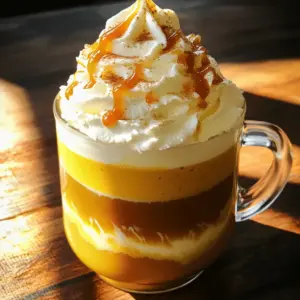 - 1 cup freshly brewed espresso or strong coffee - 1 cup milk (choose between dairy or your favorite non-dairy alternative) - 2 tablespoons pure pumpkin puree - 2 tablespoons rich caramel sauce (with extra for drizzling) - 1/2 teaspoon pure vanilla extract - 1/4 teaspoon pumpkin pie spice (or more to taste) - A pinch of fine sea salt - Whipped cream (for a luscious topping) - Ground cinnamon or additional pumpkin pie spice (for finishing garnish) When I make my Salted Caramel Pumpkin Latte, I always gather my ingredients first. Freshly brewed espresso or strong coffee is key for a bold flavor. I love using one cup of milk, and I often choose oat or almond milk for a creamy touch. Next, I measure out two tablespoons of pure pumpkin puree. This adds a lovely fall flavor. Caramel sauce is a must, so I grab two tablespoons, plus some extra for drizzling on top. Vanilla extract makes everything taste richer, so I include half a teaspoon of that. Pumpkin pie spice adds warmth, and I use a quarter teaspoon. A pinch of fine sea salt balances the sweetness perfectly. Lastly, I always top it with whipped cream and sprinkle some ground cinnamon or more pumpkin pie spice for that special touch. These ingredients come together to create a cozy drink that warms you up inside. Start by brewing your espresso or strong coffee. I recommend using a good quality coffee. The flavor makes a big difference. If you have an espresso machine, use it. If not, a French press or drip coffee maker works well too. Brew about one cup. Once brewed, set it aside. Let it cool a bit while you prepare the pumpkin milk blend. In a small saucepan, combine the milk, pumpkin puree, caramel sauce, vanilla extract, and pumpkin pie spice. You can use dairy milk or any non-dairy milk you like. I often use oat milk for a creamy texture. Heat this mixture over medium heat. Stir it with a whisk for about five minutes. You want it warm and slightly frothy, but do not let it boil. After it heats, remove it from the heat. Stir in a pinch of fine sea salt. This adds depth to the flavor. Grab your favorite mug. Pour in the brewed espresso or coffee first. Then, slowly pour the warm pumpkin mixture over the coffee. Stir gently to blend the flavors together. Now it’s time for the fun part! Top your latte with a generous dollop of whipped cream. Drizzle extra caramel sauce on top. For the final touch, sprinkle a bit of ground cinnamon or more pumpkin pie spice. This adds a lovely aroma and flavor. To froth milk at home, you can use a few simple methods. A whisk works well if you want a light froth. Just whisk the warm milk quickly for about a minute. If you have a hand pump frother, it can create a thicker foam. A blender can also help, but be careful not to overfill it. Froth your milk until it doubles in size. This makes your latte rich and creamy. You can customize the sweetness and flavor of your latte easily. If you like more pumpkin taste, add an extra tablespoon of pumpkin puree. For a sweeter drink, add more caramel sauce. Feel free to increase the pumpkin pie spice by a pinch for more warmth. Taste as you go, and adjust until it’s just right for you. For a great presentation, use a clear glass mug. This showcases the beautiful layers of your latte. Top your drink with a generous swirl of whipped cream. Drizzle extra caramel sauce over the cream for a sweet touch. A sprinkle of ground cinnamon or pumpkin pie spice adds a nice finish. You can even add a cinnamon stick for stirring. This makes your drink look extra special. {{image_4}} If you want a dairy-free latte, there are great milk options. Almond milk gives a nutty taste. Oat milk is creamy and smooth, perfect for lattes. Coconut milk adds a tropical flavor. Soy milk is thick and works well too. Choose what you like best! Try adding spices to make it even better! Nutmeg adds warmth and a hint of sweetness. For a rich twist, mix in some cocoa powder. A dash of ginger can give a nice kick. These add-ins can make your drink unique and tasty. Make your latte festive for the holidays! Top it with crushed peppermint for a cheerful touch. Use cinnamon sticks for stirring; they smell amazing. During fall, add a sprinkle of crushed pecans or walnuts. These ideas add fun and flavor to your drink! To keep your pumpkin puree fresh, store it in an airtight container. You can put it in the fridge for up to one week. If you want to keep it longer, freeze it in small portions. This way, you can use it later without waste. For caramel sauce, place it in a clean jar and seal it tightly. It stays fresh in the fridge for about two weeks. Remember to check for any signs of spoilage before using. If you make your latte mix in advance, reheating is easy. Pour your pumpkin milk blend into a small pot. Warm it gently over low heat. Stir it often to prevent burning. You can also use a microwave. Heat it in 30-second bursts, stirring in between. Make sure it’s hot but not boiling. This keeps the flavors rich and smooth. Most ingredients in your latte stay fresh for a good while. Pumpkin puree lasts up to a week in the fridge. Caramel sauce can last two weeks. When frozen, pumpkin puree can last up to three months. Your milk choice varies too. Dairy milk usually lasts about a week after opening. Non-dairy milk can last longer, up to ten days. Always check the dates on your packages for the best quality. For the best salted caramel pumpkin latte, choose a strong coffee. I recommend using freshly brewed espresso or robust coffee. Brands like Peet’s Coffee or Dunkin’ offer great options. Look for dark roasts with rich flavors. These will complement the sweetness of the caramel and the spice of the pumpkin. Yes, you can easily make this latte vegan! Use almond, oat, or soy milk instead of dairy milk. For the caramel sauce, check if it’s vegan-friendly, or make your own using coconut sugar. This way, you can enjoy a tasty latte without any animal products. The best time to enjoy a pumpkin latte is during fall. This drink fits perfectly with the cozy vibes of the season. You can sip it while enjoying the crisp air or while wrapped in a blanket at home. Many people also love it during festive gatherings. Its warm flavors make any moment special! In this blog post, I shared how to create a delicious Salted Caramel Pumpkin Latte at home. We covered essential ingredients, step-by-step brewing instructions, and tips for getting the perfect froth. I also provided variations for dietary needs and ideas for storage. Making a homemade latte is fun and rewarding. You can enjoy it during fall or any time you crave that pumpkin flavor. Try your own twist and make this drink your own!