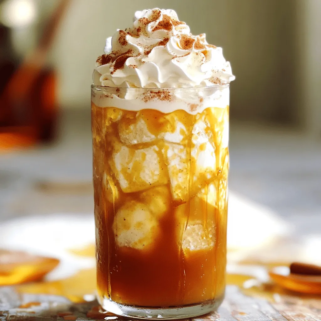 To make a Creamy Cookie Butter Iced Chai Tea Latte, you need a few key ingredients. Here’s what you will need: - 2 cups brewed chai tea, cooled - 1/4 cup creamy cookie butter (like speculoos) - 1 cup milk (dairy or non-dairy) - 1 tablespoon honey or maple syrup - 1/2 teaspoon pure vanilla extract - Ice cubes - Whipped cream (optional) - Pinch of ground cinnamon (for garnish) Each ingredient plays a role in creating that perfect blend of flavors. The chai tea gives a warm spice, while the cookie butter adds a sweet and creamy touch. For cookie butter, I suggest a few trusted brands. These brands offer great taste and texture: - Biscoff (speculoos) - Trader Joe’s Cookie Butter - Nutella Cookie Butter These brands provide a rich flavor that pairs well with the chai. I find that Biscoff has the perfect balance of sweetness and spice. If you prefer different options, here are some substitutes for milk and sweeteners: - Milk: Use almond milk, oat milk, or coconut milk for a dairy-free version. These alternatives maintain creaminess. - Sweeteners: Instead of honey or maple syrup, try agave syrup or stevia. Adjust the amounts based on your taste. These substitutions can help tailor the drink to your dietary needs, while still keeping the flavor profile delicious. You can find the full recipe [Full Recipe]. Start by brewing your chai tea. Use tea bags or loose leaf, whichever you like best. You need two cups. Let the tea cool to room temperature or chill it in the fridge. This makes your drink refreshing. While you wait, gather all your ingredients. You’ll need cookie butter, milk, honey or maple syrup, vanilla extract, ice, and optional whipped cream and cinnamon. Once your tea is cool, it’s time to blend. Add the cooled chai tea, cookie butter, milk, honey or maple syrup, and vanilla extract into a blender. Blend on high speed. You want a smooth and creamy mixture. Taste it and adjust the sweetness if needed. Add more honey or syrup for more sweetness. Grab two tall glasses and fill them halfway with ice. Pour the blended chai mixture over the ice. If you want, leave some space at the top for whipped cream. If you like a bit of extra fun, add a swirl of whipped cream and sprinkle ground cinnamon on top. Serve your creamy cookie butter iced chai tea lattes right away. Enjoy the treat with a straw or spoon! To make your creamy cookie butter iced chai tea latte even better, focus on your spices. Think about adding nutmeg or cardamom. These spices can bring warmth and depth to your drink. You can also experiment with flavored milk, like oat or almond. They add a unique twist. For a fun touch, drizzle caramel sauce on top of your whipped cream. It adds sweetness and looks beautiful. One common mistake is using hot chai tea instead of cooled tea. Warm tea can melt your ice too fast, making it watery. Also, don’t skip blending the cookie butter fully. If it's not smooth, you’ll get clumps instead of a creamy drink. Finally, taste before you serve! Adjust the sweetness to your liking. This step is key for a great drink. When hosting a gathering, serve your iced chai tea lattes in clear glasses. This lets everyone see the layers of color and whipped cream. Set up a toppings bar with extra cookie butter, whipped cream, and spices. Guests can customize their drinks. You can also serve them with cookies that match the cookie butter flavor. This pairing will delight your friends and family. For a fun twist, use festive straws or drink stirrers. They add charm to your serving style. {{image_4}} You can easily change the taste of your creamy cookie butter iced chai tea latte. Just add different spices like nutmeg or cardamom. A pinch of nutmeg gives a warm, cozy feel. Cardamom adds a sweet, floral note that delights the senses. Try adding ginger for a spicy kick. Each spice can bring a new twist to your drink. If you want a dairy-free or vegan option, there are great substitutes. Use almond milk, coconut milk, or oat milk instead of dairy. These options work well in the recipe. For sweeteners, maple syrup is a great choice. It’s plant-based and adds a nice flavor. You can still enjoy this drink without dairy. Seasonal flavors can also make your latte fun. For fall, add pumpkin spice to your drink. Just mix in a little pumpkin puree and pumpkin spice blend. This will give it a festive taste. You can also try peppermint extract for a winter twist. Each season brings a chance to play with flavors, so get creative! To store leftover chai mix, pour it into an airtight container. Make sure to cool it first. Seal the container tightly to keep out air and moisture. Store it in the fridge for up to three days. When you're ready to enjoy it again, simply shake or stir well before serving. You can freeze cookie butter if you have leftovers. Place it in a freezer-safe container. Leave some space at the top since it may expand. It can last up to three months in the freezer. To use it, thaw in the fridge overnight. You can also warm it slightly in the microwave for easier mixing. To keep your chai mix fresh, cover it tightly in the fridge. Avoid leaving it out at room temperature. If you notice any changes in smell or color, it’s best to discard it. Cookie butter should stay in a cool, dry place. Check the label for best-by dates. Use it within a few months for the best taste. Cookie butter is a sweet spread made from ground cookies. It often has a smooth, creamy texture. The most popular type is speculoos, which is made from spiced cookies. It tastes like a mix of ginger and cinnamon, making it rich and delightful. You can use it on toast, in recipes, or straight from the jar! Yes, you can make this drink hot. Just skip the ice and blend the ingredients with hot chai tea. Heat the chai tea before mixing in the cookie butter, milk, and sweetener. Blend until smooth and serve hot in your favorite mug. It’s a cozy twist for chilly days! You can find cookie butter at many grocery stores. Look in the international aisle or the peanut butter section. If you want something special, check online stores. Popular brands like Lotus or Trader Joe's have great options. You can also try homemade versions for a personal touch. This blog post covered everything you need to know about cookie butter and its many uses. We explored the ingredients, detailed step-by-step instructions, and shared helpful tips and tricks. You can enhance flavors and avoid common mistakes for the best results. With the right storage methods, you can keep your cookie butter fresh. Remember, experimenting with variations can lead to delicious discoveries. Enjoying cookie butter is simple and fun!
