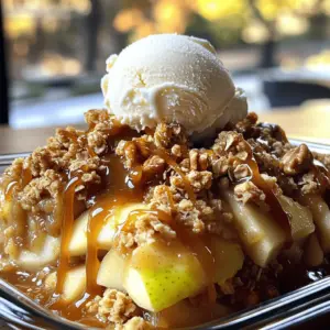 - 6 medium-sized apples (preferably Granny Smith or Honeycrisp), peeled and sliced - 1 cup granulated sugar, divided - 1 cup packed brown sugar, divided - 1 cup caramel sauce (store-bought or homemade) - 1 cup rolled oats - 1 cup all-purpose flour - 1 teaspoon ground cinnamon, divided - 1/2 teaspoon ground nutmeg - 1/2 cup unsalted butter, melted - 1/2 teaspoon salt - 1/2 cup chopped nuts (walnuts or pecans), for topping (optional) Gathering these ingredients is the first step to making a great caramel apple crisp. The apples bring tartness and sweetness. I prefer Granny Smith or Honeycrisp for their firm texture. The sugars add sweetness and depth. Caramel sauce gives it that rich, indulgent flavor. Oats and flour create a crunchy topping. The spices, like cinnamon and nutmeg, fill your kitchen with warm scents. Melted butter binds everything and adds richness. If you want, chop some nuts for that extra crunch. They add a nice texture and nutty flavor to the dish. With this list, you are ready to create a delicious dessert that will impress anyone who tries it! Set your oven to 350°F (175°C). This step gets the oven hot and ready. A hot oven gives your crisp a nice, even bake. In a large bowl, mix the sliced apples with 1/2 cup of granulated sugar. Add 1/2 cup of brown sugar, 1/2 teaspoon of ground cinnamon, and the nutmeg. Toss gently to coat the apple slices well. This mix brings out the apples' natural sweetness and flavor. Drizzle the caramel sauce over the apple mixture. Stir gently to avoid breaking the apple slices. Once mixed, pour this delicious combo into a greased 9x13-inch baking dish. This layer is where the magic begins! In another bowl, whisk together rolled oats, the remaining 1/2 cup of granulated sugar, and 1/2 cup of brown sugar. Add the remaining 1/2 teaspoon of cinnamon and the salt. Mix until everything is well combined. This topping gives a great crunch and flavor. Now, sprinkle the oat topping evenly over the caramel-coated apples. Make sure to cover all the apples. This layer will create a lovely crisp texture as it bakes. Place the baking dish in the preheated oven. Bake for 35-40 minutes. Look for a golden brown top and bubbling apples. This means it’s cooked perfectly. After baking, take the dish out of the oven. Allow it to cool slightly before serving. This step helps avoid burns. Serve warm for the best taste! Adding vanilla ice cream is a great idea too. Drizzle with extra caramel for a special touch. Select apples that are firm and tart. I love using Granny Smith or Honeycrisp. They offer the right balance of sweet and sour. This makes the crisp rich in flavor. Avoid soft apples like Red Delicious. They turn mushy when baked. If you want a mix, try adding some sweet apples too. For the oat topping, use rolled oats for the best texture. Mix the oats with sugar, flour, and spices. Ensure the butter is melted and mix well. This makes the topping crumbly and delicious. If you want extra crunch, add chopped nuts. Walnuts or pecans work great. Serve your caramel apple crisp warm. A scoop of vanilla ice cream on top makes it even better. Drizzle extra caramel sauce over the crisp for a sweet touch. You can also sprinkle some cinnamon for added flavor. This dessert is perfect for gatherings or cozy nights in. To get that golden brown top, bake your crisp until bubbly. Look for a light brown color. Every oven is different, so check it starting at 35 minutes. Let it cool slightly before serving. This helps the topping set and makes it easier to slice. Enjoy the warm, sweet aroma as it fills your kitchen! {{image_4}} To make this dessert gluten-free, swap all-purpose flour with a gluten-free blend. Use certified gluten-free oats too. This option keeps the flavor while catering to those with gluten sensitivities. For a vegan version, replace the butter with coconut oil or a plant-based butter. Use maple syrup instead of granulated sugar for sweetness. Ensure that the caramel sauce is vegan-friendly or make your own with coconut milk. You can add fun flavors by including raisins, cranberries, or even chopped dried apricots. These add-ins bring a new texture and flavor to your dish. Consider adding a splash of vanilla extract to the apple mixture for a warm, inviting aroma. You can also sprinkle some chopped nuts, like walnuts or pecans, into the oat topping for extra crunch. Each variation makes this dish your own, ensuring it's always a delightful treat! After enjoying your caramel apple crisp, let it cool to room temperature. Then, cover it tightly with plastic wrap or foil. You can also use an airtight container. This keeps it fresh for up to three days in the fridge. If you want, you can separate the topping from the apple filling. This helps keep the crisp topping nice and crunchy. When you're ready to enjoy leftovers, preheat your oven to 350°F (175°C). Place the crisp in an oven-safe dish. If it's been in the fridge, let it sit out for about 15 minutes first. Cover it loosely with foil to prevent burning. Heat for about 15 to 20 minutes. You want it warm throughout, and the topping should be crisp again. For a quick option, you can also use the microwave. Heat a slice for about 30 seconds to 1 minute, but the topping may not stay as crunchy. You can freeze caramel apple crisp for longer storage. First, let it cool completely. Then, cut into slices and wrap each piece tightly in plastic wrap. Place them in a freezer bag or airtight container. This way, they can stay fresh for up to three months. When you're ready to eat, let the slices thaw in the fridge overnight. Then, reheat in the oven for the best texture. Enjoy this tasty treat any time! You can prepare the apple mixture and oat topping a day early. Keep each part in the fridge. On baking day, just layer them and bake. This saves time and keeps flavors fresh. Yes, you can use any nuts you like! Walnuts and pecans work well. Almonds or hazelnuts can add a nice twist. Just chop them up and mix them in with the oat topping. To reheat, place the apple crisp in the oven at 350°F (175°C). Heat for about 10-15 minutes. If you're in a hurry, use the microwave. Heat for 30-60 seconds, but watch it closely. Absolutely! You can make your own caramel sauce. Just melt sugar and cream together. For a quick fix, mix sugar with butter and milk. This gives a similar taste. Your apple crisp is ready when the top is golden brown. You should see bubbly apples around the edges. A fork should easily pierce the apples. This means they are soft and cooked through. You now have a clear guide to make a delicious caramel apple crisp. We covered the key ingredients, step-by-step instructions, and helpful tips to perfect your dish. Don't forget about the variations, like gluten-free or vegan options. Proper storage also helps keep your tasty treat fresh. Use this recipe to impress your friends and family. Enjoy every warm, sweet bite of your apple crisp!