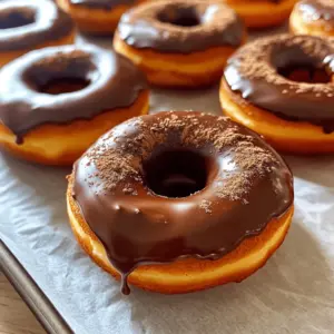 - 1 cup all-purpose flour - 1/2 cup granulated sugar - 1/2 cup tightly packed brown sugar - 1 teaspoon baking powder - 1/2 teaspoon baking soda - 1/2 teaspoon salt - 2 teaspoons pumpkin pie spice - 1/4 cup unsweetened cocoa powder - 1/2 cup canned pumpkin puree - 1/4 cup vegetable oil - 2 large eggs - 1 teaspoon vanilla extract - 1 cup semi-sweet chocolate chips - 1 tablespoon coconut oil (for melting chocolate) These ingredients create a warm, spiced flavor that feels like a hug in a donut. The pumpkin pie spice adds a cozy aroma, while the chocolate gives a lovely contrast. - Gluten-free flour: Use a gluten-free all-purpose blend. - Vegan substitutes: Replace eggs with flaxseed meal (1 tablespoon flaxseed mixed with 3 tablespoons water per egg). Use plant-based milk for the chocolate dip. - Sugar alternatives: Use coconut sugar or a sugar substitute for lower calories. These swaps allow everyone to enjoy these tasty treats, no matter their dietary needs. 1. Preheat your oven to 350°F (175°C). This sets the perfect stage for baking. 2. Grease the donut pan well. I recommend using non-stick cooking spray. It helps the donuts come out easily. 3. Mix the dry ingredients in a large bowl. Combine: - 1 cup all-purpose flour - 1/2 cup granulated sugar - 1/2 cup brown sugar - 1 teaspoon baking powder - 1/2 teaspoon baking soda - 1/2 teaspoon salt - 2 teaspoons pumpkin pie spice - 1/4 cup cocoa powder Whisk until they blend nicely. This step is key for even flavor. 4. Whisk the wet ingredients in a separate bowl. Use: - 1/2 cup canned pumpkin puree - 1/4 cup vegetable oil - 2 large eggs - 1 teaspoon vanilla extract Mix until smooth. This adds moisture and flavor. 5. Combine wet and dry. Gradually pour the wet mix into the dry. Stir gently with a spatula. Don’t overmix; a few lumps are okay. 6. Fill the donut pan. Use a spoon or a piping bag. Fill each mold about 2/3 full. This allows room for rising. 7. Bake the donuts for 12 to 15 minutes. They are done when a toothpick comes out clean. The donuts should spring back when touched lightly. 8. Cool the donuts in the pan for about 5 minutes. Gently move them to a wire rack to cool completely. 9. Prepare the chocolate dip. In a microwave-safe bowl, combine: - 1 cup semi-sweet chocolate chips - 1 tablespoon coconut oil Microwave in 30-second bursts. Stir after each burst until smooth. This mix gives a nice shine. 10. Dip the cooled donuts. Take each donut and dip the top into the melted chocolate. Gently swirl to let excess chocolate drip back. 11. Arrange the dipped donuts on parchment paper. For extra flair, sprinkle pumpkin pie spice or sea salt on top while the chocolate is still warm. 12. Let the chocolate set at room temperature for about 20 minutes. Then, enjoy your tasty creations! To bake perfect donuts, avoid common mistakes. Always measure your flour correctly. Too much flour makes donuts dry. Use the spoon and level method for best results. Keep your donuts moist and fluffy. Do not overmix your batter. A few lumps are fine. Also, let the donuts cool properly before dipping in chocolate. This helps them stay soft. For chocolate dipping, keep the right consistency. Melt chocolate in short bursts, stirring in between. This prevents overheating. Mix in coconut oil for a silky texture. Get creative after dipping. While the chocolate is still warm, sprinkle pumpkin pie spice or sea salt on top. You can also drizzle more melted chocolate for a fun look. {{image_4}} You can add fun flavors to your donuts. Try mixing in a teaspoon of cinnamon or nutmeg for a warm spiced kick. If you love rich flavors, consider adding a splash of espresso or coffee. For a twist, add orange zest for a fresh taste. Toppings can also change the game. Once you dip your donuts in chocolate, think about adding crushed nuts for crunch. Sprinkles can add color and fun. You can also try drizzling caramel or white chocolate for a sweet finish. Think about trying baked or fried versions of these donuts. Baked donuts are soft and fluffy, while fried ones are crispy outside and soft inside. You can adjust the recipe by adding more oil for frying. If you want smaller treats, make mini donuts or donut holes. Just use a mini donut pan or a piping bag to shape them. Bake for about 8 to 10 minutes instead. This way, everyone can enjoy bite-sized pieces of your tasty creation. To store leftover donuts, follow these steps: - Refrigerate: Place the donuts in an airtight container. They stay fresh for about 3 to 5 days. - Freeze: For longer storage, freeze the donuts. Wrap them tightly in plastic wrap, then place them in a freezer-safe bag. They last up to 3 months. To keep the chocolate from getting messy, wait until the chocolate sets. Then, place parchment paper between layers if stacking. This prevents the chocolate from sticking. To reheat your donuts, use these methods: - Microwave: Heat for about 10-15 seconds. This warms them quickly without drying them out. - Oven: Preheat the oven to 350°F (175°C). Place the donuts on a baking sheet and heat for 5-7 minutes. This restores their fresh texture. If you freeze the donuts, let them thaw in the fridge overnight before reheating. This helps keep them soft and tasty. How do I know when my donuts are done baking? You can check if your donuts are done by using a toothpick. Insert it into the center of a donut. If it comes out clean, your donuts are ready. They should also bounce back when lightly touched. Can I use fresh pumpkin instead of canned puree? Yes, you can use fresh pumpkin. Just make sure to cook and mash it well. Canned pumpkin is often more convenient, but fresh can add a nice taste. What should I do if my donut batter is too thick? If your batter feels too thick, add a small amount of milk. Start with one tablespoon and mix. Keep adding until you reach a smooth consistency. How can I prevent chocolate from hardening too quickly? To keep chocolate smooth, mix in a bit of coconut oil. This helps it stay soft longer. Melt it slowly in the microwave, stirring often to maintain a nice texture. This blog shared a complete guide to making delicious donuts. We've covered the essential ingredients, substitutions, and baking steps. You learned how to make them fluffy and moist, plus tips for perfect chocolate dipping. Donut variations and storage tips help you enjoy them longer. My final thought is this: with a little practice, you can create these treats at home. Enjoy experimenting with flavors and make them your own!