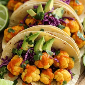 To make these tasty tacos, you need a few key items. These ingredients create the base of the dish and add great flavor. Gather the following: - 1 medium head of cauliflower, cut into bite-sized florets - 1 cup all-purpose flour - 1 cup unsweetened plant-based milk (like almond or oat) - 1 ripe avocado, sliced into thin wedges - 1/2 cup red cabbage, finely shredded - Fresh cilantro sprigs, for garnish - Lime wedges, for serving The right seasonings really kick up the taste. Here’s what you will need: - 1 teaspoon garlic powder - 1 teaspoon onion powder - 1 teaspoon smoked paprika - 1/2 teaspoon cayenne pepper (adjust for desired heat) - Salt and freshly ground black pepper, to taste - 1 cup buffalo sauce (use your favorite store-bought option or make your own) With these seasonings, the cauliflower will have a rich and spicy flavor that pairs perfectly with the fresh toppings. You have some choices for tortillas. Both corn and flour tortillas work well. They hold the filling and add to the overall taste. Choose the one you prefer or try both for fun! Corn tortillas are gluten-free and add a nice texture. Flour tortillas are soft and chewy, making them easy to wrap. Whatever you choose, warm them up before you fill them to keep everything fresh and delicious. First, set your oven to 450°F (232°C). This high heat will help the cauliflower get crispy. Line a baking sheet with parchment paper. This keeps the cauliflower from sticking and makes cleanup easy. In a mixing bowl, combine 1 cup of all-purpose flour and 1 cup of plant-based milk. Add 1 teaspoon each of garlic powder, onion powder, and smoked paprika. Then, mix in 1/2 teaspoon of cayenne pepper for some heat. Season with salt and pepper to taste. Whisk until the batter is smooth and free of lumps. Take your cauliflower head and cut it into bite-sized florets. Dip each floret into the batter, making sure it’s well coated. Place them on the lined baking sheet in a single layer. Bake for 20-25 minutes. Flip them halfway to ensure even cooking. Look for a golden color and crispy texture. Once the cauliflower is crispy, transfer it to a large bowl. Pour in 1 cup of buffalo sauce. Toss gently to coat all the florets with the sauce. Spread the cauliflower back on the baking sheet. Bake for an extra 10 minutes. This step helps the sauce set and caramelize. While your cauliflower bakes, heat a skillet over medium heat. Warm your tortillas for about 30 seconds on each side. This makes them soft and easy to fold. Keep the tortillas warm by covering them with a clean towel. Grab a warm tortilla and add a good serving of the spicy buffalo cauliflower in the center. Top it with avocado slices, shredded red cabbage, and fresh cilantro. The colors and textures make it look amazing. Enjoy your tasty Vegan Buffalo Cauliflower Tacos with lime wedges on the side for a zesty kick! To get that ideal crunch, coat each cauliflower floret well. Dip it into the batter until fully covered. Spread the florets out on the baking sheet. Make sure they do not touch. This gives them room to crisp up. Bake at 450°F (232°C) for 20-25 minutes. Flip them halfway through for even cooking. If you want extra crunch, bake them a bit longer after adding the sauce. Buffalo sauce can be spicy. If you prefer less heat, cut back on cayenne pepper. You can also mix in a bit of maple syrup or agave for sweetness. This helps balance the heat. Taste your sauce before you add it to the cauliflower. Adjust the flavors as needed. You can add more sauce later if you want. Make it your own! Serve your tacos on a large platter for a fun look. Arrange them in a circle for a nice touch. Add a small bowl of extra buffalo sauce in the middle. This way, guests can dip their tacos. Garnish with lime wedges for a fresh twist. A sprinkle of cilantro adds a bright pop of color. These small details make your meal more inviting. {{image_4}} You can switch up the main ingredient in these tacos. Instead of cauliflower, use chickpeas or jackfruit. Both options work well with buffalo sauce. If you want to add more veggies, consider using sweet potatoes or zucchini. These options bring new flavors to the tacos. If you're gluten-free, swap the all-purpose flour with a gluten-free blend. Almond flour or chickpea flour can also work great. For the tortillas, choose corn tortillas, as they are gluten-free. This way, you can enjoy these tacos without worry. The toppings can change the whole dish! Try using different greens like spinach or arugula for a fresh twist. You can also add pickled onions to give a zesty flavor. If you want creaminess, consider using a vegan sour cream or a drizzle of tahini. For a crunch, add radishes or sliced jalapeños. Store any leftover tacos in an airtight container. Place them in the fridge for up to three days. If you keep the filling and tortillas separate, they will stay fresher longer. This way, the tortillas won’t get soggy. To reheat the tacos, I suggest using an oven. Preheat your oven to 350°F (175°C). Place the tacos on a baking sheet. Heat them for about 10 minutes, or until warm. This keeps the tortillas soft and the filling crispy. You can also use a skillet. Heat it over medium heat. Warm each taco for a few minutes on both sides. If you want to freeze the cauliflower, it’s best to do this before cooking. Prepare the cauliflower florets and batter them. Lay them in a single layer on a baking sheet. Freeze for a few hours until solid. Then, transfer them to a freezer bag. When you’re ready to cook, bake them straight from the freezer. Just add a few extra minutes to the bake time. Yes, you can make these tacos ahead of time. Prepare the cauliflower and sauce, then store them separately. You can bake the cauliflower and toss it in sauce the next day. This keeps it fresh and crispy. Just warm the tortillas before serving. If you want to change the tortillas, try lettuce wraps for a low-carb option. You can use rice paper for a fun twist. For gluten-free needs, use corn tortillas or gluten-free wraps. Each option adds a unique taste and texture to your tacos. Yes, there are nut-free options. You can use sunflower seed milk instead of almond milk. For cream, try coconut yogurt or a blend of avocado with lime juice. These choices keep your dish creamy without nuts. One serving of these tacos has about 250-300 calories. This can vary based on the toppings and tortillas you choose. To keep track, add up the calories from each ingredient. Enjoy this tasty meal without guilt! Vegan Buffalo Cauliflower Tacos are fun, tasty, and easy to make. We covered key ingredients, step-by-step cooking, tips for crispiness, and tasty variations. You can store leftovers or reheat them with ease. Remember, you can customize the spice and toppings to fit your taste. Enjoy this dish with friends or family! With these simple steps and ideas, you'll impress everyone with your cooking skills. Dive in and enjoy every spicy bite!