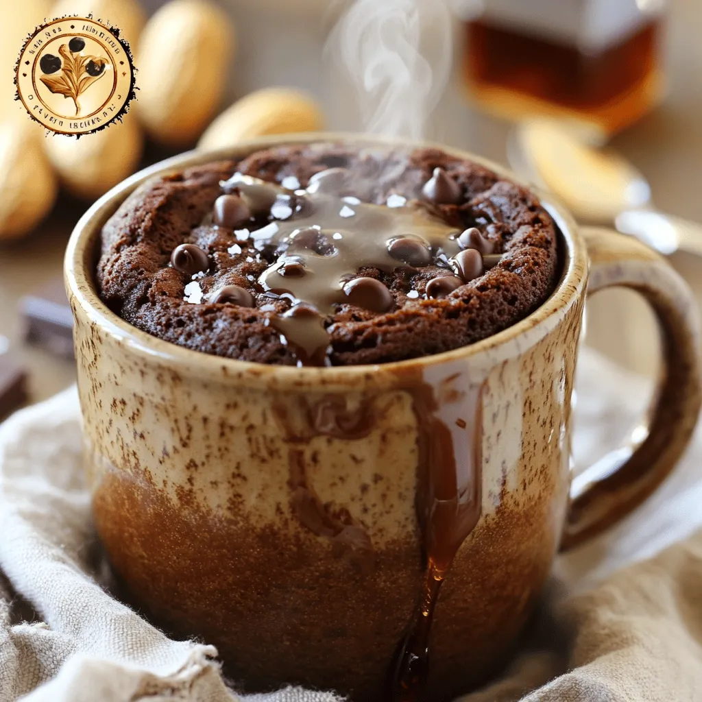 To make your Flourless Chocolate Peanut Butter Mug Cake, gather these simple items: - 2 tablespoons creamy peanut butter - 1 tablespoon unsweetened cocoa powder - 1 tablespoon pure maple syrup (or honey for sweetness) - 1 tablespoon milk (dairy or your favorite non-dairy alternative) - 1/8 teaspoon baking powder - 1/4 teaspoon vanilla extract - A pinch of salt - Optional: a handful of chocolate chips You can swap some ingredients if needed. For example, if you don't have peanut butter, try almond butter or cashew butter. Honey works well, but you can also use agave syrup. If you want a dairy-free version, use almond milk or oat milk. These swaps keep the cake tasty and fun! Using quality ingredients makes a difference. Choose natural peanut butter without added sugar. This gives the best flavor. Use good cocoa powder for rich taste. Fresh baking powder helps the cake rise properly. These choices lead to a more delicious mug cake every time! Start by choosing a microwave-safe mug. I prefer a larger one to give the cake room to rise. Place 2 tablespoons of creamy peanut butter in the mug. Microwave the peanut butter for 10 to 15 seconds. This softens it, making mixing easier. Gather your other ingredients: unsweetened cocoa powder, maple syrup or honey, milk, baking powder, vanilla extract, and a pinch of salt. Add the following to the mug with peanut butter: - 1 tablespoon unsweetened cocoa powder - 1 tablespoon maple syrup (or honey) - 1 tablespoon milk (dairy or non-dairy) - 1/8 teaspoon baking powder - 1/4 teaspoon vanilla extract - A pinch of salt Using a fork or a small whisk, mix the ingredients well. Blend until everything is smooth and there are no lumps. For a fun twist, fold in a few chocolate chips for extra flavor. Place the mug in the microwave. Cook it on high power for 30 to 45 seconds. Start with 30 seconds and check the cake. It should be set on the edges but still moist in the center. Be careful not to overcook it! The cake will firm up as it cools. After cooking, let it cool for a minute or two. You can eat it straight from the mug or transfer it to a plate. Enjoy it with toppings like sliced bananas or a dollop of peanut butter. To get the best mug cake, start with the right time. Microwave for 30 seconds first. Then check it. The edges should look set, but the center should still be a bit soft. If it's too firm, you may have overcooked it. Remember, it will continue to cook a little as it cools down. You can easily make this mug cake dairy-free. Use a non-dairy milk instead of regular milk. Almond milk, coconut milk, or oat milk all work well. Make sure to check that your peanut butter is also dairy-free. This way, you can enjoy the cake without dairy. Toppings can take your mug cake to the next level. Try adding sliced bananas on top for a fruity twist. A dollop of creamy peanut butter adds richness. For a sweet touch, top with whipped cream or a few chocolate chips. These simple additions can make your mug cake even more delightful! {{image_4}} You can make this cake even more delightful with chocolate chips. Just fold in a handful of chocolate chips after mixing the other ingredients. The melted chips add a rich burst of flavor. You can use dark, semi-sweet, or even white chocolate chips. Each choice brings a different taste and feel to your mug cake. You can change the flavor of your mug cake for the seasons. For a fall twist, add pumpkin puree and a sprinkle of pumpkin spice. This will give your cake a warm, cozy flavor. In winter, mix in a few drops of peppermint extract for a minty treat. You can also add crushed candy canes for extra fun. Adjust the sweetness to fit your taste. If you love sweet treats, add an extra teaspoon of maple syrup or honey. If you prefer less sugar, reduce the syrup to just half a tablespoon. You can also try adding a pinch of stevia or a sugar substitute if you want a lower-calorie option. If you have any leftover Flourless Chocolate Peanut Butter Mug Cake, store it in a covered container. Place it in the fridge. It stays fresh for up to two days. Make sure it cools down to room temperature first. This helps keep it moist and tasty. To reheat, use the microwave. Place the mug cake in the microwave for about 10-15 seconds. Check it often so it does not overcook. If needed, add a splash of milk to keep it soft. Enjoy it warm for the best taste! Yes, you can freeze the mug cake. Wrap it tightly in plastic wrap or foil. Place it in a freezer-safe bag. It can last for up to three months. To eat it, let it thaw in the fridge overnight. Then, reheat it as mentioned before. Enjoy your treat anytime! Yes, this mug cake is gluten-free. It uses no flour. Instead, it relies on creamy peanut butter and cocoa powder. Both of these ingredients are naturally gluten-free. This makes it safe for those with gluten sensitivities or celiac disease. Absolutely! You can swap creamy peanut butter for almond butter or cashew butter. Each nut butter adds its own taste. Just keep in mind that the texture might change slightly. If you want a richer flavor, use a dark nut butter. If you don’t have maple syrup, you can use honey. Agave nectar works too. Both options will add sweetness. Adjust the amount based on your taste preference. You can also try a sugar substitute like stevia. Just remember, each substitute may change the taste a bit. This mug cake recipe is fun and simple. We covered all the ingredients, how to mix, and microwave. I shared tips on avoiding overcooking and making it dairy-free. You can also try tasty variations like chocolate chip or pumpkin spice. Lastly, I explained how to store your leftovers and answered common questions. Creating your own mug cake is easy and rewarding. Enjoy trying new flavors and sharing them with friends!