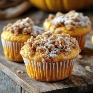 To make these muffins, you need a few key ingredients: - 1 cup canned pumpkin puree - 1/2 cup vegetable oil - 1 cup packed brown sugar - 1/2 cup granulated sugar - 2 large eggs, at room temperature - 2 cups all-purpose flour, plus extra for dusting - 1 teaspoon baking powder - 1 teaspoon baking soda - 1 teaspoon ground cinnamon - 1/2 teaspoon ground nutmeg - 1/2 teaspoon salt - 1 teaspoon pure vanilla extract These ingredients work together to create a moist, flavorful muffin. Canned pumpkin puree adds rich taste and texture. The streusel adds a nice crunch and sweetness. Here’s what you need: - 1/2 cup all-purpose flour - 1/4 cup rolled oats - 1/4 cup packed brown sugar - 1 teaspoon ground cinnamon - 1/4 cup cold unsalted butter, cubed This topping brings extra flavor and a delightful texture. You can customize your muffins with these options: - Chopped nuts, like walnuts or pecans - Chocolate chips for a sweet twist - A dash of ginger or cloves for extra spice These ingredients let you create a unique muffin that fits your taste. Experimenting with flavors makes baking fun and personal! To start making these muffins, preheat your oven to 350°F (175°C). This ensures they bake evenly and rise well. Next, grab a muffin tin. You can line it with paper liners or grease it lightly with non-stick spray to help the muffins release easily. In a large bowl, combine 1 cup of canned pumpkin puree, 1/2 cup of vegetable oil, 1 cup of packed brown sugar, 1/2 cup of granulated sugar, and 2 large eggs. Whisk these together until they are smooth and blended well. Don’t forget to add in 1 teaspoon of pure vanilla extract for extra flavor. In another bowl, mix 2 cups of all-purpose flour, 1 teaspoon of baking powder, 1 teaspoon of baking soda, 1 teaspoon of ground cinnamon, 1/2 teaspoon of ground nutmeg, and 1/2 teaspoon of salt. This dry mix will add the structure and flavor to your muffins. Now, slowly fold the dry mixture into the wet mixture. Stir gently until just combined. Be careful not to overmix, or your muffins will turn out dense. For the streusel topping, grab a small bowl. Mix together 1/2 cup of all-purpose flour, 1/4 cup of rolled oats, 1/4 cup of packed brown sugar, and 1 teaspoon of ground cinnamon. This combination will bring a lovely crunch to your muffins. Now, add 1/4 cup of cold unsalted butter, cubed. Using your fingers or a pastry cutter, blend the butter into the dry mix. Keep working until the mixture looks like coarse crumbs, with a few larger clumps. This adds texture and flavor. Once your batter and streusel are ready, spoon the muffin batter into the prepared muffin tin. Fill each cup about two-thirds full. This allows room for the muffins to rise nicely. Generously sprinkle the streusel topping over each muffin. This ensures a delightful crunch on top. Place the muffin tin in your preheated oven. Bake them for 18-20 minutes. To check if they are done, insert a toothpick into the center of a muffin. If it comes out clean, they are ready. You want the tops to be golden brown. After baking, let the muffins cool in the tin for about 5 minutes. Then, move them to a wire rack to cool completely. This helps prevent soggy bottoms. Enjoy the cozy aroma as they cool! To make moist muffins, use canned pumpkin puree. It adds moisture and flavor. Combine the pumpkin with oil and sugars well. This mix gives your muffins a soft texture. Don't overmix the batter. Stir until just combined, and leave some lumps. This keeps them light and fluffy. One common mistake is overbaking. Keep an eye on the muffins. Use a toothpick to check for doneness. If it comes out clean, they’re done! Another mistake is not measuring ingredients correctly. Use measuring cups for accuracy. Too much flour can lead to dry muffins. Store your muffins in an airtight container. They stay fresh for about 3 days at room temperature. For longer storage, freeze them. Place muffins in a freezer bag and remove air. When ready to eat, reheat in the microwave for about 15-20 seconds. They’ll taste fresh and warm! {{image_4}} You can make these muffins gluten-free. Use a 1:1 gluten-free flour blend. This blend often works well in baked goods. Just be sure to check the package for any special instructions. The flavor stays rich and pumpkiny. You won't miss the regular flour. Want a crunch? Add nuts like walnuts or pecans. Chop them coarsely and mix them into the batter. This adds texture and flavor. You can also add chocolate chips. They bring a sweet surprise in each bite. Use semi-sweet or dark chocolate for a delightful twist. Spice it up! You can add more spices like ginger or allspice. They give your muffins a warm, cozy flavor. Consider adding a splash of almond or maple extract. This adds a unique twist to the taste. Be creative and mix flavors that you love! To keep your pumpkin streusel muffins fresh, store them in an airtight container. This helps lock in moisture. You can also wrap them tightly in plastic wrap or aluminum foil. Place them at room temperature for short-term storage. If your kitchen is warm, try the fridge. Just remember, muffins can dry out in the fridge. When stored properly, these muffins last about three days at room temperature. If you keep them in the fridge, they can last up to a week. However, you may notice a change in texture after a few days. If you want to enjoy them longer, freezing is the way to go. To freeze pumpkin streusel muffins, first, let them cool completely. Then, wrap each muffin in plastic wrap. Place the wrapped muffins in a freezer-safe bag or container. They can stay in the freezer for up to three months. When you want to eat them, just thaw them at room temperature or warm them up in the oven. Enjoy the cozy taste of fall any time of year! Yes, you can use fresh pumpkin. First, roast the pumpkin to make it soft. Then, scoop out the flesh and mash it until smooth. Use this fresh pumpkin puree in place of the canned pumpkin. The taste will be fresh and bright. To make mini muffins, fill each mini muffin cup only halfway. Bake them for about 12 to 15 minutes. Check with a toothpick for doneness. They should come out clean. This recipe will yield more than 12 mini muffins, so be ready to share! These muffins taste great with a warm drink. Try serving them with coffee or chai tea. You can also add a dollop of cream cheese or butter on top. For a fun twist, pair them with apple cider or a spiced latte. You learned how to make delicious pumpkin streusel muffins. We covered the key ingredients, step-by-step instructions, and useful baking tips. I shared ways to customize your muffins with nuts, chocolate chips, or even gluten-free options. Remember, storing your muffins well keeps them fresh. Enjoy your tasty treats and share them with friends! Creating these muffins can be fun and rewarding. Now, go ahead and bake your perfect batch!