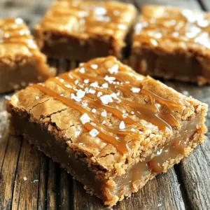 To make the best Brown Butter Salted Caramel Blondies, gather these key ingredients: - 1 cup (2 sticks) unsalted butter - 1 cup packed brown sugar - 1/2 cup granulated sugar - 2 large eggs - 1 teaspoon vanilla extract - 2 cups all-purpose flour - 1 teaspoon baking powder - 1/2 teaspoon salt - 1 cup salted caramel sauce (store-bought or homemade) - Flaky sea salt for topping These ingredients come together to create a rich, gooey treat. The unsalted butter is essential for browning, giving depth to the flavor. The brown sugar adds moisture and a lovely caramel note, while granulated sugar helps the blondies rise. Eggs serve as a binder, providing structure. Vanilla extract brightens the taste, and all-purpose flour gives the blondies their soft texture. Baking powder helps them rise, while salt balances the sweetness. The salted caramel sauce adds a luscious layer of flavor. Finally, the flaky sea salt on top enhances every bite, making these blondies truly irresistible. Each ingredient plays a vital role. By choosing quality ingredients, you elevate the dish. Enjoy the magic these simple items create when combined! Start by preheating your oven to 350°F (175°C). This helps the blondies bake evenly. Next, prepare a 9x13 inch baking pan. Line it with parchment paper. Let some of the paper hang over the edges. This makes lifting the blondies out easy later. Now, let's brown the butter. In a medium saucepan, melt 1 cup of unsalted butter over medium heat. Stir it often. Watch for it to turn golden brown. This should take about 5-7 minutes. It will smell nutty and delicious. Once it reaches this point, remove it from the heat and let it cool for a few minutes. In a large mixing bowl, combine the browned butter with 1 cup packed brown sugar and 1/2 cup granulated sugar. Mix them well until they blend smoothly. Next, add 2 large eggs, one at a time. Beat well after each egg. Stir in 1 teaspoon of vanilla extract, ensuring everything is mixed evenly. In a separate bowl, whisk together 2 cups of all-purpose flour, 1 teaspoon baking powder, and 1/2 teaspoon salt. Gradually add this dry mix to the wet ingredients. Stir gently until just combined. It’s okay if the batter has a few small lumps. Do not overmix. Now, it's time to add the caramel. Carefully fold in 1 cup of salted caramel sauce into the batter. Remember to save a few tablespoons for later. This creates a rich flavor without overmixing. Transfer the blondie batter into your prepared pan. Smooth it out evenly. Spoon the reserved caramel sauce on top, then swirl it through the batter with a knife or skewer. Place the pan in the preheated oven. Bake for 25-30 minutes. They’re done when a toothpick in the center comes out with a few moist crumbs. Let the blondies cool in the pan for about 15 minutes. Use the parchment paper to lift them out. Transfer them to a wire rack to cool completely before cutting into squares. To get the right texture in your blondies, do not overmix the batter. When you combine the wet and dry ingredients, mix until just blended. A few small lumps are okay. Overmixing can lead to tough blondies. You want them soft and chewy, not dense. To boost the flavor of your blondies, consider adding some extras. Chopped nuts, like walnuts or pecans, give a nice crunch. You can also mix in chocolate chips for a sweet surprise. For a fun twist, add a pinch of cinnamon or nutmeg. These spices can warm up the flavor profile. When browning butter, watch it closely. It can go from brown to burnt very fast. Stir it often and take it off the heat when it smells nutty and turns golden brown. Also, for even baking, make sure your oven is fully preheated. Always use a toothpick to check for doneness; it should come out with a few moist crumbs. {{image_4}} You can add a delightful crunch to your blondies. Just toss in chopped walnuts or pecans. These nuts give a great texture and flavor. They pair nicely with the sweet caramel. For a sweet twist, fold in some chocolate chips. Dark, milk, or even white chocolate chips work well. They melt and create pockets of gooey goodness in each bite. Change things up with seasonal spices. In fall, add cinnamon or nutmeg for warmth. These spices enhance the caramel and add a cozy flavor. Think of the holidays as you enjoy these treats. To keep your blondies fresh, store them in an airtight container. This helps prevent them from drying out. You can also place a slice of bread in the container. The bread adds moisture and keeps the blondies soft. If you want to keep them even longer, consider wrapping them in plastic wrap before placing them in the container. Freezing blondies is easy. First, let them cool completely. Then, cut them into squares. Wrap each square tightly in plastic wrap. Place the wrapped blondies in a freezer bag. Remove as much air as possible before sealing. To thaw, take them out of the freezer and let them sit at room temperature for about an hour. You can also warm them in the microwave for a few seconds. When stored correctly, blondies last about one week at room temperature. If you refrigerate them, they can stay fresh for up to two weeks. In the freezer, they can last up to three months. Just make sure to check for any signs of freezer burn before enjoying them. Yes, you can use alternative sweeteners. White sugar works well, but the taste will change. You might also try coconut sugar or maple syrup for a different flavor. Just remember, these options can change the texture a bit. Adjust the amounts based on sweetness levels. To cut blondies neatly, use a sharp knife. Spray or coat it with cooking spray for a smooth cut. Start by marking where you want to cut. Cut straight down without sawing. This helps keep the edges clean. If they stick, warm the knife slightly or wipe it clean between cuts. Look for a golden brown top and edges. The center should look slightly set but not dry. A toothpick test is best. Insert it into the center; it should come out with a few moist crumbs. If it’s wet with batter, give it more time. Keep an eye on them to avoid overbaking. You’ve learned how to make delicious blondies with simple steps and key tips. We covered essential ingredients like butter, sugars, and salted caramel for rich flavor. I shared methods to achieve the perfect texture and avoid common mistakes. Feel free to try variations, whether adding nuts or chocolate chips. Store your blondies well to keep them fresh. With these skills, you can wow friends and family with your baking. Enjoy the sweet rewards of your work!