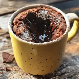 - 4 tablespoons all-purpose flour - 4 tablespoons granulated sugar - 2 tablespoons unsweetened cocoa powder - 1/8 teaspoon baking powder - A pinch of salt - 3 tablespoons milk (or dairy-free alternative) - 2 tablespoons vegetable oil (or melted coconut oil) - 1/4 teaspoon pure vanilla extract - 1-2 squares of dark chocolate (70% cocoa) For a rich chocolate lava mug cake, gather these simple ingredients. I love how each one plays a role. The flour gives the cake structure, while sugar adds sweetness. Cocoa powder brings the chocolate flavor, and baking powder helps it rise. A pinch of salt balances the sweetness. Next, the milk keeps it moist. You can use any milk you like, even almond or oat milk. Oil adds richness and keeps the cake tender. Pure vanilla extract enhances the overall taste. Finally, the dark chocolate squares create that gooey, molten center we all crave. When you have all these ingredients ready, you can whip up a delicious treat in just a few minutes. It's simple and fun! Start by grabbing a microwave-safe mug. In the mug, mix together the following dry ingredients: - 4 tablespoons all-purpose flour - 4 tablespoons granulated sugar - 2 tablespoons unsweetened cocoa powder - 1/8 teaspoon baking powder - A pinch of salt Whisk these until they are well combined. Make sure there are no lumps. This step is key for a smooth cake. Next, it’s time to add the wet ingredients. Pour in: - 3 tablespoons milk (or a dairy-free alternative) - 2 tablespoons vegetable oil (or melted coconut oil) - 1/4 teaspoon pure vanilla extract Stir everything together until it looks smooth. This should take about a minute. You want a thick batter that is lump-free. Now comes the fun part! Take 1 to 2 squares of dark chocolate and gently press them into the center of the batter. This will create that gooey lava center we all love. Make sure the chocolate is nestled in the batter well. Place your mug in the microwave. Cook it on high for 40-60 seconds. Start checking at the 40-second mark. The cake should rise and look set on the edges. The center may still look a bit soft. Don't cook it too long; you want that molten center! After microwaving, let it sit for about 1 minute. This cools it slightly and helps the flavors come together. Enjoy it warm for the best taste! To get the best mug cake, cook it for the right time. Start with 40 seconds in the microwave. Check it then. If it looks set around the edges but still wobbly in the middle, it's perfect. If not, add 10 seconds. Keep watching! Overcooking makes it dry. No one wants a dry cake. You can make your mug cake even better with flavors. Try adding flavored oils like coconut or almond. A few drops of mint or orange extract can change the taste. Just remember to keep it simple. Too much can overpower the chocolate. The way you serve your cake matters! Top it with a scoop of vanilla ice cream or a dollop of whipped cream. For a fun touch, sprinkle cocoa powder or chocolate shavings on top. You can even add fresh berries for color. A nice plate makes your cake look fancy. Enjoy every bite! {{image_4}} To make the chocolate lava mug cake gluten-free, swap all-purpose flour for almond flour or a gluten-free flour blend. Almond flour gives a nutty taste and keeps the cake moist. If you use a blend, check that it contains xanthan gum. This helps the cake rise and stay together without gluten. For a vegan version, replace the milk with a plant-based option. Almond milk or oat milk works well. You can also substitute the vegetable oil with melted coconut oil. Instead of the dark chocolate squares, use dairy-free chocolate. This way, you get a rich lava center without any animal products. Want to mix things up? You can add a spoonful of peanut butter for a nutty twist. Or try using different types of chocolate, like milk chocolate or white chocolate. Each type brings a new flavor and texture. Just remember, the darker the chocolate, the richer the lava! To keep your chocolate lava mug cake fresh, follow these tips: - Allow the mug cake to cool completely. - Cover it tightly with plastic wrap or transfer it to an airtight container. - Store it in the fridge for up to two days. - Avoid leaving it at room temperature for long. This helps keep flavors strong and the cake moist. If you want to enjoy your leftover mug cake, here are some easy steps: - Place the mug in the microwave. - Heat it for 10-15 seconds on medium power. - Check if it's warm enough. If not, heat for a few more seconds. - Be careful not to overcook it. This can dry out the cake. - Enjoy the gooey center once it's warm! Yes, you can use a larger mug. A bigger mug gives more space for the cake to rise. But, you need to adjust the cooking time. A larger mug may need more time in the microwave. Start with 60 seconds and check if it is done. Look for the cake to rise and set on the edges. The center should be soft and a bit wobbly. If it looks too wet, give it a few more seconds. Do not overcook; you want that gooey lava inside. You can mix in nuts or fruit for fun flavors. Try adding a tablespoon of peanut butter or some chocolate chips. You can also top it with ice cream, whipped cream, or berries. This makes it even more tasty! You learned how to make a quick and tasty mug cake with simple ingredients. We covered each step, from mixing the dry ingredients to creating that delicious lava center. Remember to watch the cooking time to get the best texture. You can try different flavors or dietary options too. This easy dessert is perfect for any occasion. Enjoy your mug cake, and feel free to experiment with it!