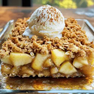 - 2 cups rolled oats - 1 cup all-purpose flour - 1/2 cup packed brown sugar - 1/2 cup granulated sugar - 1 teaspoon ground cinnamon - 1/2 teaspoon salt - 1/2 cup unsalted butter, melted - 2 cups Granny Smith apples, peeled, cored, and diced - 1 tablespoon fresh lemon juice - 1 teaspoon pure vanilla extract - 1 tablespoon cornstarch - Optional: Vanilla ice cream for serving When making Warm Cinnamon Apple Crisp Bars, you want to gather your main ingredients first. The oats form a hearty base. Flour and sugars add sweetness and texture. Cinnamon brings warmth, while salt enhances flavor. Butter binds it all together. Next, the star of the show is the Granny Smith apples. Their tartness balances the sweetness of the sugars. Lemon juice keeps the apples fresh and bright. Cornstarch thickens the filling as it bakes, making it perfect. You can serve these bars warm with vanilla ice cream for a delicious touch. - 9x13 inch baking dish - Mixing bowls - Fork or pastry cutter - Parchment paper (optional) For this recipe, you’ll need a few tools. A 9x13 inch baking dish works best for even baking. Use mixing bowls to combine ingredients easily. A fork or pastry cutter helps blend the butter into the oat mixture. If you want easy cleanup, use parchment paper to line your dish. This simple setup gets you ready to create tasty Warm Cinnamon Apple Crisp Bars! Set the oven to 350°F (175°C). This step gets your oven ready for baking. Grease or line the baking dish with parchment paper. This makes removing the bars easy after baking. In a large bowl, mix oats, flour, sugars, cinnamon, and salt. Stir well until everything is blended. This mix gives your bars a sweet, warm flavor. Blend melted butter into the dry mixture and press into the baking dish. Use a fork or your hands. This creates a firm base for the bars. Toss diced apples with lemon juice, vanilla extract, and cornstarch. Make sure the apples are coated well. This helps prevent browning and thickens the juices. Layer the apple filling on the crust. Sprinkle the reserved oat topping evenly over the apples. Place the dish in the oven and bake for 25-30 minutes. Look for a golden brown top and soft apples. This means they are ready to enjoy. To get a great crust, combine the dry ingredients well. You want a nice mix of oats, flour, and sugar. When you add the melted butter, blend it until it looks like coarse crumbs. This step is key. Press this mixture firmly into your baking dish. This helps it hold together while baking. Granny Smith apples are perfect for this recipe. They bring a nice tartness that balances the sweet topping. Their firm texture keeps them from turning mushy in the oven. Choose apples that are crisp and fresh for the best results. Serve your Warm Cinnamon Apple Crisp Bars warm. A scoop of vanilla ice cream on top makes it even better. You could also use whipped cream for a lighter touch. A sprinkle of cinnamon adds a lovely finish. These toppings make every bite a delight! {{image_4}} To make the Warm Cinnamon Apple Crisp Bars gluten-free, swap the all-purpose flour for a gluten-free blend. Many blends work well, so pick one that suits your taste. This keeps the texture light and delicious. Just follow the same steps as the original recipe. You won't miss the gluten! Mix in some chopped nuts like walnuts or pecans for crunch. This adds a nice texture contrast. You can also use other fruits, like pears or even berries. Just be sure to adjust the sweetness if you use sweeter fruits. Toss them with lemon juice, just like the apples, to keep them fresh. For a fun twist, add a pinch of nutmeg or ginger to the oat mixture. These spices bring warmth and depth to the bars. You can play around with how much to add based on your taste. Experimenting with spices makes every batch unique and exciting! To keep your Warm Cinnamon Apple Crisp Bars fresh, store them in an airtight container. Place parchment paper between layers to prevent sticking. They will stay good for up to five days at room temperature. If your home is warm, consider refrigerating them. This helps maintain their texture and flavor. You can freeze these bars for longer storage. First, let them cool completely. Then, wrap each bar in plastic wrap. Place the wrapped bars in a freezer bag. They can last up to three months in the freezer. When you want to enjoy them, just thaw overnight in the fridge. To enjoy your bars warm again, preheat your oven to 350°F (175°C). Place the bars on a baking sheet and cover them with foil. Heat for about 10-15 minutes. You can also microwave them for 20-30 seconds for a quick warm-up. Serve them with a scoop of vanilla ice cream for a delicious treat! Yes, you can! Try using Fuji or Honeycrisp apples for sweetness. If you prefer tart flavors, opt for Braeburn apples. Each type adds a unique taste to your bars. These bars can last for about 3 to 5 days at room temperature. Store them in an airtight container to keep them fresh. For longer storage, place them in the fridge for up to a week. Absolutely! Swap the unsalted butter for coconut oil or vegan butter. Use maple syrup instead of granulated sugar. Make sure your vanilla extract is pure and dairy-free. If your bars crumble, check your butter amount. You might need to add a bit more melted butter to the mix. Press the mixture down firmly in the pan to help it stick together better. This recipe combines simple ingredients and easy steps to create delicious apple bars. You learned how to make a perfect crust, prepare a tasty apple filling, and enjoy various serving options. Remember, Granny Smith apples are the best choice for flavor. Feel free to explore different variations and storage methods to make these bars your own. With these tips, you'll impress your friends and family with your baking skills. Celebrate your success and savor every bite!
