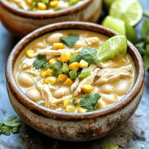 To make this creamy white chicken chili, you will need: - 1 pound boneless, skinless chicken breasts - 1 can (15 oz) white beans (cannellini or great northern), drained and rinsed - 1 can (10 oz) diced green chilies - 1 small onion, finely diced - 2 cloves garlic, minced - 4 cups low-sodium chicken broth - 1 teaspoon ground cumin - 1 teaspoon chili powder - ½ teaspoon smoked paprika - Salt and pepper, to taste - 1 cup heavy cream or coconut cream (for a dairy-free option) - 1 cup corn (fresh, frozen, or canned) - Fresh cilantro, chopped (for garnish) - Lime wedges (for serving) You can swap out some ingredients if needed. For the chicken, use turkey or tofu for a different taste. If you don’t have white beans, canned chickpeas work well. You can use fresh chilies or jalapeños if you prefer more heat. If you want a lighter chili, replace heavy cream with almond milk or skip it altogether. Using fresh ingredients can add great flavor. Fresh garlic and onion will taste better than dried. Fresh corn adds crunch, but frozen corn is still a good choice. Canned beans are quick and easy, but you can cook dried beans for a more homemade touch. Rinse canned beans well to remove extra salt. Start with 1 pound of boneless, skinless chicken breasts. Place these in the bottom of your slow cooker. Make sure they sit flat for even cooking. This step is key for a juicy chicken. Next, add the layers on top of the chicken. Pour in 1 can of drained white beans. Then, add 1 can of diced green chilies. After that, sprinkle in 1 small finely diced onion. Don’t forget the 2 minced garlic cloves and 1 cup of corn. This mix adds great flavor and texture. Now, carefully pour in 4 cups of low-sodium chicken broth. Add 1 teaspoon of ground cumin, 1 teaspoon of chili powder, and ½ teaspoon of smoked paprika. Season with salt and pepper to taste. Stir gently so you don’t disturb the chicken. Cover the slow cooker with the lid. Set it to low heat for 6-7 hours or high heat for 3-4 hours. When the chicken is fully cooked, it will be tender and easy to shred. To make your chili extra creamy, use heavy cream or coconut cream. I love coconut cream for a dairy-free twist. Add it after cooking, and stir it in well. This makes the chili rich and smooth. If you want a lighter version, try using half-and-half instead. Always adjust the cream to your taste. Want to kick up the flavor? Try adding fresh lime juice just before serving. It gives a fresh zing that brightens every bite. You can also toss in some diced avocado for creaminess. Another option is to add a handful of fresh cilantro at the end. This adds a burst of flavor and a pop of color. If your chili feels too thick, add more chicken broth. This helps loosen it up. If it tastes bland, add a pinch of salt or more spices. Sometimes, a dash of hot sauce can bring it to life. If your chicken is dry, make sure you shred it well and mix it back in with the cream. This helps keep it moist. {{image_4}} You can easily change the heat in this chili. To make it spicier, add chopped jalapeños or a dash of hot sauce. If you prefer it mild, skip the diced green chilies or use fewer spices. Adjusting the chili powder and cumin can also help. Taste as you go, so you find the perfect balance for your family. Want to make this chili vegetarian or vegan? Start by swapping the chicken for cooked lentils or extra beans. Use vegetable broth instead of chicken broth for a rich base. Replace heavy cream with coconut cream or a plant-based cream. You still get that creamy texture and yummy flavor while keeping it plant-based! Adding veggies boosts the nutrients and flavor. Try tossing in diced bell peppers, zucchini, or carrots. You can also add chopped spinach or kale toward the end of cooking for a fresh touch. More vegetables give you that hearty feel while keeping the dish colorful and fun to eat! After enjoying your chili, let it cool. Transfer the chili to an airtight container. You can store it in the fridge for up to four days. Make sure to label the container with the date. This helps you track how fresh it is. When it’s time to eat again, take the chili out of the fridge. Pour it into a pot over medium heat. Stir often until it heats through. If it’s too thick, add a splash of chicken broth to loosen it. You can also use the microwave. Heat it in short bursts, stirring in between. To freeze, use a freezer-safe container. Leave some space at the top, as the chili will expand. It can last up to three months in the freezer. When ready to eat, thaw it in the fridge overnight. Reheat it on the stove or in the microwave. Enjoy your creamy white chicken chili anytime! Yes, you can cook this chili on the stovetop. Start by heating a large pot over medium heat. Add the diced onion and garlic, cooking until soft. Then, add the chicken breasts, broth, beans, chilies, corn, and spices. Bring it to a boil, then lower the heat. Cover and simmer for about 30 minutes, or until the chicken is tender. Shred the chicken and stir in the cream, as you would in the slow cooker. To thicken your chili, you have a few options. One simple way is to mash some of the white beans. This adds body without changing the taste. You can also mix a tablespoon of cornstarch with water, then stir it in. Let it cook for a few more minutes until it thickens. If you prefer a creamier texture, add more heavy cream or coconut cream. Creamy white chicken chili pairs well with many sides. Warm tortillas or cornbread are great for dipping. You can also serve it with a fresh salad or rice for a filling meal. For an extra touch, add lime wedges and chopped cilantro on top for brightness. This blog covers key points to make creamy white chicken chili. We discussed ingredient choices, effective cooking steps, and tips to boost flavor. You also learned ways to adjust spice levels and the best storage methods. Remember, making chili can be fun and flexible. Experiment with your own twist! With practice, you'll create a dish that's tasty every time. Enjoy sharing your creamy chili with friends and family.
