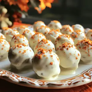 To make No Bake Pumpkin Spice Oreo Truffles, you need a few simple ingredients. Here’s the list: - Pumpkin Spice Oreo cookies - Cream cheese - Vanilla extract - Pumpkin pie spice - White chocolate chips - Coconut oil (optional) - Crushed Pumpkin Spice Oreos for coating Each ingredient plays a key role in creating the rich flavor of these truffles. The Pumpkin Spice Oreos provide a sweet and spiced cookie base. Cream cheese brings a creamy texture that makes the truffles melt in your mouth. Vanilla extract adds a hint of warmth, while pumpkin pie spice enhances the seasonal flavor. White chocolate chips are essential for coating the truffles, giving them a sweet finish. If you want a smoother coating, add some coconut oil. Finally, the crushed Pumpkin Spice Oreos on top give a delightful crunch and extra flavor. Gather these ingredients before you start, and you will be ready to create this easy yet delicious treat! First, grab a food processor. Add the Pumpkin Spice Oreo cookies into it. Pulse until they turn into fine crumbs. You want a smooth texture, so make sure there are no larger chunks. This step is key for the perfect truffle. Next, take a mixing bowl. Combine the Oreo crumbs with softened cream cheese. Add the vanilla extract and pumpkin pie spice. Use a spatula to mix well. You want a cohesive dough, smooth and thick. This mixture is the heart of your truffles. Once the filling is ready, take clean hands. Portion out small bits of dough, about one inch in size. Roll them into balls. Place these balls on a lined baking sheet. This makes clean-up easy and keeps them from sticking. Now, it’s time to chill. Put the baking sheet in the freezer. Let them chill for about 30 minutes. This helps the truffles firm up. A good chill is important for perfect texture. While the truffles chill, get a microwave-safe bowl. Add white chocolate chips and coconut oil if you want a smooth finish. Microwave in 30-second bursts. Stir after each round until it’s fully melted and smooth. This will be your tasty coating. When the truffles are ready, take them out of the freezer. Dip each one into the melted chocolate using a fork. Let any extra chocolate drip off. Place them back on the lined sheet. While the coating is still wet, sprinkle extra crushed Pumpkin Spice Oreos on top. This adds a nice touch and extra flavor. To make your truffles perfect, focus on consistency. The dough should be smooth and moldable. If it's too crumbly, add a bit more cream cheese. If it's too wet, add more crushed Oreos. When dipping, use a fork to lower each truffle into the melted chocolate. This helps avoid messy fingers. Allow the excess chocolate to drip back into the bowl. This keeps the coating thin and neat. You can add fun twists to your truffles. Try mixing in some mini chocolate chips for extra sweetness. If you want a nutty taste, add finely chopped nuts. For a touch of saltiness, sprinkle a bit of sea salt on top. For a lovely display, place the truffles on a decorative platter. You can dust them lightly with pumpkin spice for extra flair. Using cute cupcake liners also adds charm and makes serving easy. Pair these truffles with a warm cup of apple cider or a rich hot chocolate. They also go well with vanilla ice cream, creating a delightful dessert experience. {{image_4}} You can switch things up by using other seasonal Oreos. Try Peppermint Oreos for winter or Birthday Cake Oreos for a fun twist. Each flavor adds a new taste to your truffles. The key is to keep the cream cheese and spices the same. This way, you maintain the rich, creamy texture. You have options when it comes to chocolate coatings. You can use dark chocolate or milk chocolate. Dark chocolate gives a rich flavor, while milk chocolate is sweeter. If you need alternatives, consider using dairy-free chocolate for vegan diets. You can also find sugar-free options for those watching their sugar intake. Making these truffles fit different diets is easy. For gluten-free options, use gluten-free Oreos. This way, everyone can enjoy them. If you want vegan substitutions, swap cream cheese with a plant-based cream cheese. This keeps the taste while making it vegan-friendly. Always check labels to ensure all ingredients meet dietary needs. To keep your truffles fresh, use an airtight container. Glass or plastic containers work well. You can layer the truffles with parchment paper to prevent sticking. Store them in the fridge for the best taste. They love cooler temperatures! In the fridge, these truffles stay fresh for about one week. If you freeze them, they last for about three months. Just make sure they are in an airtight container to avoid freezer burn. If your truffles feel too hard after freezing, let them sit at room temperature. This will help restore their creamy texture. You can also microwave them for a few seconds on low power. Enjoy them soft and tasty! Yes, you can use regular Oreos. However, the flavor will change. Pumpkin Spice Oreos give a warm, spiced taste. Regular Oreos will taste sweeter and less seasonal. If you want to keep the fall vibe, stick to Pumpkin Spice. The truffles should chill for about 30 minutes. This time helps them firm up nicely. If you skip this step, they may lose shape when dipped in chocolate. Waiting ensures a perfect bite-sized treat. You can use Greek yogurt for a lighter option. Mascarpone cheese is also a great substitute. For a dairy-free choice, try a nut-based cream cheese. These options keep the truffles creamy and delicious. Add colorful sprinkles or edible glitter for a fun touch. You can also drizzle melted chocolate on top. Another idea is to roll them in crushed nuts or coconut. These small changes make your truffles pop at any party. Absolutely! Package them in a cute box or jar. You can even add a ribbon for a personal touch. They make delightful gifts for friends and family. Everyone loves a homemade treat, especially during the holidays. These Pumpkin Spice Oreo Truffles are easy to make and fun to enjoy. We talked about the ingredients and steps for a tasty treat. Using simple tips can make your truffles stand out at any gathering. You can change up the flavors or make them fit your dietary needs. With the right storage, they will stay fresh for weeks. Whether you share them or keep them for yourself, these truffles add joy to any occasion. Enjoy your delicious creation!