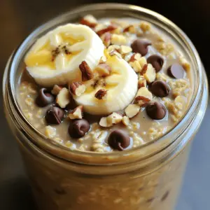 - 1 cup rolled oats - 1 cup unsweetened almond milk - 1 scoop vanilla protein powder - 2 tablespoons almond butter - 1 tablespoon maple syrup - 1 teaspoon vanilla extract - 2 tablespoons mini chocolate chips - A pinch of sea salt For my High-Protein Cookie Dough Overnight Oats, I use simple yet nourishing ingredients. The rolled oats form the base. They provide fiber and keep you full. Almond milk adds creaminess without extra calories. I include a scoop of vanilla protein powder. This boosts protein and keeps you energized. Almond butter adds a rich, nutty flavor. Maple syrup sweetens things up just right. The vanilla extract enhances the cookie dough feel. Chocolate chips are a must. They make the oats feel like dessert. Finally, a pinch of sea salt balances the sweetness and elevates the taste. - Sliced bananas - Crushed nuts - Extra chocolate chips For toppings, I suggest sliced bananas. They add freshness and natural sweetness. Crushed nuts bring crunch and healthy fats. If you love chocolate, toss in extra chocolate chips. They make every bite a treat! In a medium bowl, start by combining: - 1 cup rolled oats - 1 cup unsweetened almond milk - 1 scoop vanilla protein powder Mix these ingredients well. Make sure there are no clumps of protein powder. The mixture should look smooth and creamy. Next, add in: - 2 tablespoons almond butter - 1 tablespoon maple syrup - 1 teaspoon vanilla extract - A pinch of sea salt Stir everything together until the mixture is even and creamy. This step adds rich flavor and nice texture. Now, gently fold in: - 2 tablespoons mini chocolate chips Be careful not to break the chips. They add sweetness and a fun texture to your oats. Pour the oat mixture into a jar or airtight container. Seal it tightly to keep moisture inside. Place the container in the fridge to soak overnight. You can also let it sit for at least 4 hours. This soaking helps the oats absorb the liquid and flavors. When morning comes, take the jar out of the fridge. Stir the mixture well. If it seems too thick, add a splash of milk to reach your desired consistency. Finally, decorate your oats with optional toppings like: - Sliced bananas - Crushed nuts - Extra chocolate chips These toppings add fun flavors and textures. Enjoy your high-protein cookie dough overnight oats! Soaking time is key for great oats. I recommend letting them soak for at least 4 hours, but overnight is best. This time allows the oats to absorb the liquid fully. Your oats will be soft and creamy, just how you want them. Adjusting sweetness is easy. If you like it sweeter, add more maple syrup or honey. Start with one tablespoon and taste test. You can always add more, but it's hard to take sweetness out. Try different nut butters for new flavors. Almond butter is great, but peanut butter works too. You can also use chocolate or cookie dough protein powder. Each option will change the taste, making it exciting. {{image_4}} Each serving of High-Protein Cookie Dough Overnight Oats packs a solid protein punch. You get about 25 grams of protein per serving. This comes from the protein powder and almond butter. The protein helps you stay full and supports muscle health. The estimated calorie count for one serving is around 400 calories. This number can change based on the milk or nut butter you choose. If you add toppings, remember that they can also add calories. Oats are a great source of fiber. They help with digestion and keep you satisfied longer. Protein powder boosts your energy and supports your body. Almond butter adds healthy fats and more protein. Together, these ingredients make a balanced meal that fuels your day well. You can change the taste of your overnight oats easily. Try chocolate-peanut butter for a rich flavor. It’s a perfect match! If you prefer something fruity, banana-cinnamon is great. Just add mashed bananas and a dash of cinnamon to the mix. You can also explore options like almond joy with coconut and almond butter or try a berry twist with fresh berries. Each combination adds fun and keeps your breakfast exciting! If you need dairy-free options, use almond milk or oat milk. Both work well. For gluten-free oats, simply choose certified gluten-free oats. You can also make this recipe vegan. Swap the honey for maple syrup and use a plant-based protein powder. These easy changes help fit different diets while keeping the taste delicious. Want to save time? You can prep multiple jars at once. This way, you have breakfast ready for several days. Just mix the oats and liquid, then add your favorite flavorings. Store them in the fridge. They will stay fresh for up to five days. In the morning, grab a jar and top it with nuts or fruits. It’s a quick and healthy start to your day! Yes, you can use other milk types. Almond milk works great, but feel free to try oat, coconut, or soy milk. Each type will bring its own taste and texture. Just ensure it is unsweetened to keep the flavors balanced. You can store your overnight oats in the fridge for up to five days. Use a sealed container to keep them fresh. This makes it easy to prepare multiple servings for the week ahead. Yes, you can heat your overnight oats. Pour them into a bowl and microwave for about one minute. Stir in a splash of milk if they get too thick. Enjoy warm oats for a cozy breakfast treat. You can boost protein by adding nuts, seeds, or Greek yogurt. Consider using more protein powder too. Each option adds flavor and nutrition to your oats, making them even more satisfying. You learned how to make easy, tasty overnight oats with simple steps. This recipe uses oats, almond milk, and protein powder. You can add flavors and toppings to suit your taste. Remember, soaking time helps the oats' texture. Feel free to try different nut butters or sweeteners. This dish is great for busy mornings and fits many diets. Enjoy crafting your perfect bowl of overnight oats, packed with nutrition and flavor.