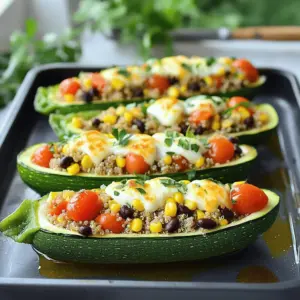 - 4 medium zucchinis - 1 cup cooked quinoa - 1 cup cherry tomatoes, halved - 1/2 cup black beans, rinsed and drained - 1/2 cup corn (frozen or canned) - 1/2 cup shredded mozzarella cheese - 1 tablespoon olive oil - 1 teaspoon ground cumin - 1 teaspoon smoked paprika - Salt and pepper, to taste - Fresh cilantro or parsley, for garnish When I plan to make air fryer stuffed zucchini boats, I gather these ingredients. The zucchinis are the stars of the show. They hold all the tasty filling and add a fresh crunch. I use cooked quinoa as a base. It gives a nice nutty flavor. The cherry tomatoes add juiciness. Black beans offer protein and fiber. Corn brings a sweet crunch. Lastly, mozzarella gives that gooey, melty goodness. For seasoning, I use olive oil to help everything stick together. Ground cumin and smoked paprika give the dish a warm, spicy kick. I finish it off with salt and pepper to enhance the flavors. Fresh herbs like cilantro or parsley add a splash of color and freshness. With this mix of ingredients, you can create a dish that is both healthy and packed with flavor. Each bite offers a balanced taste of vegetables, grains, and cheese. It's a perfect meal for any time of the day. - Wash and slice zucchinis. - Scoop out seeds to create hollow boats. First, wash the zucchinis under cold water. This step is key to remove any dirt. Next, slice each zucchini in half lengthwise. You want to create two long pieces. Then, use a teaspoon to scoop out the seeds. Make sure to leave enough flesh to hold the filling. This creates your perfect hollow boats. - Combine quinoa, tomatoes, black beans, corn, and seasonings. - Stir until evenly mixed. In a large mixing bowl, combine the cooked quinoa, halved cherry tomatoes, black beans, and corn. The quinoa adds protein, while the beans and corn bring texture. Add seasonings like ground cumin and smoked paprika for flavor. Don't forget salt and pepper to taste. Stir the mixture well until all ingredients blend nicely together. - Preheat air fryer to 350°F (175°C). - Stuff zucchini boats with filling and add cheese. - Air fry for 10-12 minutes until tender. Now, preheat your air fryer to 350°F (175°C). This helps cook the zucchini evenly. Drizzle the hollow zucchinis with olive oil and season with salt and pepper. Stuff each boat with the quinoa mixture. Press lightly to pack the filling. Top each boat with shredded mozzarella cheese for that gooey finish. Place the stuffed zucchini boats in the air fryer basket, leaving space for air to circulate. Air fry them for about 10-12 minutes. They are done when the zucchinis are tender and the cheese is golden. - Always season your zucchinis well. Use salt and pepper for flavor. - Avoid overcrowding the air fryer basket. This helps them cook evenly. - Present the zucchini boats on a rustic wooden board. It looks great! - Drizzle with balsamic reduction or lime juice for added zest. - If you want to swap quinoa, use rice or couscous instead. - For cheese, try goat cheese or a dairy-free option. - You can mix in other veggies like bell peppers or spinach. They add color and taste. {{image_4}} You can easily make the filling even more colorful and tasty. Add more vegetables to the mixture. Some great options include diced bell peppers, spinach, or mushrooms. Each adds a new layer of flavor and nutrition. Using different types of beans or lentils also works well. Try chickpeas or kidney beans for a change. Lentils add protein and a different texture. This way, you can make each batch unique and exciting. If you want more protein, consider adding ground meat or tofu. Ground turkey or beef gives a rich flavor. For a plant-based choice, crumbled tofu works great. You can also switch up the cheese. Instead of mozzarella, try feta or goat cheese. This adds a tangy twist to your zucchini boats. Experiment with herbs and spices to brighten the dish. Fresh basil or oregano can enhance the taste. You can also add a pinch of red pepper flakes for heat. If you love spice, try adding jalapeños. They give a kick that pairs well with the other flavors. This allows you to customize the dish to your liking. To store your leftover stuffed zucchini boats, use an airtight container. Glass or plastic containers both work well. Make sure the boats are cool before sealing them. Place the container in the fridge. They will stay fresh for up to three days. The air fryer is the best way to reheat stuffed zucchini boats. Set it to 350°F (175°C). Heat them for about 5-7 minutes. This keeps them crispy and tasty. If you use a microwave, place the boats on a microwave-safe plate. Heat for 1-2 minutes. Check that they are warm all the way through. To freeze stuffed zucchini boats, let them cool completely first. Wrap each boat in plastic wrap. Place the wrapped boats in a freezer bag. They can stay frozen for up to three months. When you want to eat them, take them out and let them thaw in the fridge overnight. Reheat them in the air fryer or microwave as mentioned above. You can easily swap quinoa for rice or couscous. Both options work great in this dish. Rice adds a nice chewy texture, while couscous cooks quickly. Choose what you like best, or use what you have on hand. Check if the zucchini is tender with a fork. It should pierce easily but not fall apart. A good sign is when the cheese is melted and bubbly. If it's too firm, give it another minute or two in the air fryer. Yes, you can prep these boats ahead of time. Stuff the zucchinis and store them in an airtight container in the fridge for up to 24 hours. When ready, simply air fry them until heated through. This makes meal prep easy and quick! Stuffed zucchini boats make a tasty and healthy meal. We covered main ingredients, seasonings, and a step-by-step guide. I shared tips for cooking and serving, plus fun variations to mix things up. You can store leftovers easily and even freeze them for later. Whether you choose to add protein or extra veggies, feel free to experiment. Enjoy this simple, delicious dish any night of the week!