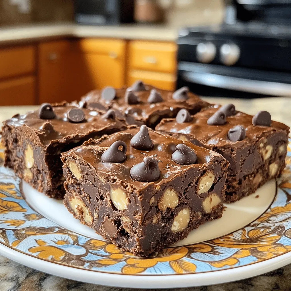 To make these bars, you need some simple but tasty ingredients: - 1 cup natural creamy peanut butter - 2/3 cup packed brown sugar - 2 large eggs - 1 teaspoon pure vanilla extract - 1/2 teaspoon baking soda - 1/4 teaspoon sea salt - 1/2 cup dark chocolate chips Each ingredient plays an important role. The peanut butter gives a rich and creamy base. Brown sugar adds sweetness and moisture. Eggs help bind everything together. Vanilla extract brings warmth and flavor. Baking soda helps the bars rise, giving them a nice texture. Sea salt balances out the sweetness. Dark chocolate chips are the final touch, adding bursts of chocolatey goodness. For more flavor, you can add chopped walnuts. These nuts give a nice crunch. They also make the bars more filling. You can use about 1/4 cup of walnuts. If you want a different twist, consider adding coconut flakes or even dried fruit. These add-ins can make your bars unique and fun. If you don’t have a key ingredient, don’t worry. You can easily swap some items. Use almond butter or cashew butter instead of peanut butter. This will change the flavor but still taste great. You can also use white sugar if you don’t have brown sugar. Just remember, it may change the texture a bit. If you need a dairy-free option, check for dairy-free chocolate chips. These swaps keep your bars delicious and suitable for everyone! First, set your oven to 350°F (175°C). Grab an 8x8-inch baking pan. Line it with parchment paper. Leave some paper hanging over two sides. This makes it easy to lift the bars out later. In a medium bowl, add 1 cup of creamy peanut butter and 2/3 cup of packed brown sugar. Mix them well until smooth. This creates a rich base. Next, add 2 large eggs, one at a time. Mix well after each egg. Now, pour in 1 teaspoon of pure vanilla extract, 1/2 teaspoon of baking soda, and 1/4 teaspoon of sea salt. Stir until the batter is smooth. Finally, fold in 1/2 cup of dark chocolate chips and 1/4 cup of optional chopped walnuts for extra crunch. Pour the batter into the lined pan. Use a spatula to spread it evenly. Smooth the top to make it nice. Place the pan in the oven and bake for 20 to 25 minutes. The edges should be light golden brown. A toothpick inserted in the center should come out mostly clean. After baking, let the bars cool in the pan for about 10 minutes. Use the parchment paper to lift them out. Move them to a wire rack to cool completely. Once cooled, slice the bars into squares for serving. Enjoy their chewy, rich texture! To get the best texture, use creamy peanut butter. It blends well and gives a smooth base. Ensure you mix the peanut butter and brown sugar until smooth. This step helps to create a rich and creamy batter. When adding eggs, mix them in one at a time. This keeps your batter even and helps with fluffiness. Don't overmix after adding the chocolate chips; just fold them in gently. One common mistake is not measuring the brown sugar correctly. Too much sugar can make your bars too sweet. Another mistake is not letting the bars cool fully before cutting. If you cut them too soon, they may crumble. Also, watch the baking time closely. Every oven is different, so check the bars early to avoid overbaking. To cut the bars neatly, use a sharp knife. Run the knife under hot water for cleaner cuts. Let the bars cool on a wire rack for about 10 minutes before lifting them out. Once cool, slice into squares for serving. For a beautiful presentation, arrange the bars on a nice plate. You can add a light dusting of cocoa powder or extra chocolate chips on top for flair. {{image_4}} These bars are already gluten-free! The main ingredient is peanut butter, which is naturally gluten-free. If you want to ensure your bars fit strict gluten-free diets, check your peanut butter label. Some brands may add ingredients that contain gluten. You can easily change the flavor of these bars. Try adding shredded coconut for a tropical twist. Chopped almonds or pecans can add a nice crunch too. You can even swap in different chocolate chips, like white or milk chocolate. Each choice adds a new taste to enjoy. If you want a lighter version, you can reduce the sugar. Try using just 1/2 cup of brown sugar. You can also replace some peanut butter with unsweetened applesauce. This swap cuts fat while keeping the bars moist. For a nut-free option, use sunflower seed butter instead of peanut butter. Your bars will still be tasty and satisfying! To keep your flourless peanut butter chocolate chip bars fresh, store them in an airtight container. Place a piece of parchment paper between layers to prevent sticking. They stay tasty for about five days at room temperature. If you want to keep them longer, refrigeration works well too. Just remember to let them cool completely before sealing. If you want to save some for later, freezing is a great option. Cut the bars into squares first. Wrap each square tightly in plastic wrap, then place them in a freezer-safe bag. They can last up to three months in the freezer. When you want to enjoy one, just thaw it in the fridge overnight or at room temperature for a couple of hours. When it's time to eat a stored bar, reheating can bring back that fresh texture. Pop it in the microwave for about 10-15 seconds. This warms it up without making it dry. Enjoy it warm to savor the melted chocolate chips and the rich peanut butter flavor! Yes, you can use other nut butters. Almond butter or cashew butter work well. Each nut butter has its own taste. This can change the flavor of the bars. If you want to try something new, go for it! These bars have great nutrition. They are high in protein from the peanut butter. This helps build and repair muscles. They also contain healthy fats that give you energy. The dark chocolate adds antioxidants. This means they can be a tasty treat that offers some health benefits too. These bars can last about 3 to 5 days at room temperature. Store them in an airtight container. This keeps them fresh and chewy. If you live in a warm place, it’s best to keep them in the fridge. Yes, you can make these bars vegan! Simply swap the eggs for flax eggs. Mix 1 tablespoon of ground flaxseed with 3 tablespoons of water. Let it sit for a few minutes until it thickens. This works great in the recipe and keeps the bars moist. You learned how to make delicious flourless peanut butter chocolate chip bars. We covered key ingredients, optional add-ins, and substitutions. You now know the step-by-step process, helpful tips, and variations to try. Proper storage and reheating methods keep these treats fresh. With this guide, you can bake with confidence. Enjoy tasty bars that fit your needs and preferences!