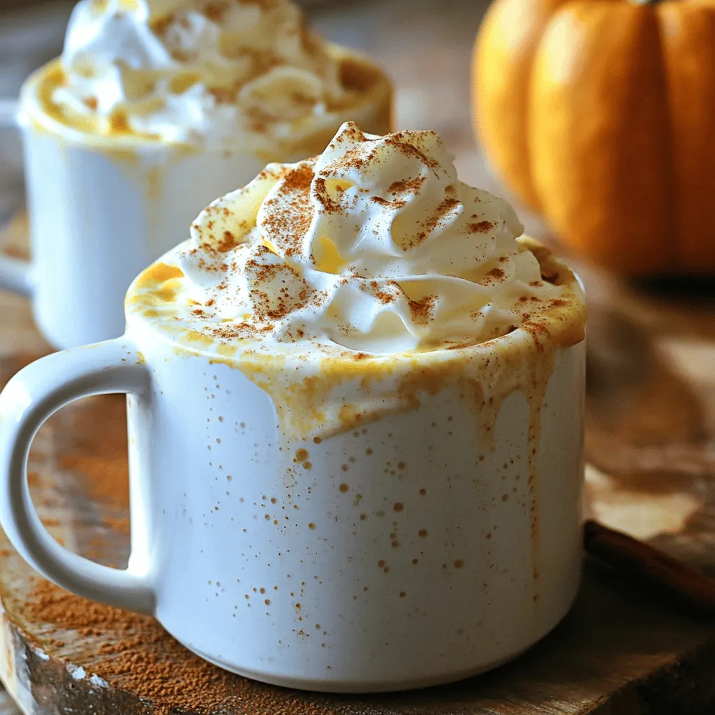 To create the perfect creamy pumpkin spice white hot chocolate, gather the following ingredients: - 2 cups whole milk - 1 cup heavy cream - 1 cup white chocolate chips - 1/2 cup pumpkin puree (canned or fresh) - 1 teaspoon pure vanilla extract - 1 teaspoon ground cinnamon - 1/2 teaspoon ground nutmeg - 1/4 teaspoon ground ginger - Pinch of salt - Whipped cream for topping - Ground cinnamon and nutmeg for garnish These ingredients blend together to give you a warm, rich drink. Whole milk and heavy cream add creaminess. White chocolate chips give sweetness and a lovely texture. Pumpkin puree brings in that fall flavor we all love. The spices add warmth and depth to the drink. The whipped cream on top makes it special. Sprinkling ground cinnamon and nutmeg creates a beautiful finish. Each sip will remind you of cozy autumn days. Enjoy this drink with friends or by the fire. To start, grab a medium-sized saucepan and pour in 2 cups of whole milk and 1 cup of heavy cream. Set the saucepan over medium heat. Stir the mixture gently and keep an eye on it. Watch for steam to rise, but be careful! You don’t want it to boil. Once your milk mixture is steaming, it’s time to add in the white chocolate. Use 1 cup of white chocolate chips for this recipe. Stir continuously with a wooden spoon or whisk. Keep stirring until the chocolate melts completely and the mixture turns velvety smooth. Now, let’s make it pumpkin-spiced! Add 1/2 cup of pumpkin puree to the saucepan. Also, pour in 1 teaspoon of pure vanilla extract, 1 teaspoon of ground cinnamon, 1/2 teaspoon of ground nutmeg, 1/4 teaspoon of ground ginger, and a pinch of salt. Stir well to combine everything. Keep heating this over medium-low heat for another 3-5 minutes, stirring occasionally. This step helps blend the flavors together. Once it’s heated, taste your hot chocolate. Feel free to adjust the spices to suit your own taste. Now that your creamy pumpkin spice white hot chocolate is ready, carefully pour it into mugs. Fill each mug to your desired level. For the final touch, top each mug with a generous dollop of whipped cream. To make it even more festive, sprinkle some ground cinnamon and nutmeg over the whipped cream. Enjoy your delightful drink! To make your creamy pumpkin spice white hot chocolate rich and smooth, use whole milk and heavy cream. Whole milk gives a nice body, while heavy cream adds that velvety texture. If you want a lighter version, try using 2% milk and a little less cream. You can also swap in almond or oat milk for a dairy-free option, but keep in mind that they may change the flavor a bit. To boost the flavor, you can add more spices. Try a pinch of allspice or a dash of clove for extra warmth. Using flavored whipped cream can also elevate your drink. You might consider cinnamon or vanilla whipped cream to add another layer of taste. Present your hot chocolate in a fun way. You can add a cinnamon stick in each mug for a cozy touch. Pair it with a small pumpkin-shaped cookie on the side for a festive feel. For garnishes, sprinkle ground cinnamon and nutmeg on top of the whipped cream. This not only looks nice but also enhances the aroma. {{image_4}} For a dairy-free twist, use plant-based milk. Almond milk, oat milk, or coconut milk work well. These options keep the drink creamy. Instead of heavy cream, try coconut cream for richness. For chocolate, pick dairy-free white chocolate chips. Brands like Enjoy Life and Hu are great. They melt well and taste sweet. You can infuse this drink with fun flavors. Add a splash of peppermint extract for a fresh kick. Mocha is another tasty option; just mix in some cocoa powder. Other add-ins can include caramel or hazelnut syrup. Try adding a pinch of chili powder for warmth. You can also use flavored whipped cream for extra taste. Change it up for the seasons! In fall, add caramel sauce for sweetness. Drizzle it on top of the whipped cream. For winter, think of flavors like peppermint or gingerbread. Use candy canes as a fun garnish. Each twist adds a new vibe to your hot chocolate. To keep your creamy pumpkin spice white hot chocolate fresh, follow these steps: - Refrigeration guidelines: Let the hot chocolate cool to room temperature. Pour it into an airtight container. Store it in the fridge for up to 3 days. - Best practices for reheating: When you’re ready to enjoy it again, pour the cold hot chocolate into a saucepan. Heat it over low heat. Stir it gently until it warms up. Avoid boiling it, as this can change the texture. - Can you freeze pumpkin hot chocolate?: Yes, you can freeze this treat! Pour it into freezer-safe containers, leaving space for expansion. Seal tightly and freeze for up to 2 months. - Tips for thawing and reheating: To thaw, move the container from the freezer to the fridge overnight. When ready to enjoy, heat it gently on the stove. Stir well to mix the ingredients, as they may separate during freezing. Yes, you can use different types of chocolate. White chocolate gives this drink a sweet, creamy base. If you want a richer taste, try dark chocolate. Dark chocolate adds a nice depth but may need more sugar. You can also mix both for a unique blend! This recipe takes about 15 minutes total. You will spend 10 minutes preparing the ingredients and 5 minutes cooking. This quick time makes it great for a cozy night or a surprise treat! Yes, this recipe is kid-friendly. It has rich flavors that kids love. If you want to make it healthier, use less sugar or low-fat milk. You can skip the whipped cream for a lighter version too. Always check for allergies, especially with chocolate. To make your hot chocolate festive, consider adding toppings like: - Crushed candy canes - Mini marshmallows - Caramel drizzle - Chocolate shavings - A sprinkle of pumpkin pie spice These additions can enhance the flavor and look of your drink, making it a perfect treat for any occasion! You now know how to make a delicious pumpkin hot chocolate. We covered the key ingredients, including whole milk and white chocolate. You learned simple steps, from heating milk to adding spices. Tips on creaminess and flavors help you personalize your drink. Variations like dairy-free options and seasonal twists make it fun. Finally, we discussed storage for leftovers. Enjoy your cozy drink, and don't hesitate to get creative with it.