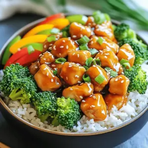 - Chicken and Sauce Components - 2 boneless, skinless chicken breasts, cut into 1-inch cubes - 1/4 cup honey, preferably raw for a richer flavor - 1/4 cup low-sodium soy sauce, to control saltiness - 3 cloves garlic, finely minced - 1 tablespoon fresh ginger, grated for zest - 1 tablespoon sesame oil, adds an aromatic hint - Fresh Vegetables - 1 cup broccoli florets, providing crunch and color - 1/2 cup bell pepper, sliced into thin strips (choose your favorite color for vibrancy) - 1/4 cup green onions, sliced diagonally for garnish - Rice and Garnishes - 2 cups cooked jasmine rice, warm and fluffy - Sesame seeds, for an extra touch of elegance - Salt and pepper, to taste These ingredients come together to create a delightful dish. The chicken provides a juicy base, while the honey garlic sauce adds sweetness. Fresh veggies like broccoli and bell pepper add color and crunch. Jasmine rice serves as a warm bed for the chicken. Finally, green onions and sesame seeds enhance the look and taste. This simple meal is both filling and full of flavor, perfect for any day of the week. Start by making the honey garlic sauce. In a mixing bowl, add: - 1/4 cup honey - 1/4 cup low-sodium soy sauce - 3 cloves garlic, finely minced - 1 tablespoon fresh ginger, grated Whisk these ingredients well. This sauce is sweet, savory, and full of flavor. Set it aside to let the flavors mix and grow. Next, heat a large skillet over medium heat. Add 1 tablespoon of sesame oil and let it warm up. Then, add: - 2 boneless, skinless chicken breasts, cut into 1-inch cubes Season the chicken with salt and pepper. Cook the chicken for about 6-8 minutes. Stir it often until it turns golden brown and is fully cooked. The chicken should reach an internal temperature of 165°F. Now it’s time to add some color and crunch. Toss in: - 1 cup broccoli florets - 1/2 cup bell pepper, sliced into thin strips Cook these for 3-4 minutes, stirring frequently. They should be tender but still bright. Then, pour the honey garlic sauce over the chicken and veggies. Stir everything together so the sauce coats each piece. Let it simmer for 2-3 minutes until it bubbles and thickens a bit. To serve, take a warm bowl and add: - 2 cups cooked jasmine rice Spoon the honey garlic chicken mixture over the rice. Make it look pretty by adding: - 1/4 cup green onions, sliced diagonally - A sprinkle of sesame seeds This dish looks great and tastes even better! Enjoy every bite. I recommend using a skillet for cooking chicken. This method gives the chicken a nice sear. Start with medium heat. You want the chicken to cook evenly. Cut the chicken into 1-inch cubes for quick cooking. Always season with salt and pepper. Cook until the internal temperature reaches 165°F. This ensures safety and great flavor. To boost the flavor, use fresh ingredients. Fresh garlic and ginger make a big difference. Opt for raw honey for a rich taste. You can also try adding chili flakes if you like heat. A squeeze of lime before serving adds a fresh kick. Consider garnishing with fresh herbs like cilantro for added aroma. Presentation matters! Serve the chicken over warm jasmine rice. Use colorful bowls to make your dish pop. Sprinkle green onions and sesame seeds on top for flair. Lime wedges on the side add a zesty touch. This makes the meal look and taste delightful. Enjoy your meal with vibrant colors and fresh flavors! {{image_4}} You can switch out the chicken for other proteins. Try shrimp, tofu, or tempeh for variety. Shrimp cooks quickly and adds a nice texture. Tofu absorbs flavors well, making it a great choice for a vegan option. Tempeh has a nutty taste that pairs nicely with the sauce. Adjust cooking times based on your protein choice to ensure it cooks perfectly. Feel free to mix in different vegetables. Carrots, snap peas, or zucchini work great in this dish. Each vegetable adds its own flavor and crunch. You can also use frozen vegetables if fresh ones aren't available. Just make sure to adjust cooking times to keep them crisp and colorful. Explore new flavors with sauce variations. You can add chili paste for a spicy kick or switch to teriyaki sauce for a sweeter taste. Adding lime juice or rice vinegar can give a tangy twist. Experiment with different ingredients to find what you enjoy most. Each sauce change can completely transform your meal! To keep your honey garlic chicken rice bowls fresh, store leftovers in an airtight container. Let the dish cool to room temperature first. This helps prevent moisture buildup. You can store it in the fridge for up to three days. For the best taste, eat the leftovers within this time. When you're ready to enjoy the leftovers, reheat them on the stove. Place the chicken and veggies in a skillet over medium heat. Stir them often until they’re heated through. This usually takes about 5 to 7 minutes. You can also microwave the dish. Use a microwave-safe bowl and cover it loosely. Heat it in 30-second intervals until hot throughout. If you want to save the dish for later, freezing is a great option. First, let the honey garlic chicken cool completely. Then, portion it into freezer-safe bags or containers. Remove as much air as possible to avoid freezer burn. You can freeze it for up to three months. When you’re ready to eat, thaw it overnight in the fridge before reheating. Yes, you can use various types of rice. Jasmine rice works best for its fluffy texture. However, you can also try brown rice for a nutty taste. Basmati rice offers a fragrant twist. Quinoa is a great gluten-free option too. Just adjust the cooking time based on your chosen rice. If you need a substitute for honey, maple syrup is a good choice. It adds a sweet flavor similar to honey. Agave nectar is another option that works well. Brown sugar mixed with water can also mimic honey's sweetness. Keep in mind that each substitute may change the taste slightly. Yes, this recipe is perfect for meal prep. You can make a large batch and store it in the fridge. Divide the chicken and rice into separate containers. This dish keeps well for up to four days. Reheat it in the microwave before serving. Enjoying a quick, delicious meal has never been easier! This blog post shared how to make a tasty dish with simple steps. We explored key ingredients like chicken, sauce, and fresh veggies. Then, I walked you through cooking methods and serving tips. I also offered fun ways to change the recipe, store leftovers, and answered common questions. Cooking can be enjoyable and easy. With this guide, you can make a meal that tastes great. Try it out and have fun in the kitchen!