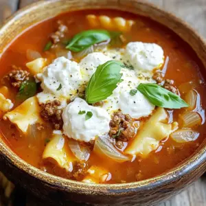 To make this tasty soup, you need some key ingredients. Here’s what you will need: - 1 lb of ground beef or Italian sausage - 1 medium onion, finely diced - 3 cloves garlic, minced - 1 can (28 oz) of crushed tomatoes - 4 cups of chicken or vegetable broth - 2 tablespoons of tomato paste - 1 teaspoon of Italian seasoning - ½ teaspoon of red pepper flakes (optional for heat) - 8 lasagna noodles, broken into bite-sized pieces - 1 cup of ricotta cheese - 1 cup of shredded mozzarella cheese - ½ cup of grated Parmesan cheese - Fresh basil leaves, for garnishing - Salt and black pepper, to taste These ingredients create a warm and filling dish that feels like a hug in a bowl. If you want to boost the taste, consider these optional ingredients: - Chopped bell peppers for sweetness - Mushrooms for an earthy flavor - Zucchini for added veggies - A splash of red wine for depth These add-ons can elevate your soup and make it even more unique. Once your soup is ready, toppings can really enhance it. Here are some great options: - Extra shredded mozzarella for melty goodness - More grated Parmesan for a salty touch - Fresh parsley for color and freshness - A drizzle of olive oil for richness These toppings not only look good but also add layers of flavor to your comforting bowl of lasagna soup. Start by setting your Instant Pot to 'Sauté' mode. Once hot, add 1 pound of ground beef or Italian sausage. Cook this meat for about 5 to 7 minutes. Use a spoon to break it apart as it cooks. You want it nice and browned. If there is any extra fat, drain it. This keeps your soup light and tasty. Next, add 1 medium onion, finely diced, and 3 cloves of minced garlic into the pot. Stir for 2 to 3 minutes. You want the onion to soften and turn clear. This step builds a great base flavor. Now, pour in 1 can of crushed tomatoes and 4 cups of chicken or vegetable broth. Add 2 tablespoons of tomato paste, 1 teaspoon of Italian seasoning, and optional ½ teaspoon of red pepper flakes for some heat. Season with salt and black pepper to taste. Stir everything together well. Take 8 lasagna noodles, broken into bite-sized pieces, and carefully fold them into the soup. Make sure they mix well with the other ingredients. Now, secure the lid of the Instant Pot. Switch to 'Manual' mode and set the timer for 5 minutes. Ensure the steam valve is set to sealing. This step builds pressure for cooking. Once the timer goes off, let the pressure release naturally for 10 minutes. After this, turn the valve to venting for any leftover steam. Open the lid and stir in 1 cup of ricotta cheese. This makes the soup creamy and rich. Taste it and adjust the seasoning with more salt and pepper if needed. To serve, ladle the soup into bowls. Top each serving with shredded mozzarella and grated Parmesan cheese. Finish with fresh basil leaves for a pop of flavor and color. Enjoy your warm and comforting bowl of lasagna soup! To get the best flavor, start with good meat. I like using ground beef or Italian sausage. Set your Instant Pot to 'Sauté' mode and let it heat up. Add the meat, breaking it apart with a spatula. Cook it for about 5-7 minutes. Drain any extra fat. This keeps your soup flavorful but light. Fresh ingredients make a huge difference. Choose ripe tomatoes and fresh herbs. I recommend using high-quality ricotta and mozzarella cheese. For the broth, go for low-sodium options. This gives you control over salt. If you want a kick, select fresh garlic and onion. They add depth to the soup. One common mistake is overcooking the noodles. They can turn mushy in the soup. Break the lasagna noodles into smaller pieces. This helps them cook evenly. Another mistake is not seasoning enough. Taste as you go and adjust with salt and pepper. Lastly, don't forget the fresh basil! It adds a bright finish. {{image_4}} You can easily make a vegetarian version of lasagna soup. Instead of meat, use mushrooms or lentils. They add great texture and flavor. You can also use beans like kidney or cannellini for protein. Swap the chicken broth with vegetable broth for a vegan option. For creaminess, use tofu or cashew cream in place of ricotta. If you need a gluten-free version, choose gluten-free lasagna noodles. These noodles work just as well in the soup. You can also use spiralized zucchini or rice noodles. They absorb the flavors nicely, making your soup delicious. Just make sure to adjust cooking times based on the noodles you choose. Want to mix things up? Try adding spinach or kale for extra nutrients. Chopped bell peppers can give a sweet crunch. For a spicy kick, toss in some chopped jalapeños or add more red pepper flakes. You can also stir in olives or artichokes for a Mediterranean twist. Don't hesitate to experiment; your taste buds will thank you! Store leftover lasagna soup in an airtight container. Let the soup cool down to room temperature before sealing. This helps keep it fresh. Properly stored, it will last up to 3 days in the fridge. Make sure to label the container with the date. To reheat, pour the soup into a pot. Heat it on medium until hot, stirring often. You can also use the microwave. Pour the soup into a microwave-safe bowl. Heat in 1-minute intervals, stirring in between. This keeps the soup creamy and tasty. For longer storage, freeze the soup. Pour it into a freezer-safe container, leaving space at the top. The soup expands when frozen. It will stay good for up to 3 months. When ready to eat, thaw it overnight in the fridge. Reheat on the stove or in the microwave as needed. Yes, you can use homemade sauce. Just make sure it’s thick enough. A thinner sauce may change the soup's texture and flavor. Homemade sauce often adds a personal touch. You can control the spice and herbs for a unique taste. You can store it in the fridge for 3-5 days. Make sure to keep it in an airtight container. This soup warms up well, so it’s great for leftovers. If you want to keep it longer, consider freezing it. Yes, you can. Cream cheese or cottage cheese works well too. These options give a similar creamy texture. You can also use dairy-free alternatives if needed. Just remember to adjust the flavors to fit your taste. Any standard Instant Pot works for this recipe. A 6-quart model is perfect for most families. The 8-quart model is great for larger portions. Just make sure it has a 'Sauté' and 'Manual' setting for best results. This Instant Pot lasagna soup combines simple ingredients for a hearty meal. You learned how to sauté meat, add aromatics, and cook noodles perfectly. We explored variations, tips, and storage to keep your soup fresh. Remember, you can easily adapt this recipe to fit your taste or dietary needs. So, grab your Instant Pot, and try making this cozy dish today!