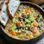 - 1 pound ground beef - 1 cup pearl barley, rinsed - 1 large onion, chopped - 3 medium carrots, diced - 3 celery stalks, diced - 4 cloves garlic, minced - 1 cup frozen peas The main ingredients set the stage for a rich and hearty soup. Ground beef gives the soup a nice flavor. Pearl barley adds chewiness and helps thicken the soup. Fresh vegetables like onions, carrots, and celery bring out a sweet flavor. Don’t forget the garlic; it adds depth to every bite. - 6 cups low-sodium beef broth - 1 cup whole milk - 1 teaspoon dried thyme - 1 teaspoon dried rosemary - Salt and freshly ground black pepper to taste - 2 tablespoons olive oil The beef broth is the soup's base. It adds a savory taste to the mix. Whole milk creates a creamy texture, making every spoonful smooth. Thyme and rosemary give it an earthy note. Using salt and pepper enhances all the flavors. Olive oil helps cook the beef and veggies to perfection. - Fresh parsley, chopped, for garnish - Additional toppings Garnishing with fresh parsley adds color and freshness to the dish. You can also add extra toppings like croutons or shredded cheese for fun textures. A bit of crunch or creaminess on top makes every bowl special. Start by heating the olive oil in a large skillet over medium heat. When the oil shimmers, add 1 pound of ground beef. Cook the beef until it turns brown. Use a spatula to break it apart as it cooks. Once it’s browned, drain any extra fat. Transfer the beef into your slow cooker. In the same skillet, add 1 chopped onion, 3 diced carrots, and 3 diced celery stalks. Sauté these veggies for about 5 minutes. Stir them often until they soften. Next, add 4 minced garlic cloves and cook for another minute. You want to smell that garlic! Transfer this mixture to the slow cooker with the beef. Now, it’s time to add more goodness to the slow cooker. Add 1 cup of rinsed pearl barley and 6 cups of low-sodium beef broth. Sprinkle in 1 teaspoon of dried thyme and 1 teaspoon of dried rosemary. Season it all with salt and freshly ground black pepper. Stir everything well so that the flavors mix. Cover the slow cooker and set it to cook either on low for 7-8 hours or on high for 4-5 hours. The barley should be tender when it’s done. To make your soup extra creamy, add whole milk at the end. This gives the soup a smooth and rich feel. You want to stir it in gently, so it mixes well. For frozen peas, add them in the last 30 minutes of cooking. This helps them stay bright and fresh while heating through. When you cook on low, aim for 7-8 hours. This allows the flavors to meld nicely. If you are short on time, use high for 4-5 hours. The barley is done when it is tender and soft. Check it about an hour before the end to see if it needs more time. Prep your ingredients ahead of time. Chop the veggies and measure everything out the night before. This makes cooking easier and faster. You can also use frozen vegetables if you are short on time. They save you prep work and still taste great in the soup. {{image_4}} You can switch out the ground beef for turkey or chicken. This change keeps the dish light but still tasty. If you want to try different grains, opt for quinoa or farro. Both options add unique flavors and textures. Herbs and spices can change the soup's flavor. Try adding basil or oregano for a fresh taste. You can also add seasonal vegetables. Zucchini, bell peppers, or green beans work well and add color. For a gluten-free version, skip the barley. Try using rice or gluten-free pasta instead. If you need a dairy-free soup, coconut milk or almond milk can replace the whole milk. These options still keep your soup creamy and delicious. To keep your creamy beef and barley soup fresh, follow these steps: - Refrigeration: Allow the soup to cool to room temperature. Once cooled, transfer it to an airtight container. Store in the fridge for up to three days. This keeps the flavors fresh and prevents spoilage. - Freezing: For long-term storage, use freezer-safe bags or containers. Portion the soup for easy use later. Freeze the soup for up to three months. When ready to enjoy, thaw it in the fridge overnight before reheating. When it's time to warm up your soup, you have a few options: - Microwave: Place the soup in a microwave-safe bowl. Cover it loosely to avoid splatters. Heat for about two to three minutes, stirring halfway through. - Stovetop: Pour the soup into a pot. Heat it over medium heat, stirring often. This method helps to heat the soup evenly. To keep the creamy texture, add a splash of milk or water while reheating. This helps to prevent it from thickening too much. Stir well to combine. Knowing how long your soup lasts is key: - You can keep the soup in the fridge for up to three days. - In the freezer, it lasts about three months. To spot spoilage, check for any off smells or changes in color. If the soup smells sour or shows signs of mold, it’s best to toss it. Trust your senses; they guide you well in the kitchen! Yes, you can use other meats. Ground turkey or chicken works well. You can also try diced beef for a chunkier texture. Each meat will change the flavor slightly. Turkey is leaner and has less fat. Diced beef may need longer cooking time to become tender. Absolutely! You can replace whole milk with coconut milk or almond milk. These options add creaminess without dairy. For a thicker texture, use cashew cream or silken tofu blended until smooth. This keeps the soup rich and flavorful. If the soup seems thin, there are simple ways to thicken it. You can mix a tablespoon of cornstarch with cold water. Stir this mixture into the soup and cook for a few more minutes. Another option is to add more pearl barley. Let it cook longer to absorb extra liquid. Yes, making this soup in advance is a great idea! Store it in an airtight container in the fridge for up to three days. To freeze, use a freezer-safe container. Thaw overnight in the fridge before reheating. Reheat on the stovetop or microwave, adding a splash of milk if needed. This article covered how to make a hearty soup with ground beef, pearl barley, and fresh veggies. You learned the main ingredients, cooking steps, tips for creaminess, and options for swaps. Remember to try different herbs and spices to find your perfect flavor. You can easily modify the recipe to fit your needs. Enjoy your cooking and store leftovers safely for future meals. Making this soup can be fun and rewarding. Your family will surely appreciate a warm bowl of comfort. Get creative and enjoy!