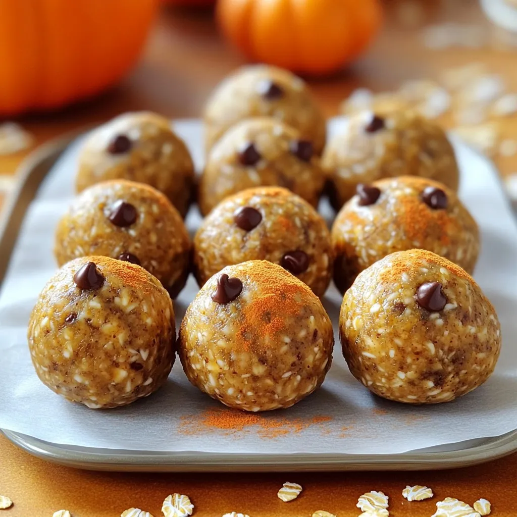 Here’s what you need to make these tasty pumpkin spice energy balls: - 1 cup rolled oats - 1/2 cup canned pumpkin puree - 1/4 cup almond butter (or substitute with peanut butter) - 1/4 cup honey or maple syrup (to taste) - 1 teaspoon pumpkin pie spice - 1/2 teaspoon vanilla extract - 1/4 cup ground flaxseed - 1/3 cup mini chocolate chips (optional) - A pinch of sea salt Each ingredient plays a key role in flavor and texture. The rolled oats give a hearty base. Pumpkin puree adds moisture and nutrition. Almond butter or peanut butter binds it all together while adding creaminess. Honey or maple syrup sweetens the mix, so adjust it to your liking. Pumpkin pie spice brings warmth and a cozy flavor. Vanilla extract enhances all the tastes. Ground flaxseed provides a boost of fiber and healthy fats. If you like chocolate, mini chocolate chips add a fun twist. Lastly, a pinch of sea salt balances the sweetness. With these ingredients, you create a perfect snack that’s both delicious and healthy! - Step 1: Combine the base ingredients Grab a large bowl. Add 1 cup of rolled oats, 1/2 cup of canned pumpkin puree, 1/4 cup of almond butter, and 1/4 cup of honey or maple syrup. Stir all these until they form a sticky mix. - Step 2: Add spices and flaxseed Sprinkle in 1 teaspoon of pumpkin pie spice, 1/2 teaspoon of vanilla extract, and 1/4 cup of ground flaxseed. Don’t forget a pinch of sea salt. Mix well to blend all the flavors. - Step 3: Mix in optional chocolate chips If you want some sweetness, fold in 1/3 cup of mini chocolate chips. This step adds a fun twist to your energy balls. - Step 4: Roll into balls Wet your hands slightly to help with rolling. Take small bits of the mix and roll them into balls about 1 inch wide. Make sure they are compact. - Step 5: Chill Put the rolled energy balls on a parchment-lined sheet or a plate. Chill them in the fridge for about 30 minutes. This helps them firm up and makes them easier to eat. Enjoy these treats cold or at room temperature! - Use fresh ingredients for the best flavor. Fresh oats and pumpkin give a nice taste. - Adjust sweetness to taste with honey or maple syrup. Add more if you like it sweeter. - Keep your hands slightly damp for easier rolling. This helps prevent stickiness while shaping. - Serve the energy balls on a decorative platter. A bright plate makes them pop! - Consider garnishing with a sprinkle of pumpkin pie spice or extra chocolate chips. This adds flair and makes them look yummy. - For gatherings, stack them in a pyramid shape. This creates a fun and inviting display. - Pair with small cups of yogurt or nut butter for dipping. It makes a great snack combo. {{image_4}} You can change the nut butter in this recipe. Almond butter is great, but peanut butter works too. If you're looking for a nut-free option, try sunflower seed butter. It gives a nice taste and keeps it safe for schools. Spices can also change the flavor. You can use cinnamon instead of pumpkin pie spice for a different twist. Add a pinch of nutmeg or ginger for extra warmth. This way, you can create your own special blend. Adding dried fruits or nuts can make the energy balls even better. Chopped dates or raisins add sweetness. Chopped walnuts or pecans bring extra crunch and flavor. You can mix and match to find your favorite combo! If you need gluten-free options, use certified gluten-free oats. They work just as well in this recipe. Make sure to check the labels for any hidden gluten. For vegan adaptations, swap honey for maple syrup or agave nectar. Both work great and keep the balls plant-based. You can also use a nut-free butter to ensure they are fully vegan. These small swaps make the recipe fit your diet without losing flavor! To keep your pumpkin spice energy balls fresh, store them in the refrigerator. Use an airtight container for the best results. This helps to avoid any moisture that could spoil them. If you want to freeze them, place them in a freezer-safe bag. Remove as much air as you can before sealing. This keeps them tasty for longer. These energy balls can stay fresh in the fridge for up to a week. When you freeze them, they can last for about three months. Look for signs of spoilage. If they smell off or have mold, it’s time to toss them. Enjoy them while they are fresh for the best taste! How long does it take to make no-bake energy balls? You can make these energy balls very quickly. The prep time is only 15 minutes. After mixing, you chill them for 30 minutes. So, you need about 45 minutes total. Can I use fresh pumpkin instead of canned? Yes, fresh pumpkin works well too! Just cook and mash it until smooth. Canned pumpkin saves time and is often easier to use. Are pumpkin spice energy balls healthy? Yes, they are a healthy snack! They contain oats, pumpkin, and nut butter. These ingredients provide fiber, protein, and healthy fats. How do I customize the flavor of my energy balls? You can change the spices! Try adding cinnamon or nutmeg. You can also add dried fruits, nuts, or seeds to make them unique. Can I make these without honey or maple syrup? Absolutely! You can use mashed bananas or dates instead. These options add sweetness and keep the recipe healthy. In this post, we explored a simple recipe for pumpkin spice energy balls. We covered ingredients, step-by-step instructions, and helpful tips. You learned how to store them and even how to customize flavors. These energy balls are easy to make and can be enjoyed by everyone. You can adjust the sweetness and try different mix-ins. Have fun making your snacks with these ideas in mind! Enjoy the tasty and healthy energy boost they bring.