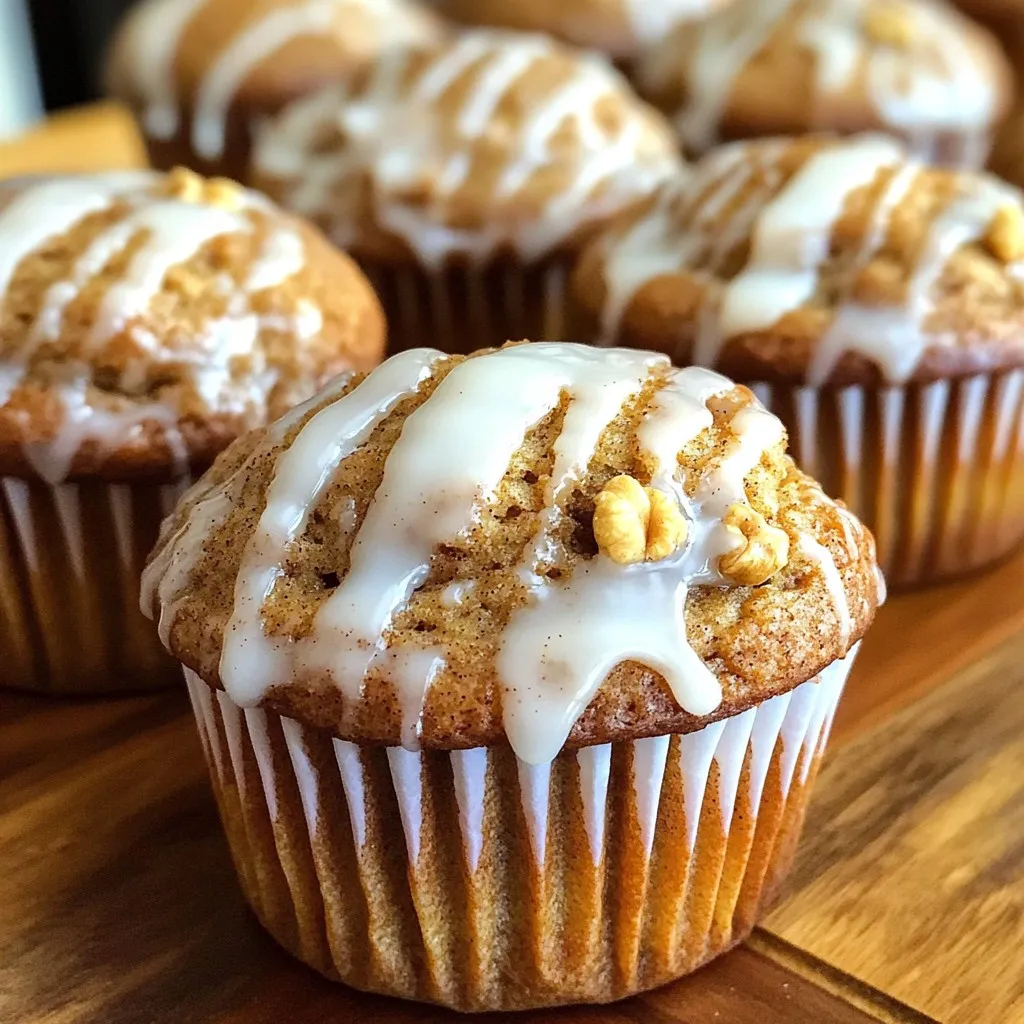 - 2 cups all-purpose flour - ¾ cup brown sugar, tightly packed - 2 large eggs - 1 cup plain yogurt - ¼ cup vegetable oil - 1 teaspoon ground cinnamon - 1 teaspoon ground ginger - ½ teaspoon ground cardamom - ¼ teaspoon ground cloves - 1 teaspoon baking powder - 1 teaspoon baking soda - ½ teaspoon salt - 1 cup chopped walnuts (optional) I love how the main ingredients blend to create a warm, cozy flavor. All-purpose flour gives the muffins a nice rise. Brown sugar adds sweetness and moisture. Eggs help bind everything together. Yogurt keeps the muffins fluffy and tender. Vegetable oil adds richness without making them heavy. Chai spices are what really make these muffins unique. The cinnamon and ginger give a warm kick. Cardamom adds a floral note, while cloves bring a deeper, earthy flavor. - 1 cup powdered sugar - 2 tablespoons milk (or a non-dairy alternative) - ½ teaspoon pure vanilla extract - A pinch of ground cinnamon The glaze is easy to make and adds a sweet touch. Powdered sugar provides that smooth finish. Milk helps thin the glaze to your liking. Vanilla extract gives it a lovely aroma, while a pinch of cinnamon ties it back to the muffins. Combining these ingredients creates a treat that’s hard to resist. Each bite brings you the warmth of chai spices and a sweet glaze. Enjoy the process of mixing and baking! - Preheat the oven to 350°F (175°C). - Prepare your muffin tin with paper liners or grease it lightly. - In a medium bowl, combine 2 cups of all-purpose flour, 1 teaspoon of baking powder, 1 teaspoon of baking soda, 1 teaspoon of ground cinnamon, 1 teaspoon of ground ginger, ½ teaspoon of ground cardamom, ¼ teaspoon of ground cloves, and ½ teaspoon of salt. Whisk these together until well mixed. - In a larger bowl, beat ¾ cup of tightly packed brown sugar and 2 large eggs until smooth. - Add 1 cup of plain yogurt, ¼ cup of vegetable oil, and 1 teaspoon of pure vanilla extract to the sugar and eggs. Mix well until smooth. - Carefully combine the dry ingredients with the wet mix. Stir gently until just mixed. Be careful not to overmix. If you want, fold in 1 cup of chopped walnuts at this stage. - Use a scoop or spoon to fill each muffin cup about ¾ full. This helps them rise nicely while baking. - Place the muffin tin in the oven and bake for 18 to 20 minutes. Check with a toothpick. If it comes out clean, the muffins are ready. - While the muffins bake, whisk 1 cup of powdered sugar, 2 tablespoons of milk, ½ teaspoon of pure vanilla extract, and a pinch of ground cinnamon in a small bowl. Adjust the milk to get your desired glaze thickness. - Once baked, let the muffins cool in the tin for 5 minutes. Then, move them to a wire rack to cool completely. - Once the muffins are warm, drizzle the glaze over each one. This gives them a sweet finish. Enjoy! To make your muffins fluffy, you must avoid overmixing the batter. Mixing too much makes the muffins tough. Stir gently until just combined. This helps keep them light and airy. Using room temperature ingredients is also key. When your eggs and yogurt are at room temp, they blend better. This leads to a smoother batter and more even baking. For the glaze, you can adjust the thickness easily. If you want a thicker glaze, add less milk. For a thinner glaze, just add a little more milk. Drizzling the glaze takes practice. Use a spoon or a small squeeze bottle. Start at the center, then move outward. This gives a nice, even look. Serving muffins can be fun! Try placing them on a colorful cake stand. It makes them look special. For a seasonal touch, add garnishes. You could use extra chopped walnuts or a light sprinkle of cinnamon. This not only looks nice but adds more flavor. {{image_4}} If you want nut-free muffins, you can easily swap walnuts. Use sunflower seeds instead for a nice crunch. You can also skip nuts entirely. This change keeps the muffins safe for those with nut allergies. The taste stays rich and delicious without them. Chai spice is fun to play with. You can try different ratios of spices. Add more cinnamon for a warm flavor or boost the ginger for some zing. Other spices, like nutmeg or allspice, can add new layers to your muffins. Mixing in these spices creates a unique taste each time. If you're vegan, you can replace eggs and yogurt. Use flax eggs or applesauce as egg substitutes. For yogurt, almond or coconut yogurt works well too. If you need gluten-free options, try almond flour or oat flour. Both can give you tasty muffins that fit your diet. These swaps ensure everyone can enjoy your chai spiced muffins. To keep your chai spiced muffins fresh at room temperature, store them in an airtight container. This will help prevent them from drying out. Place a paper towel in the container with the muffins. This will absorb moisture and keep them fluffy. Enjoy your muffins within three days for the best taste. If you want to save some muffins for later, freezing is a great option. Wrap each muffin tightly in plastic wrap or aluminum foil. Place them in a freezer-safe bag or container. They will stay fresh for up to three months in the freezer. When you're ready to enjoy one, simply take it out and let it thaw at room temperature. To reheat muffins post-freezing, preheat your oven to 350°F (175°C). Place the muffins on a baking sheet and heat for about 10 to 15 minutes. You can also use a microwave for a quick warm-up. Heat each muffin for about 30 seconds. This will bring back the fresh taste. Chai spiced muffins can last up to three days at room temperature. If stored in the fridge, they can last a bit longer, up to a week. Always check for signs of spoilage. If the muffins smell off or have visible mold, it’s time to toss them. To make your muffins more flavorful, add extra spices. A pinch of nutmeg gives warmth. You can also try adding a splash of strong brewed chai tea to the batter. This deepens the chai flavor nicely. For a twist, add some orange zest or a handful of dried fruit. These additions create a unique taste that elevates each bite. Yes, you can prep the batter ahead of time. Mix the dry ingredients and store them in an airtight container. You can also mix the wet ingredients separately and keep them in the fridge. Just combine them when you're ready to bake. This method makes it easy for busy mornings or last-minute guests. If you don't have yogurt, use sour cream or buttermilk. Both options provide moisture and tang. You can also use a dairy-free yogurt made from almond or coconut. Each substitute will keep your muffins soft and tasty, so feel free to use what you have. Store leftover muffins in an airtight container at room temperature. They stay fresh for up to three days. For longer storage, freeze them. Wrap each muffin tightly in plastic wrap and place them in a freezer bag. When you're ready to enjoy, thaw them at room temperature or warm them in the oven. You learned how to make delicious chai spiced muffins with a sweet glaze. Start by gathering flavorsome ingredients like flour, brown sugar, and yogurt. Follow my easy step-by-step instructions for mixing a perfect batter, baking, and glazing. Remember, avoid overmixing and serve creatively. With many variations and storage tips, these muffins suit everyone. Enjoy the rich taste while sharing with friends!