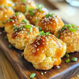 - 1 medium head of cauliflower, cut into bite-sized florets - 1 cup all-purpose flour - 1 cup panko breadcrumbs - 1 teaspoon garlic powder - 1 teaspoon onion powder - 1 teaspoon smoked paprika - 1 teaspoon salt - 1/2 teaspoon black pepper - 1 cup coconut milk (or water) - 2 tablespoons sesame oil - 2 tablespoons soy sauce (or tamari for gluten-free) - 1 tablespoon maple syrup - 1 tablespoon rice vinegar - 1 tablespoon sesame seeds (toasted) - 2 green onions, chopped (for garnish) When cooking, it’s important to be precise. Here are the measurements used: - Volume: cups, tablespoons, teaspoons - Weight: none in this recipe since we focus on volume You can easily adjust this recipe based on your needs. Here are some options: - Use gluten-free flour in place of all-purpose flour. - Swap coconut milk with water or any plant-based milk. - Try tamari instead of soy sauce for a gluten-free option. - Maple syrup can be replaced with agave nectar or honey. - For a nutty flavor, you can add chopped nuts in the coating. These swaps keep the dish delicious while catering to dietary needs. Enjoy experimenting! First, preheat your oven to 425°F (220°C). This step is key for crispiness. While the oven heats, grab a baking sheet. Line it with parchment paper. This helps the bites not stick. Plus, it makes cleaning up easy. Next, we will make the flour mixture. In a big bowl, add 1 cup of all-purpose flour. Then, mix in 1 teaspoon of garlic powder, 1 teaspoon of onion powder, 1 teaspoon of smoked paprika, 1 teaspoon of salt, and 1/2 teaspoon of black pepper. Stir this well. This mixture adds a great flavor to our cauliflower bites. Now, it's time to coat the cauliflower. Pour in 1 cup of coconut milk. Whisk it together with the flour mixture. This will create a smooth batter. Take your cauliflower florets and dip them into the batter. Let any extra batter drip off. Then, roll each floret in 1 cup of panko breadcrumbs. Press gently so they stick well. Next, place the coated cauliflower bites on the baking sheet in a single layer. Drizzle them lightly with 2 tablespoons of sesame oil. This helps them crisp up. Bake the bites for 25 to 30 minutes. Flip them halfway through. You want them golden and crispy. While they bake, prepare the sauce. In a small pan, mix 2 tablespoons of soy sauce, 2 tablespoons of sesame oil, 1 tablespoon of maple syrup, and 1 tablespoon of rice vinegar. Heat this gently. Stir often until warm. Once the bites are done, remove them from the oven. Put them in a large bowl and drizzle the warm sauce over them. Toss gently to coat all the bites. Finally, serve them on a platter and sprinkle with toasted sesame seeds and chopped green onions. Enjoy your delicious snack! To make your cauliflower bites extra crispy, follow these steps: - Use panko breadcrumbs. They create a light and airy crust. - Lightly drizzle with sesame oil before baking. This adds flavor and helps crisp the coating. - Bake at 425°F (220°C). This high heat cooks them fast and keeps them crunchy. You can also try double coating. First, dip the floret in the batter, then roll it in breadcrumbs again. This gives you an even thicker crust. Even cooking is key for great bites. Here’s how: - Arrange the cauliflower in a single layer on the baking sheet. Crowding them can lead to steaming. - Flip the bites halfway through baking. This helps them brown on all sides. - Use a wire rack instead of a flat sheet. This allows air to circulate around the bites. These cauliflower bites shine with the right dips. Consider these pairings: - Serve with extra sauce on the side for dipping. - Pair with a fresh salad for a light meal. - Add them to a rice bowl for a filling option. For a fun twist, try them in tacos! Use small tortillas and add your favorite toppings. You can use shredded cabbage and a squeeze of lime for extra zing. {{image_4}} For a gluten-free version, swap all-purpose flour with gluten-free flour. You can use almond flour or chickpea flour as great options. For panko, choose gluten-free breadcrumbs. This way, you keep the crunch while avoiding gluten. Want to amp up the flavor? Add a pinch of cayenne pepper for heat. You can also mix in some lime zest or ginger into the sauce for a fresh twist. If you like a sweet touch, a bit more maple syrup brightens the dish. While the soy sauce blend is tasty, try different sauces. Sweet chili sauce adds a nice kick. Teriyaki sauce gives a sweet and savory flavor. You can even make a peanut sauce for a rich twist. Each sauce brings a new personality to your cauliflower bites. To store leftover cauliflower bites, let them cool first. Place them in an airtight container. This keeps them fresh and tasty. You can store them in the fridge for up to three days. Just make sure they are well sealed to avoid drying out. When you are ready to eat the leftovers, you can reheat them. The best way is in the oven. Preheat the oven to 375°F (190°C). Place the bites on a baking sheet and heat for about 10-15 minutes. This will make them crispy again. You can also use an air fryer if you have one. Heat them at 350°F (175°C) for 5-7 minutes. This keeps them crunchy. If you want to save them for later, freezing is a great option. Place the cooled bites in a single layer on a baking sheet. Freeze them for about an hour. Once frozen, transfer them to a freezer-safe bag. This method helps prevent them from sticking together. You can freeze them for up to three months. To cook, bake them directly from frozen. Add a few extra minutes to the cooking time. Yes, you can easily make these cauliflower bites vegan. The key is to replace the coconut milk with plant-based milk or water. Use a vegan-friendly soy sauce or tamari to keep the dish entirely plant-based. This way, you can enjoy the same great taste without any animal products. To spice up the sauce, add red pepper flakes or sriracha. Start with a small amount and taste it. You can always add more if you want more heat. This lets you control the spice level to suit your taste. Absolutely! Using fresh cauliflower gives the bites a crispier texture. Just rinse and cut it into bite-sized florets. Fresh cauliflower works perfectly in this recipe and adds a nice crunch. Leftovers can last about 3 to 4 days in the fridge. Make sure to store them in an airtight container to keep them fresh. Reheat them in the oven to retain their crispiness. Yes, these bites are great for meal prep! They store well and reheat nicely. Just prepare a batch ahead of time and enjoy them throughout the week. They make a tasty snack or a side dish! In this post, we explored the ingredients and steps for making delicious baked cauliflower bites. We covered tips for crispiness and even cooking, plus variations to suit dietary needs and tastes. Remember, storage is key to keeping leftovers fresh. Make these bites your own with different sauces and flavors. Try swapping ingredients to find your favorite version. Cooking can be fun and easy with the right guidance. Enjoy the process and share with friends and family!