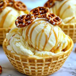 To make No-Churn Salted Caramel Pretzel Ice Cream, you need a few key ingredients. Each one plays a big role in the taste and texture. Here’s what you’ll need: - 2 cups heavy cream - 1 cup sweetened condensed milk - 1 teaspoon pure vanilla extract - 1 cup salted pretzels, roughly crushed - 1 cup salted caramel sauce (homemade or store-bought) - 1/2 teaspoon flaky sea salt (for garnish) Heavy cream gives your ice cream its rich and creamy base. Sweetened condensed milk adds sweetness and helps with the smooth texture. Pure vanilla extract enhances the flavor and makes it more fragrant. Salted pretzels add a crunchy texture and a fun saltiness. You can use either homemade or store-bought salted caramel sauce. This sauce brings a delicious sweetness and richness to the ice cream. Lastly, flaky sea salt is perfect for sprinkling on top, giving a nice contrast to the sweet ice cream. Gather these ingredients, and you’ll be ready to whip up a delightful treat! Start by taking a large bowl. Pour in 2 cups of heavy cream. Use an electric mixer to whip it. Set your mixer to medium-high speed. Whip until stiff peaks form, which takes about 3 to 5 minutes. The cream should look thick and fluffy. In a separate bowl, add 1 cup of sweetened condensed milk. Mix in 1 teaspoon of pure vanilla extract. Use a spatula or wooden spoon to stir until smooth. It should blend well with no lumps. Gently fold the whipped cream into the sweetened condensed milk mix. Use a spatula to lift and turn the mixture. This keeps the whipped cream light and airy. It makes the ice cream fluffy and nice. Now it's time for the fun part! Fold in 1 cup of roughly crushed salted pretzels. Add 3/4 cup of salted caramel sauce. Make sure to mix evenly. Remember, folding is key to keeping the texture. Spoon the ice cream mix into an airtight container. Drizzle the remaining salted caramel sauce on top. Use a knife to swirl the caramel into the ice cream. This creates a beautiful marbled effect. Seal the container with a lid or plastic wrap. Place it in the freezer for at least 6 hours. This lets the ice cream become firm and scoopable. Just before serving, sprinkle a pinch of flaky sea salt on top. This adds a burst of flavor that pairs well with the sweetness. To get stiff peaks, start with cold cream. Cold cream whips better than warm cream. Pour the heavy cream into a large mixing bowl. Use an electric mixer on medium-high speed. Whip until you see peaks that stand tall. This takes about 3 to 5 minutes. Do not over-whip or it can turn grainy. Stiff peaks will give your ice cream the perfect fluffy texture. Folding is key to keeping air in your whipped cream. Use a spatula or a wooden spoon for this. Start by adding a small amount of whipped cream to the condensed milk mix. Gently lift and fold the mixture over itself. Turn the bowl as you fold. This way, you mix without losing air. Add in the crushed pretzels and caramel sauce using the same folding method. This keeps your ice cream light and airy. Garnishing makes your ice cream look and taste great. Before serving, sprinkle a pinch of flaky sea salt on top. This adds a nice burst of flavor. Use waffle bowls for a fun touch. Drizzle more salted caramel sauce on each scoop too. Whole pretzels make great decorations. They add a fun crunch and look nice. Enjoy your creation and impress your friends! {{image_4}} You can mix in fun flavors to make this ice cream your own. Try adding: - Crushed cookies like Oreos or graham crackers. - Chopped nuts such as pecans or almonds for crunch. - Swirls of fudge or chocolate sauce for extra sweetness. - Fresh fruits like bananas or strawberries for a fruity twist. Each add-in changes the taste and texture, making it exciting! Switching pretzels can change your ice cream's flavor. Consider these options: - Chocolate-covered pretzels for a sweet touch. - Honey mustard pretzels for a unique taste. - Gluten-free pretzels if you need a gluten-free option. Each type brings its own charm, so have fun experimenting! You can choose store-bought caramel for ease or make your own for more flavor. - Store-bought: Quick and easy. Look for a quality brand. - Homemade: Use sugar, butter, and cream. This gives a rich, fresh taste. Making your own lets you control the sweetness and thickness. Try both to see which you like best! To keep your no-churn salted caramel pretzel ice cream fresh, store it in an airtight container. This helps prevent ice crystals from forming. Make sure to seal the container tightly. If you don’t have an airtight container, wrap it well in plastic wrap. This will help keep the ice cream creamy and smooth. This ice cream will last in the freezer for up to two weeks. After this time, you may notice changes in texture and flavor. For the best taste, enjoy it within a week. Always use a clean scoop when serving. This helps avoid contamination and keeps your ice cream tasty. If you need to refreeze your ice cream, do it carefully. Let it sit out for a few minutes before scooping. This makes it easier to scoop and prevents breaking. If the ice cream has melted too much, it's best to discard it. Repeatedly freezing and thawing can affect the texture and flavor. Always aim to enjoy your ice cream when it's fresh for the best experience! You can try using coconut cream or whipped topping. These options give a similar texture. However, you may lose some of the rich flavor. Heavy cream is best for a creamy taste. You can mix milk with sugar to create a substitute. Use 2/3 cup of milk and 1/3 cup of sugar. Heat them together until the sugar dissolves. This mix can work, but the taste may change slightly. To make salted caramel, begin by melting 1 cup of sugar in a pan. Stir it gently until it turns golden. Then add 1/2 cup of heavy cream slowly. Mix well and add a pinch of salt. Let it cool before using. Yes! You can use gluten-free pretzels for this recipe. They add a nice crunch and salty flavor. Just make sure to check the label for gluten-free certification. You can store this ice cream for about two weeks. After that, it may lose texture or flavor. Keep it in an airtight container to help maintain its quality. You learned how to make a delicious no-churn ice cream. We covered each ingredient, from heavy cream to salted pretzels. The steps were clear, helping you whip, mix, and freeze perfectly. I shared tips for great texture and fun variations to try. Remember to store it right for the best taste. Enjoy making ice cream your friends and family will love!