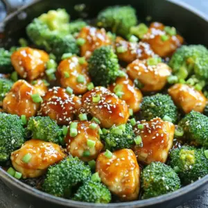 To make One-Pan Honey Sriracha Chicken & Broccoli, you need fresh and simple ingredients. Here’s what you’ll need: - 2 boneless, skinless chicken breasts, cut into bite-sized pieces - 2 cups fresh broccoli florets - 1/4 cup honey - 2 tablespoons Sriracha sauce (adjust to your spice preference) - 1 tablespoon soy sauce - 1 tablespoon olive oil - 3 cloves garlic, minced - 1 teaspoon fresh ginger, minced - Salt and pepper, to taste - 2 green onions, chopped (for garnish) - 1 tablespoon sesame seeds (for garnish) Each item plays a key role in flavor. The chicken gives you protein and substance. Broccoli adds color and crunch. Honey brings sweetness, while Sriracha adds heat. Soy sauce ties it all together with its umami flavor. When you prepare this dish, make sure to use fresh ingredients. Fresh broccoli looks vibrant and tastes better. The same goes for garlic and ginger. Fresh versions have more flavor than dried ones. Gather everything before you start. This makes cooking easier and fun. You will mix, cook, and serve all in one pan, making cleanup a breeze. Enjoy the process of creating this tasty meal! - Mixing the Honey-Sriracha Sauce In a medium bowl, combine 1/4 cup honey, 2 tablespoons Sriracha sauce, and 1 tablespoon soy sauce. Add 3 minced garlic cloves and 1 teaspoon minced ginger. Whisk all these together until they blend well. This sauce will be your marinade and later, the sauce for the chicken. - Importance of Whisking Ingredients Together Whisking helps to mix the flavors. It ensures that each bite will taste great. A good mix means you enjoy the sweet and spicy taste in every piece of chicken. - Heating the Olive Oil First, heat 1 tablespoon of olive oil in a large skillet over medium-high heat. Make sure the oil gets hot before adding the chicken. This step helps the chicken to brown nicely. - Cooking Time and Temperature Add the chicken pieces to the skillet. Cook them for about 5 to 7 minutes. Stir the chicken occasionally. Look for a golden-brown color, and check that the chicken reaches 165°F (75°C) to know it is safe to eat. - Adding the Sauce to the Chicken Once the chicken is cooked, pour the honey-Sriracha sauce over it. Toss the chicken gently in the sauce. Let it simmer for 2 to 3 minutes. This helps the sauce thicken and stick to the chicken. - Incorporating the Broccoli Next, add 2 cups of fresh broccoli florets to the skillet. Toss them with the chicken and sauce. Stir well to coat the broccoli. - Cooking Times for Perfect Texture Cook the broccoli for about 4 to 5 minutes. Stir often until the broccoli turns bright green and is tender-crisp. This way, it stays fresh and crunchy. Adjust the seasoning if needed, adding more Sriracha for heat or honey for sweetness. Checking Internal Temperature To ensure safe eating, cook chicken to an internal temperature of 165°F (75°C). Use a meat thermometer for accuracy. Insert it into the thickest part of the chicken. This step ensures it is fully cooked and safe. Tips for Even Cooking To cook chicken evenly, cut pieces into similar sizes. Spread them in a single layer in the skillet. Avoid crowding the pan, as this can lead to uneven cooking. Stir occasionally to brown all sides. How to Thicken the Sauce If your sauce is too thin, simmer it longer. The heat will reduce the liquid and thicken the sauce. You can also stir in a cornstarch slurry for a quick fix. Mix one tablespoon of cornstarch with two tablespoons of water, then add it to the sauce. Adjusting Flavor Intensity Taste your sauce as it cooks. If you want more heat, add extra Sriracha. For sweetness, drizzle in more honey. Adjust the flavors to suit your taste and enjoy the perfect balance. Serving Styles For a rustic look, serve the chicken and broccoli directly from the skillet. If you prefer a neater setup, plate the dish on individual plates. This adds a touch of elegance to your meal. Enhancements for Visual Appeal To make your dish pop, drizzle a little honey on top. Add a colorful sprinkle of chopped green onions and sesame seeds. This not only enhances the look but also adds flavor and crunch. {{image_4}} Adding More Sriracha If you love heat, add more Sriracha. Start with a teaspoon more. Taste it, and keep adding until it’s just right for you. This gives your dish an extra kick. Alternatives for Heat If Sriracha is too spicy, try other sauces. You can use sweet chili sauce for a milder flavor. Another option is to add crushed red pepper flakes. They bring heat without overpowering the dish. Alternatives for Broccoli Broccoli is a great choice, but you can switch it up. Try snap peas or green beans instead. Cauliflower also works well and soaks up the sauce nicely. Other Protein Options Chicken is tasty, but other proteins shine, too. Use shrimp for a quick cook. Tofu is a great plant-based option that absorbs flavors well. You can even try beef or pork for a new twist. Oven-Baked Version You can bake this dish instead of using a skillet. Preheat your oven to 400°F (200°C). Spread the chicken and broccoli on a baking sheet. Drizzle with the sauce and bake for about 20 minutes. This method gives a nice roasted flavor. Grilling Techniques Grilling adds a smoky touch. Marinate your chicken and broccoli in the sauce. Place them on the grill over medium heat. Grill for about 6-8 minutes, turning once. This gives a delicious char and depth to the dish. To keep your One-Pan Honey Sriracha Chicken & Broccoli fresh, follow these steps: - Refrigeration Tips: Let the dish cool to room temperature. Transfer it to an airtight container. It will stay good in the fridge for up to three days. Make sure to label the container with the date. - Freezing Guidelines: You can freeze this dish for longer storage. Use a freezer-safe container or bag. It will last for about three months. Thaw it in the fridge overnight before reheating. To enjoy your dish again, follow these simple methods: - Best Methods for Maintaining Flavor: The best way to reheat it is on the stove. Pour the chicken and broccoli into a skillet and add a splash of water. This helps keep everything moist. Stir it over medium heat until heated through. - Time and Temperature Guidelines: Heat the dish for about 5-7 minutes. Check that the internal temperature reaches 165°F (75°C) for safe eating. If using a microwave, heat in 30-second bursts, stirring in between until it's hot. - Side Dish Recommendations: You can serve rice or quinoa with this dish. Both options soak up the sauce well. You might also enjoy a simple salad or steamed rice noodles on the side. - Complete Meal Ideas: Pair the chicken with a vegetable stir-fry for extra crunch. A fruit salad adds a sweet touch to balance the heat. You can also serve it with spring rolls for a fun twist. - Meal Prep Tips: Yes, you can prepare the chicken and broccoli ahead of time. Just marinate the chicken and store it in the fridge. Cook the broccoli fresh when ready to eat for the best taste. - Storage Duration: Cooked Honey Sriracha Chicken & Broccoli lasts about three to four days in the fridge. Keep it in an airtight container to maintain freshness. - Portions and Reheating: This dish is great for meal prep. You can easily divide it into portions. Reheat in the microwave or on the stove until hot, but avoid overcooking it. - Container Suggestions: Use glass or BPA-free plastic containers for easy storage. Choose containers with tight lids to keep the meal fresh longer. This blog post covered a delicious recipe for One-Pan Honey Sriracha Chicken & Broccoli. We discussed the key ingredients, step-by-step instructions, and tips for perfecting the dish. I shared how to ensure the chicken cooks well and how to adjust the sauce’s thickness. Plus, I included variations and storage tips for maximum flavor. This meal is not just easy to make, but it also offers flexibility. By trying different ingredients or cooking methods, you can make it your own. Enjoy cooking and impressing others with this tasty dish!