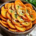 - 4 large carrots, peeled and sliced into thin rounds - 2 tablespoons extra virgin olive oil - 3 cloves garlic, finely minced - 1/4 cup freshly grated Parmesan cheese - 1 teaspoon garlic powder - 1/2 teaspoon smoked paprika - Sea salt and freshly ground black pepper, to taste - Fresh parsley, finely chopped (for garnish) When I make Air Fryer Garlic Parmesan Carrot Chips, I focus on fresh ingredients. Start with four large carrots. Peel them and slice them into thin rounds. Thin slices cook better and get crispier. Next, I use extra virgin olive oil. Two tablespoons coat the carrots well. Olive oil adds flavor and helps the spices stick. Garlic is a key player in this recipe. I use three cloves, finely minced, to get that strong flavor. For an extra garlic kick, I add one teaspoon of garlic powder. Parmesan cheese brings a rich taste. A quarter cup of freshly grated cheese adds the perfect savory touch. Smoked paprika gives a hint of warmth. Just half a teaspoon is enough to elevate the flavor. Don't forget the seasoning! Sea salt and freshly ground black pepper make a big difference. Use them to taste. Finally, I like to add fresh parsley for color and freshness. It makes the dish look more appealing. Gather these ingredients, and you’re ready to make a delicious snack that everyone will love! First, set your air fryer to 375°F (190°C). Let it heat for about 5 minutes. Preheating helps your carrot chips cook evenly. This step is key for that perfect, crispy bite. Grab a large mixing bowl. Add your sliced carrots, olive oil, minced garlic, garlic powder, smoked paprika, sea salt, and black pepper. Mix it well. Make sure every slice is coated in the oil and spices. This seasoning gives the carrots a burst of flavor. Now, it’s time for the cheese! Sprinkle the freshly grated Parmesan over your seasoned carrot slices. Toss the mixture again. You want the cheese to cling to the carrots. This will add a savory taste and help them get crispy. First, layer the carrot slices in the air fryer basket. Make sure they sit in a single layer. This helps them cook evenly and get crispy. If you have too many, cook them in batches. Keeping them apart is key for that perfect crunch. Set your air fryer to 375°F (190°C). Cook the carrot chips for 15 to 18 minutes. It's important to shake the basket halfway through. This action promotes even browning. You will know they are done when they turn golden brown and feel crisp. Once cooked, take the carrot chips out of the air fryer. Let them cool for a minute or two. This short cooling time will make them extra crispy. For added flavor, sprinkle more Parmesan cheese and fresh parsley on top. Enjoy your tasty treat right away! {{image_4}} To get the best results, preheat your air fryer to 375°F (190°C). This step helps your carrot chips cook evenly. Spread the carrot slices in a single layer. Overlapping them can lead to uneven cooking. If you have a lot of carrots, it's better to cook them in batches. For crispy chips, make sure to coat your carrot slices well. Use olive oil and spices to enhance the flavor. The key is to shake the basket halfway through cooking. This action helps the chips brown evenly. Watch closely as they cook; they are ready when golden brown and crispy. Serve your garlic Parmesan carrot chips hot for the best taste. They make a great snack or side dish. You can pair them with dips like hummus or ranch. For a fresh touch, sprinkle extra parsley on top just before serving. Enjoy these delicious chips with friends or family! Want to kick up the heat? Try adding cayenne pepper or crushed red pepper flakes. Start with 1/4 teaspoon and adjust to your taste. This will make your carrot chips sizzle with flavor. The heat pairs well with the garlic and Parmesan, making each bite exciting. You can swap Parmesan for other cheeses. Try using Pecorino Romano for a sharper flavor. Feta cheese adds a tangy twist. For a creamy touch, consider goat cheese. Each cheese gives a new taste, so feel free to experiment. Fresh herbs can elevate your carrot chips. Add thyme or rosemary for a fragrant touch. You can mix dried herbs like oregano or basil into the oil. This adds depth and aroma that enhances the overall flavor. Don't be shy to try your favorite herbs! Carrot chips stay fresh for about 3 to 5 days when stored in an airtight container. Keep them at room temperature for the best crunch. If they get soft, you can re-crisp them in the air fryer for a few minutes. Yes, you can use baby carrots! Just slice them thinly for even cooking. You might need to adjust the cooking time since they are smaller. Keep an eye on them as they cook. These chips pair well with dips like hummus or ranch dressing. You can also serve them alongside sandwiches or as a crunchy side to salads. The flavors of garlic and parmesan make them a great snack on their own, too! This blog post shared a simple recipe for tasty garlic Parmesan carrot chips made in an air fryer. You learned the key ingredients, from fresh carrots to the right seasonings. I outlined steps to help you cook these chips for the best crispiness. In summary, this easy recipe is fun to make and share. Feel free to try the variations for extra flavor. Enjoy your cooking adventure!