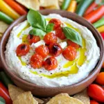- 1 cup crumbled feta cheese - 1 cup cherry tomatoes, halved - 2 tablespoons extra virgin olive oil, divided These main ingredients create the base for the dip. Feta cheese adds creaminess and a tangy flavor. Cherry tomatoes bring sweetness and a juicy bite. The extra virgin olive oil helps blend everything smoothly and adds richness. - 1 clove garlic, finely minced - 1 tablespoon honey - 1 teaspoon dried oregano Garlic gives the dip a bold taste. Honey adds a touch of sweetness to balance the salty feta. Dried oregano brings an earthy note, making the dip more complex and aromatic. - Salt and freshly ground pepper, to taste - Fresh basil leaves, for garnish - Pita chips or an assortment of fresh vegetables, for serving Season the dip with salt and pepper to enhance the flavors. Fresh basil leaves add a burst of color and fresh taste. Pita chips or fresh veggies make perfect dippers, adding crunch and freshness. 1. Preheating the oven First, set your oven to 400°F (200°C). This hot temperature helps the tomatoes roast well. 2. Preparing the tomatoes Take a baking sheet. Place 1 cup of halved cherry tomatoes on it. Add 1 tablespoon of olive oil, minced garlic, dried oregano, and a pinch of salt and pepper. Mix everything until the tomatoes are fully coated. Spread them out in a single layer. This ensures even cooking. 3. Timing and signs of doneness Slide the baking sheet into the preheated oven. Roast the tomatoes for about 15 to 20 minutes. You know they are done when they look blistered and caramelized. This brings out their sweet flavor. Once they are ready, take them out and let them cool for a bit. 4. Steps to achieve the perfect consistency Grab your food processor. Put in 1 cup of crumbled feta cheese, 1 tablespoon of honey, and the remaining tablespoon of olive oil. Blend all these together until smooth and creamy. 5. Adding in roasted tomatoes Carefully fold in the roasted tomatoes. Remember to save a few for the top. Pulse the processor a few times to keep some chunks. Taste your dip and adjust seasoning with salt or pepper if needed. 6. Final touches Spoon the whipped feta dip into a serving bowl. Arrange the reserved roasted tomatoes on top. Finish by sprinkling fresh basil leaves for color and aroma. This dip is a great addition to any gathering, served alongside pita chips or colorful veggies. To make this dip shine, start with seasoning. Always taste your dip before serving. If it needs more flavor, add salt or pepper. You can also add more honey for sweetness. When blending, use a food processor for a smooth texture. Pulse it a few times to keep some tomato chunks. This adds a nice bite and depth. For a beautiful spread, arrange the dip in a bowl. Place the reserved roasted tomatoes on top for color. Add fresh basil leaves around the dip for a nice touch. Serve with pita chips and fresh vegetables. Arrange them around the bowl for an eye-catching display. Prep your ingredients ahead of time. Chop tomatoes and garlic the night before. This makes cooking faster and easier. Use a good food processor to blend quickly and evenly. Clean as you go to keep your kitchen tidy. This way, you can focus on enjoying your dip! {{image_4}} You can switch up the cheese in this dip. Try goat cheese or cream cheese for a creamier taste. Both options work well and add new flavors. You can also add spices or herbs. A dash of smoked paprika gives a nice kick. Fresh herbs like thyme or rosemary can add depth too. For a vegan version, swap the feta for a dairy-free cheese. There are many good options made from nuts or soy. To make it low-sodium, use low-sodium feta or skip the added salt. You can also reduce the amount of salt in the roasted tomatoes. You can serve this dip with more than just pita chips. Try it with sliced cucumbers or carrot sticks. If you want something crunchy, tortilla chips are a great choice. For drinks, pair it with a light white wine or sparkling water. Both enhance the flavors and make the meal more fun. To keep your whipped feta roasted tomato dip fresh, store it in the fridge. Use an airtight container to prevent any odors from mixing. You can also cover a bowl with plastic wrap. This keeps the dip safe and tasty. When you want to enjoy leftovers, gently reheat the dip. Use a microwave-safe dish. Heat it in short bursts, around 15 seconds, stirring in between. This helps maintain the dip's smooth texture and great flavor. Avoid overheating it, as this can change the dip's creamy nature. You can store the dip in the fridge for up to four days. If you notice any changes in smell or texture, it’s best to discard it. Always check for freshness before serving. Yes, you can make this dip ahead of time. If you want the best flavor, I suggest making it no more than a day in advance. Store the dip in an airtight container in the fridge. This will help the flavors blend well. Before serving, let it sit at room temperature for about 30 minutes. This will bring back the creamy texture and enhance the taste. You have many tasty options for dipping. Here are some popular choices: - Pita chips - Fresh vegetable sticks (like carrots, cucumbers, and bell peppers) - Crostini or toasted baguette slices - Tortilla chips These dippers add great texture and flavor to your dip. They also make for a colorful platter. Feel free to add your own twist to the dip. Here are some fun ideas: - Mix in some chopped olives for a briny taste. - Add crushed red pepper for a spicy kick. - Swap feta for goat cheese or cream cheese for a different flavor. - Stir in fresh herbs like thyme or parsley for a fresh touch. These small changes can make the dip uniquely yours! In this article, we covered the key ingredients for Whipped Feta Roasted Tomato Dip. You learned about the main ingredients, their flavor enhancers, and how to season and garnish the dip right. I shared a simple step-by-step guide to prepare, roast, and blend everything into a smooth texture. We also discussed tips for flavor balance, presentation ideas, and time-saving tricks. Finally, I provided storage tips and answers to common questions. This dip is both easy to make and fun to share with others. Enjoy experimenting with your own twists!
