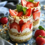 - 1 cup rolled oats - 1 ½ cups unsweetened almond milk (or your preferred milk) - 1 cup fresh strawberries, hulled and sliced - 2 tablespoons Greek yogurt (or dairy-free yogurt for a vegan option) - 1 tablespoon honey or maple syrup (adjustable based on your sweetness preference) - ½ teaspoon vanilla extract - ¼ teaspoon almond extract - 1 tablespoon chia seeds - Crushed graham crackers for topping (optional) - Fresh mint leaves for garnish (optional) To make the perfect strawberry shortcake overnight oats, you need just a few key items. First, rolled oats form the base. They soak up the almond milk, which keeps everything moist. I love using almond milk, but you can pick any milk you like. Next, fresh strawberries are a must. They add sweetness and flavor to each bite. You’ll want to slice them so they mix in well. Greek yogurt adds creaminess and protein. If you want a vegan option, use dairy-free yogurt. Sweetener is up to you; honey or maple syrup works great. Don’t forget some flavor! A little vanilla and almond extract make a big difference. For a fun twist, you can add optional toppings. Chia seeds boost nutrition, and crushed graham crackers add crunch. Fresh mint leaves brighten the dish and look lovely. Gather these ingredients, and you’re ready for a tasty breakfast! Start by mixing the rolled oats with almond milk and Greek yogurt. Add honey or maple syrup for sweetness. Include vanilla and almond extracts for extra flavor. Stir in chia seeds and a pinch of salt. Make sure everything blends well. Gently fold in the sliced strawberries. Remember to save some for later use as garnish. This adds a fresh touch when serving. Evenly distribute the mixture into two jars. Seal the jars tightly to keep the mix fresh. Place them in the fridge overnight. This soaking time helps the oats become soft and tasty. When you wake up, stir the oats well. Adjust the consistency by adding more milk if needed. Top with your reserved strawberry slices. Sprinkle crushed graham crackers for crunch. Add fresh mint leaves for a pop of color. Serve and enjoy the delightful flavors! - Make sure your oats are fully submerged in the almond milk. This helps them soften well. - If you want them creamier, soak them longer than four hours. Overnight is best. - To make this vegan, swap Greek yogurt for dairy-free yogurt. - Adjust the sweetness by using more or less honey or maple syrup. Tasting as you go is key! - You can serve the oats in cute mason jars for fun. - If you prefer, transfer them to bowls for a more classic look. - Top with reserved strawberries, crushed graham crackers, and mint leaves for color. {{image_4}} You can easily switch up the berries in your overnight oats. Instead of strawberries, try blueberries, raspberries, or blackberries. Each berry brings a unique taste. You can even mix berries for a fun twist. A blend of strawberries and blueberries adds color and flavor. This way, you create a fresh berry medley that excites the palate. Adding spices can change the whole vibe of your oats. A pinch of cinnamon or nutmeg can warm your dish. These spices give a cozy feel that pairs well with fruit. You can also add extracts like coconut or hazelnut. These flavors complement the oats and fruit, making each bite special. Playing with textures makes your oats even more fun. Try mixing in nut butters like almond or peanut. They add creaminess and richness. Adding seeds or nuts gives a satisfying crunch. Chia seeds or walnuts can provide a delightful contrast to the soft oats. Each variation brings a new experience to your breakfast! To keep your strawberry shortcake overnight oats fresh, store them in airtight containers. This helps maintain the flavor and texture. When placed in the refrigerator, they last up to five days. Just make sure to seal them well to avoid any odors from other foods. Can overnight oats be frozen? Yes, you can freeze overnight oats. They freeze well and can last up to three months. How to thaw and reheat? To thaw, place your oats in the fridge overnight. If you want to reheat, use the microwave. Add a splash of milk to keep them creamy. Ideas for using leftover oats: You can enjoy them cold or warm them up. Add nuts, seeds, or more fruit for variety. Recreating flavors for fresh servings: Mix in different fruits or sweeteners. You can also top them with yogurt or granola for added texture. Overnight oats can last up to five days in the fridge. This makes them great for meal prep. Just store them in airtight containers. These oats taste best within the first three days for freshness. You can use quick oats, but the texture will change. Quick oats absorb liquid faster. This may lead to a mushier result. If you prefer a heartier bite, stick to rolled oats. If you want a dairy-free option, use coconut yogurt or almond yogurt. You can also try silken tofu for a creamy texture. These substitutes work well and keep the oats tasty. Yes, you can use gluten-free rolled oats. Make sure the oats are certified gluten-free. This way, you enjoy the recipe without any gluten worries. Absolutely! Adding protein powder boosts nutrition. Mix a scoop into the base before refrigerating. This makes your breakfast even more filling and supports your health goals. You can create tasty overnight oats with simple steps. Start with rolled oats, almond milk, and strawberries. Customize with yogurt, sweeteners, and favorite flavors. Chill overnight for a hassle-free breakfast. Make it yours with toppings and variations. When you follow these tips, you'll enjoy healthy, easy meals. Don’t hesitate to explore substitutions and experiment with flavors. With these ideas, your oatmeal will be fun and satisfying. Try it today, and enjoy every delicious bite!