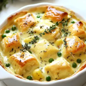 To make a delicious Creamy Chicken and Gnocchi Pot Pie, gather these key ingredients: - 1 lb boneless, skinless chicken breasts, cut into bite-sized pieces - 1 tablespoon olive oil - 1 medium onion, diced - 2 garlic cloves, minced - 2 carrots, diced - 2 celery stalks, diced - 1 teaspoon dried thyme - 1 teaspoon dried rosemary - 4 cups chicken broth - 1 cup heavy cream - 1 ½ cups store-bought gnocchi (fresh or frozen) - 2 cups frozen peas - Salt and pepper to taste - 1 cup frozen puff pastry (1 sheet), thawed - 1 egg, beaten (for egg wash) These ingredients come together to create a warm and tasty dish. The chicken gives you protein, while gnocchi adds a soft, pillowy texture. Fresh vegetables like onion, carrots, and celery bring color and crunch. Herbs like thyme and rosemary add depth and flavor. Chicken broth mixes with heavy cream to create a rich sauce. Finally, the puff pastry tops it all off, giving you that golden, flaky crust. Each bite is comforting and satisfying. Enjoy cooking this dish as much as you will enjoy eating it! {{ingredient_image_2}} Start by preheating your oven to 400°F (200°C). This step is key to getting your pot pie crispy and golden. Next, heat one tablespoon of olive oil in a large pot over medium heat. Add the diced onion, carrots, and celery. Sauté them for about 5-7 minutes. Cook until the vegetables soften and the onions turn translucent. Now, stir in two minced garlic cloves, one teaspoon of dried thyme, and one teaspoon of dried rosemary. Cook for another 1-2 minutes. The mix will smell amazing! Then, add one pound of diced chicken. Season with salt and pepper. Cook for about 5-7 minutes, stirring occasionally, until the chicken is no longer pink. Pour in four cups of chicken broth and bring it to a gentle boil. Lower the heat, then add one cup of heavy cream and one and a half cups of gnocchi. Let it simmer for about 5 minutes. This will make the gnocchi tender and thicken the sauce. Gently fold in two cups of frozen peas. Stir to combine everything well. Taste the mixture and adjust the seasoning with more salt and pepper if needed. Carefully move the creamy chicken and gnocchi mix into a baking dish. Spread it out evenly. This helps ensure every bite is filled with flavor. On a lightly floured surface, roll out your thawed puff pastry. Cut it to fit your baking dish, leaving a little overhang. Place this pastry over the filling. Press down the edges with a fork to seal. Brush the top of the pastry with one beaten egg. This will give your pot pie a beautiful golden color when baked. Place the baking dish in your preheated oven. Bake for 25-30 minutes until the pastry is golden brown and puffed up nicely. Once done, take the pot pie out of the oven. Let it sit for about 5 minutes before serving. This allows the filling to set and cool down a bit. Enjoy your warm and comforting dish! To make a rich and velvety sauce, focus on the balance of liquids. Start with chicken broth for depth. Then, add heavy cream to give it that creamy texture. I like to simmer it gently. This step helps the flavors meld well and thicken the sauce. Keep stirring as it cooks to prevent lumps. If it feels too thick, a splash of extra broth can help. Using store-bought puff pastry saves time and effort. To get a perfect crust, thaw it slowly in the fridge. Roll it out gently to fit your dish. Press the edges firmly to seal in the filling. Remember to cut slits on top for steam to escape. This will keep the pastry light and flaky. Lastly, brush it with beaten egg for that golden color. You can easily boost the flavor of your pot pie. Consider adding a splash of white wine when cooking the chicken. You can also try fresh herbs like parsley or basil. If you want some heat, a pinch of red pepper flakes works well too. Feel free to mix in some sautéed mushrooms or spinach for more texture. These additions make your dish even more delightful. Serve your pot pie straight from the baking dish for a warm, cozy vibe. For a touch of elegance, garnish each serving with fresh thyme sprigs. This not only looks beautiful but also adds a fresh aroma. If you want, you can sprinkle some freshly cracked pepper over the top. This little detail brings out the flavors and makes it more inviting. Pro Tips Use Fresh Herbs: Fresh thyme and rosemary can elevate the flavor profile of your pot pie, adding a burst of freshness that dried herbs may not provide. Customize Your Veggies: Feel free to add or substitute vegetables like bell peppers or mushrooms based on your preference or what you have on hand for a personal touch. Check Gnocchi Cooking Time: If using frozen gnocchi, follow the package instructions to ensure they are cooked perfectly and don’t turn mushy in the sauce. Let it Rest: Allow the pot pie to sit for a few minutes after baking; this helps the filling set and makes it easier to serve without spilling. {{image_4}} To make a vegetarian pot pie, skip the chicken. Use mushrooms or tofu for protein. These options add texture and flavor. Replace chicken broth with vegetable broth for a rich base. You can even add more herbs like basil or oregano for depth. Feel free to get creative with vegetables. You can use bell peppers, zucchini, or even green beans. Just chop them into small pieces to ensure even cooking. Mixing colors makes the dish more vibrant and appealing. Each vegetable adds a new layer of taste. If you prefer different proteins, consider turkey or chickpeas. Turkey works well and keeps the dish hearty. Chickpeas add a nice crunch and are great for plant-based diets. Make sure to adjust cooking times based on your choice to ensure everything cooks properly. For a low-carb version, swap gnocchi with cauliflower rice or zucchini noodles. These alternatives keep the dish light. You can also use almond flour for a low-carb crust. Just be mindful of the texture change, which can make it a bit different but still delicious. You can store leftovers in an airtight container. Let the pot pie cool completely before sealing it. It will stay fresh in the fridge for up to three days. Make sure to cover it well to keep it moist and tasty. To reheat, preheat your oven to 350°F (175°C). Place the pot pie in an oven-safe dish. Cover it with foil to keep it from getting too brown. Heat for about 20-25 minutes or until warm throughout. You can also reheat individual servings in the microwave. Just make sure to cover them to avoid drying out. If you want to freeze it, do so before baking. Wrap the assembled pot pie tightly in plastic wrap, then in foil. It can stay in the freezer for up to three months. When ready to bake, remove the wrapping and bake from frozen. It may take an extra 10-15 minutes to cook through. To make this recipe gluten-free, swap the puff pastry for a gluten-free version. Look for gluten-free gnocchi as well. You can find these in most grocery stores. Check the labels to ensure they are certified gluten-free. Yes, you can use fresh gnocchi! Fresh gnocchi cooks faster than frozen. Add it to the pot during the last few minutes of cooking. This way, it remains tender and doesn’t get mushy. You can store leftovers in an airtight container in the fridge for about three days. If you want to keep it longer, freeze it for up to three months. Just reheat it gently when you’re ready to eat. This pot pie is filling on its own, but you can add a simple side salad. A fresh green salad with a light vinaigrette pairs well. You can also serve crusty bread for dipping! You can prepare the filling a day in advance. Store it in the fridge before adding the pastry. When you’re ready to bake, just assemble and put it in the oven. This saves time on a busy day. For a flakier crust, keep your puff pastry cold. Avoid overworking it when rolling out. You can also brush the pastry with egg wash for a nice shine and extra crispiness. This recipe for Creamy Chicken and Gnocchi Pot Pie is both simple and delicious. We covered the key ingredients, step-by-step instructions, and helpful tips to ensure success. You learned about variations to fit your needs and how to store leftovers effectively. This dish is a warm meal for any day. Enjoy making it your own!