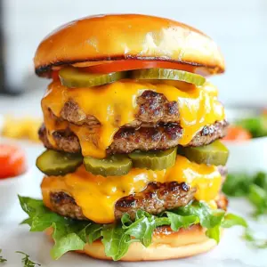 You need 1 pound of ground beef. I suggest using 80/20 beef. This mix keeps your burgers juicy. It has enough fat to give flavor, but not too much to make them greasy. For flavor, you will add a few key spices: - 1 teaspoon garlic powder - 1 teaspoon onion powder - 1 teaspoon smoked paprika - 1 teaspoon Worcestershire sauce - Salt and freshly ground black pepper to taste These spices add depth and a nice kick to the meat. The Worcestershire sauce adds umami, which makes the burgers taste even better. Mix these into the beef gently. Overmixing can make the burgers tough. Choose your favorite burger buns. You will need 4. Also, gather these toppings: - 4 slices of sharp cheddar cheese - Fresh lettuce leaves - Ripe tomato slices - Crisp pickles The cheese melts beautifully on the burger. The fresh toppings add crunch and freshness. The bun holds everything together. For a special touch, make a sauce by mixing: - 1/4 cup mayonnaise - 1 tablespoon ketchup - 1 teaspoon Dijon mustard - A dash of your favorite hot sauce This sauce brings everything to life, adding creaminess and flavor. Enjoy building your burger with these tasty ingredients! {{ingredient_image_2}} Start by grabbing a large mixing bowl. Add 1 pound of ground beef to the bowl. I like using 80/20 beef for juicy burgers. Next, sprinkle in 1 teaspoon each of garlic powder, onion powder, and smoked paprika. Pour in 1 teaspoon of Worcestershire sauce. Add salt and pepper to taste. Use your hands to mix gently. Be careful not to overwork the meat. This keeps the burgers tender and juicy. Now, divide the meat into four equal parts. Each part will be a burger patty. Shape each part into a round patty. Press a small indentation in the center of each patty. This step helps them cook evenly and keeps them from puffing up. Heat your grill or skillet over medium-high heat. Once hot, place the patties on the grill. Let them cook for about 3-4 minutes on one side. You want a nice sear before flipping them over. After flipping, put a slice of sharp cheddar cheese on each patty. Cook for another 3-4 minutes. Check that they reach your desired doneness. Use a meat thermometer if you have one. Aim for 135°F for medium-rare and 160°F for medium. While the burgers cook, toast the buns on the grill or in a pan until golden brown. Finally, assemble your burgers with sauce, lettuce, tomato, pickles, and the cheesy patty. Enjoy your juicy crack burgers! Use ground beef that is 80/20. This mix has enough fat for juicy burgers. The fat keeps the meat moist. It also gives great flavor. If you use lean beef, your burgers might dry out. Always look for fresh meat. Cook your burgers to the right temp. For medium-rare, aim for 135°F. For medium, aim for 160°F. Use a meat thermometer to check. This ensures safety and taste. Let the burgers rest for a few minutes after cooking. This helps the juices spread evenly. Don't overwork the meat when mixing. This can make your burgers tough. Shape the patties gently and make a small dent in the center. This helps them cook evenly. Also, flipping the burgers too soon can cause them to stick. Wait for a good sear before flipping. Pro Tips Use the Right Fat Content: Choosing ground beef with a fat content of 80/20 ensures your burgers are juicy and flavorful. The higher fat content helps keep the meat moist during cooking. Don't Overwork the Meat: When mixing the seasonings into the ground beef, be gentle. Overworking the meat can lead to tough burgers. Mix just until combined for that perfect bite. Create a Dimple: Make a slight indentation in the center of each patty before cooking. This helps the burgers cook evenly and prevents puffing, resulting in a more uniform shape. Toast Your Buns: Don't skip toasting the burger buns! It adds a delicious crunch and helps prevent the buns from becoming soggy when you add sauces and toppings. {{image_4}} You can switch up the cheese on your Juicy Crack Burgers. Try pepper jack for a spicy kick. Swiss cheese adds a creamy texture. If you love blue cheese, crumble some on top for bold flavor. Each cheese brings a unique taste, so feel free to experiment. Toppings can change your burger game. Instead of just lettuce, try arugula for a peppery bite. Add avocado slices for creaminess. Sautéed mushrooms bring a rich, savory touch. You can also use jalapeños for heat or coleslaw for crunch. Mix and match to find your favorite combo. The special sauce is key to flavor. You can add a teaspoon of garlic powder for more zest. A splash of BBQ sauce gives it a smoky twist. Want it sweeter? Stir in a bit of honey. Each tweak makes the sauce your own, so get creative! To keep your Juicy Crack Burgers fresh, store them in the fridge. Place any leftover burgers in an airtight container. Use them within three days for the best taste. If you have extra patties, wrap them well in plastic wrap or foil before placing them in the fridge. You can freeze these burgers to enjoy later. Wrap each uncooked patty in plastic wrap. Then, place them in a freezer bag. Be sure to label the bag with the date. Cooked burgers can also be frozen. Just let them cool completely first. They can last for up to three months in the freezer. To reheat, take the burgers out of the fridge or freezer. If they are frozen, allow them to thaw in the fridge overnight. For cooked burgers, warm them in a skillet over medium heat. Heat for about 5-6 minutes on each side until hot. If using the microwave, place the burger on a plate and cover it. Heat it for 30-60 seconds, checking often. Enjoy your juicy burgers warm and tasty! A burger is juicy when it has a good amount of fat. I recommend using ground beef with an 80/20 ratio. This means 80% lean meat and 20% fat. The fat melts as the burger cooks, keeping it moist. Adding seasonings like garlic powder and Worcestershire sauce also helps boost the flavor. Yes, you can make these burgers in the oven. Preheat your oven to 400°F. Place the patties on a baking sheet lined with parchment paper. Bake them for about 15 minutes, flipping halfway through. Add cheese on top during the last few minutes of baking. This ensures the cheese melts perfectly. To check if your burgers are done, use a meat thermometer. For a medium-rare burger, the center should reach 135°F. For medium, it should be 160°F. If you don’t have a thermometer, look for juices running clear. If the juices are pink, the burger needs more time. We covered the key ingredients for great burgers, from beef to toppings. I shared step-by-step instructions for mixing, shaping, and cooking. You learned tips to choose the right beef and avoid mistakes. We explored fun variations with cheese and sauces. Finally, I explained storage and reheating to keep your burgers fresh. Make these burgers your own! Enjoy the process and share them with others.