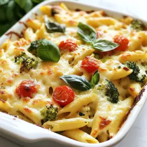 - 2 cups cooked pasta (penne or rotini) - 2 cups rotisserie chicken, shredded - 1 cup broccoli florets (fresh or frozen) - 1 cup cherry tomatoes, halved - 2 cups shredded mozzarella cheese - 1 cup ricotta cheese - 1/2 cup grated Parmesan cheese - 2 cups pasta sauce (marinara or alfredo) - 1 teaspoon garlic powder - 1 teaspoon dried oregano - Salt and pepper to taste - Fresh basil leaves for garnish You can switch the chicken for turkey or tofu for a different taste. Use gluten-free pasta if needed. For cheese, try vegan options to meet dietary needs. Each serving has about 450 calories. You get around 30 grams of protein, 45 grams of carbs, and 20 grams of fat. This dish is filling and packed with nutrients, making it a balanced meal option. {{ingredient_image_2}} 1. Preheating the oven: Start by preheating your oven to 375°F (190°C). This step is key to getting that perfect golden brown cheese topping. 2. Preparing broccoli: Use fresh broccoli? Steam it for 3-4 minutes until it's bright green. If you have frozen broccoli, just microwave it according to the package. Make sure to drain it well to avoid watery pasta. 3. Combining pasta, chicken, vegetables, and sauce: In a large bowl, mix your cooked pasta, shredded rotisserie chicken, steamed broccoli, and halved cherry tomatoes. Add in garlic powder, dried oregano, and your favorite pasta sauce. Stir gently until everything is coated. 4. Incorporating cheese and seasoning: Now, carefully fold in the ricotta cheese and half of the shredded mozzarella. This makes it creamy. Season with salt and pepper. Taste and adjust as needed. 5. Transferring to the baking dish and topping: Pour your pasta mix into a greased 9x13 inch baking dish. Spread it evenly for a nice bake. 6. Cooking time and visual cues for doneness: Top it with the rest of the mozzarella and grated Parmesan cheese. Bake for 25-30 minutes. Look for melted, bubbly cheese that’s golden brown. This means it’s ready! To make your Cheesy Chicken Pasta Bake creamy, pay close attention to cooking time. Bake it just until the cheese melts and bubbles. If you overbake, the dish may dry out. Choosing the right sauce is also key. Marinara gives a nice tomato flavor, while alfredo makes it rich and creamy. You can even mix both for a unique taste. Sometimes, you may face common baking problems. If your pasta bake turns out dry, try adding more sauce before baking. It keeps everything moist and tasty. Uneven baking can happen if your oven has hot spots. To fix this, rotate the dish halfway through cooking. This helps it bake evenly, ensuring every bite is perfect. To boost flavor, consider adding spices or fresh herbs. A sprinkle of Italian seasoning or fresh basil can elevate the taste. You can also mix in some red pepper flakes for a spicy kick. For a gourmet twist, try these toppings: crispy breadcrumbs, more cheese, or even sliced olives. These add texture and extra flavor, making your dish stand out. Pro Tips Use a Variety of Cheeses: Mixing different types of cheese, such as cheddar or gouda, can enhance the flavor and texture of the dish. Customize with Vegetables: Feel free to add other vegetables like spinach, bell peppers, or mushrooms for added nutrition and flavor. Make it Ahead: This dish can be assembled a day in advance. Just cover and refrigerate, then bake when ready to serve. Perfectly Golden Cheese: For an extra crispy top, broil the dish for the last 2-3 minutes of baking, watching closely to prevent burning. {{image_4}} You can change the protein in this dish to suit your taste. If you want a vegetarian version, use mushrooms or lentils instead of chicken. Both options add great flavor and texture. Mushrooms bring a meaty feel, while lentils give a nice bite. You can also try different types of chicken. Grilled chicken adds a smoky taste. Baked chicken gives a tender texture. Each choice brings a new twist to the dish. Pasta shapes can change the game in this recipe. While penne or rotini work well, you can use shells or fusilli. Each shape holds the sauce in a unique way. This makes every bite flavorful and fun. Making your own sauce is another great option. A homemade marinara or alfredo sauce can be fresh and tasty. This allows you to control the flavors and ingredients. Add herbs or spices to make it your own. Incorporating seasonal vegetables can brighten the dish. Try adding spinach in spring or zucchini in summer. These vegetables not only taste great but also add color and nutrition. For holiday-themed variations, consider adding roasted butternut squash in fall. During winter, kale or Brussels sprouts can give a hearty touch. These ideas help you enjoy this dish all year long. To keep your Cheesy Chicken Pasta Bake fresh, use a few smart tricks. First, let the dish cool to room temperature. Next, place leftovers in airtight containers. Glass or plastic containers work well. Make sure to seal them tightly. This keeps moisture in and air out, which helps prevent spoilage. You can store it in the fridge for up to three days. When it's time to enjoy your leftovers, you have two great options: the oven or the microwave. If you use the oven, preheat it to 350°F (175°C). Transfer the pasta bake to a baking dish and cover it with foil. This keeps the cheese from drying out. Heat for about 20 minutes or until warm. For the microwave, place a portion on a microwave-safe plate. Cover it with a damp paper towel. Heat for 2-3 minutes, checking halfway through. This method helps keep the pasta moist. Freezing is a fantastic way to save your Cheesy Chicken Pasta Bake for later. To do this, let it cool completely. Then, cut it into individual portions. Wrap each piece tightly in plastic wrap, then place them in a freezer-safe bag. Label the bag with the date. This way, you can enjoy them for up to three months. When you're ready to eat, thaw the pasta bake in the fridge overnight. Reheat in the oven or microwave as described above. This keeps the flavors intact, so your meal tastes just as good as the first time! Yes, you can prepare this dish ahead of time. To do this, follow these steps: - Cook the pasta and chicken as usual. - Combine all ingredients in a bowl, but do not bake yet. - Store the mixture in an airtight container in the fridge for up to 24 hours. - When ready to bake, pour it into a greased dish, add cheese, and bake as directed. This method saves time on busy nights. Just remember to let it sit at room temperature for 20 minutes before baking. Yes, you can easily make this recipe vegetarian. Here are some great substitutes: - Swap rotisserie chicken for cooked lentils or diced mushrooms. - Use plant-based pasta sauce instead of marinara or alfredo. - Add more veggies like zucchini or bell peppers for extra flavor. These changes keep the dish hearty and satisfying without the meat. Pair this dish with simple sides for a complete meal. Here are some good options: - A fresh garden salad with light dressing. - Garlic bread for a crunchy contrast. - Steamed or roasted vegetables like green beans or carrots. These sides complement the cheesy pasta bake nicely. The Cheesy Chicken Pasta Bake stays good in the fridge for about 3 to 4 days. Keep it in an airtight container to ensure freshness. When reheating, make sure it is heated all the way through to 165°F (74°C) for safe eating. We've covered everything you need for a tasty Cheesy Chicken Pasta Bake. From the simple list of ingredients to easy preparation steps, this dish shines in flavor and texture. You learned about substitutes and how to tackle common baking issues, ensuring success every time. Remember, you can get creative with seasonal ingredients and flavor boosts. Whether cooking for yourself or a crowd, this recipe can fit all. Enjoy cooking and make it your own!