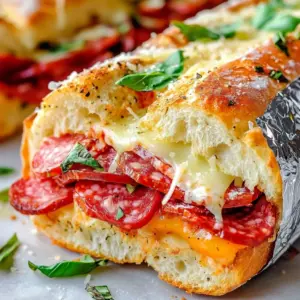 - 1 large hoagie or sub roll - 4 ounces sliced salami - 4 ounces sliced mortadella - 4 ounces sliced coppa or capicola - 4 ounces provolone cheese, sliced - 1/4 cup roasted red peppers, sliced - 1/4 cup fresh basil leaves - 1 tablespoon extra virgin olive oil - 1/2 teaspoon garlic powder - 1/2 teaspoon Italian seasoning blend - Salt and freshly ground black pepper to taste - 1/4 cup grated Parmesan cheese - Optional: hot pepper rings for a spicy kick To make a tasty Baked Italian Grinder Sandwich, you need fresh ingredients. The main show-stoppers are the meats and cheese. The salami, mortadella, and coppa bring rich flavors. Provolone cheese adds a creamy touch that melts perfectly. Next, the flavors kick in. Roasted red peppers give a sweet taste. Fresh basil leaves add a burst of green flavor. The olive oil, garlic powder, and Italian seasoning blend help tie everything together. Don’t forget to season with salt and black pepper. This helps to enhance the dish’s flavor. Finally, Parmesan cheese is a must for that cheesy topping. If you enjoy a spicy kick, hot pepper rings can add nice heat. With these ingredients, you’re set to make a sandwich that impresses everyone! {{ingredient_image_2}} - Preheat the oven to 350°F (175°C). - Slice the hoagie roll in half and place it cut-side up on a baking sheet. - In a bowl, mix olive oil, garlic powder, Italian seasoning, salt, and pepper. - Use a brush to coat the inside of both halves of the hoagie roll with the mix. - Start layering the meats: first, add salami, then mortadella, and finally, capicola. - On top of the meats, lay down slices of provolone cheese. - Add roasted red peppers and sprinkle fresh basil leaves for flavor. - If you want some heat, add optional hot pepper rings on top. - Close the sandwich by placing the top half of the roll over the fillings. - Sprinkle grated Parmesan cheese generously on top. - Wrap the whole sandwich in aluminum foil. Bake it in the oven for 15-20 minutes. This process will give you a warm, cheesy sandwich that is sure to impress! - Use fresh ingredients for the best flavor. Fresh meats and cheeses make a big difference. - Adjust seasoning to personal taste. If you love garlic, add more garlic powder. - Follow baking time closely for optimal texture. Bake too long, and the bread may get hard. - Pair with warm marinara sauce for dipping. It adds a nice touch of flavor. - Serve with a side salad or chips for a complete meal. A fresh salad balances the rich sandwich. Pro Tips Use Fresh Ingredients: Always opt for the freshest meats, cheeses, and herbs to elevate the flavor of your sandwich. Experiment with Cheese: Feel free to mix different types of cheese, such as mozzarella or mozzarella di bufala, for a unique twist. Toast for Extra Crunch: For an extra crispy texture, place the sandwich under the broiler for the last few minutes of baking. Customize Your Fillings: Don't hesitate to add your favorite veggies or spreads to personalize your sandwich to your taste. {{image_4}} You can change up your sandwich with different meats. Try using prosciutto for a saltier kick. Turkey also works well for a lighter option. If you want to switch the cheese, replace provolone with mozzarella or cheddar. Each swap gives a new taste and keeps it fun! To make this sandwich a bit healthier, opt for whole-grain rolls. They add fiber and flavor. You can also add extra veggies like spinach or bell peppers. These additions boost nutrition while keeping your meal tasty. Plus, they add nice colors to your sandwich! Store leftovers in an airtight container in the fridge for up to 2 days. Keeping the sandwich sealed helps maintain its taste and texture. If you want to keep it fresh, avoid leaving it out at room temperature. Reheat in the oven for best results. Set the oven to 350°F (175°C) and wrap the sandwich in foil. It will warm up evenly, and the cheese will melt just right. Use the microwave for a quicker option, though it may affect texture. The bread can become soft or chewy, which is not ideal. You can tell the sandwich is done when the bread is golden brown. The cheese should be melted and bubbly. If you press down lightly, it should feel warm and soft. Yes, you can prepare the sandwich ahead of time. Just assemble it and wrap it in foil. Store it in the fridge until you are ready to bake. If you don’t have hoagie rolls, use sub rolls or even baguettes. You could also try ciabatta bread for a nice crust. Just make sure they can hold the fillings well. You can freeze the sandwich before baking. Wrap it tightly in foil and store it in a freezer bag. When ready to eat, bake it from frozen. Just add a few extra minutes to the baking time. To make a vegetarian version, skip the meats. Add more roasted red peppers, olives, and grilled vegetables. You can also use a mix of your favorite cheeses for extra flavor. Absolutely! Feel free to add more spices or herbs to your taste. A little red pepper flakes can add heat, while fresh oregano can enhance the flavor. The sandwich pairs well with a side of warm marinara sauce for dipping. You can also serve it with a fresh salad or crunchy chips for a complete meal. This blog post walks you through making a delicious hoagie sandwich. You learned about the key ingredients, step-by-step instructions, and plenty of tips. Fresh meats, cheeses, and seasonings come together to create a great meal. I also showed you how to customize the sandwich with different flavors and ingredients. Finally, proper storage and reheating tips ensure you can enjoy your sandwich later. Now, grab your ingredients and get cooking! You’ll impress everyone with this tasty treat.