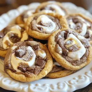 To make Chocolate Marshmallow Swirl Cookies, you need simple yet delightful ingredients. Here&rsquo;s the list: - 1 cup unsalted butter, softened - 1 cup granulated sugar - 1/2 cup packed brown sugar - 2 large eggs - 1 teaspoon pure vanilla extract - 2 cups all-purpose flour - 1/2 cup unsweetened cocoa powder - 1 teaspoon baking soda - 1/4 teaspoon salt - 1 cup semi-sweet chocolate chips - 1 cup mini marshmallows - 1/2 cup marshmallow fluff Each ingredient plays a key role in making these cookies taste amazing. The butter gives them a rich flavor. The sugars add sweetness and a soft texture. Eggs help bind everything together for a perfect cookie. Vanilla brings a warm aroma that makes your kitchen smell heavenly. Flour and cocoa powder form the base, creating a soft and chocolatey dough. Baking soda gives the cookies a nice rise while keeping them chewy. The chocolate chips add extra bursts of chocolatey goodness. Mini marshmallows and marshmallow fluff create that fun swirl and a gooey texture. Gather these ingredients before you start. Having everything ready makes baking easier and more fun! {{ingredient_image_2}} First, set your oven to 350&deg;F (175&deg;C). This step is key for even baking. Next, line two baking sheets with parchment paper. This makes cleanup easy and helps prevent sticking. In a large bowl, beat 1 cup of softened butter with 1 cup of granulated sugar and 1/2 cup of packed brown sugar. Use an electric mixer for about 3-4 minutes. You want it creamy and light, so keep mixing until you see a fluffy texture. Now, add 2 large eggs, one at a time. Mix well after each egg goes in. Then, pour in 1 teaspoon of pure vanilla extract. This adds a lovely flavor to your cookies. Grab another bowl and sift together 2 cups of all-purpose flour, 1/2 cup of unsweetened cocoa powder, 1 teaspoon of baking soda, and 1/4 teaspoon of salt. This helps the dry ingredients blend smoothly into the wet mix. Gradually add your dry mix to the wet mix. Use low speed on your mixer. Stop as soon as you see no dry flour. Overmixing can make your cookies tough, and we want them soft and chewy! With a spatula, gently fold in 1 cup of semi-sweet chocolate chips and 1 cup of mini marshmallows. Make sure they are evenly spread throughout the dough. This will give you sweet bites in every cookie. Using a spoon or cookie scoop, drop heaping tablespoonfuls of dough onto the baking sheets. Space them about 2 inches apart. Next, take 1/2 cup of swirlable marshmallow fluff and place small dollops on top of the dough mounds. Bake your cookies for 10-12 minutes. They are done when the edges look set and the tops are slightly cracked. They might seem soft, but they will firm up as they cool. Once baked, take the cookies out of the oven. Let them cool on the baking sheet for about 5 minutes. After that, move them to wire racks to cool completely. This ensures they stay soft and delicious! To get soft and chewy cookies, use room-temperature butter. Beat it well with the sugars. This helps incorporate air. Mix the dough gently when adding dry ingredients. Overmixing can lead to tough cookies. Bake just until the edges set; this keeps the center soft. Store cookies in an airtight container. This keeps them fresh for up to a week. For longer storage, freeze them. Place cooled cookies in a freezer bag. They can last up to three months in the freezer. Thaw at room temperature when ready to enjoy. Use a stand mixer for easy mixing. A rubber spatula helps fold in ingredients gently. Use a cookie scoop for even dough portions. Parchment paper on baking sheets makes cleanup simple. A toothpick is great for swirling the marshmallow fluff. Arrange cookies on a colorful platter for a fun display. Drizzle melted chocolate over the top for flair. You can also sprinkle powdered sugar for sweetness. Serve with cold milk for the perfect pairing. This adds to the fun and makes them irresistible! Pro Tips Use Room Temperature Ingredients: Ensure your butter and eggs are at room temperature for better incorporation and a smoother dough. Don&rsquo;t Overmix the Dough: Mix the dry ingredients into the wet just until combined to keep the cookies tender and chewy. Chill the Dough: For thicker cookies, consider chilling the dough for 30 minutes before baking to prevent excessive spreading. Experiment with Flavors: Feel free to add a pinch of cinnamon or espresso powder to the dough for an extra depth of flavor. {{image_4}} You can make these cookies your own! Here are some swaps: - Use coconut oil for butter if you want a dairy-free option. - Try brown sugar for the granulated sugar. It gives a richer flavor. - Swap all-purpose flour for almond flour for a gluten-free treat. - For a vegan cookie, replace eggs with flax eggs (1 tablespoon flaxseed meal + 2.5 tablespoons water). Want to change the flavor? Here are some ideas: - Add 1/2 cup of peanut butter for a nutty twist. - Mix in 1 teaspoon of cinnamon for a warm spice note. - Add orange zest for a bright, fresh flavor. - Incorporate some instant coffee granules for a mocha-style cookie. Top your cookies with fun extras: - Sprinkle chopped nuts like walnuts or pecans on top. - Add colorful candy pieces for a festive touch. - Use crushed graham crackers for a s'mores effect. - Drizzle melted chocolate over the cookies for extra sweetness. Feel free to mix and match these suggestions. Your cookies will be unique and tasty! To keep your Chocolate Marshmallow Swirl Cookies fresh, store them in an airtight container. Line the bottom with parchment paper to absorb moisture. This method helps maintain their soft texture. Keep the container at room temperature, away from direct sunlight. If you want to save some cookies for later, freezing is a great option. First, let the cookies cool completely. Then, place them in a single layer on a baking sheet. Freeze for about two hours until firm. After that, transfer them to a freezer bag. Make sure to squeeze out as much air as possible. They can last up to three months in the freezer. To enjoy your cookies warm, preheat your oven to 350&deg;F (175&deg;C). Place the cookies on a baking sheet and heat for about 5 minutes. This will bring back their soft and chewy texture. You can also use a microwave for quick reheating. Just warm each cookie for about 10-15 seconds. To make cookies chewy, use more brown sugar than white sugar. Brown sugar adds moisture. You can also chill the dough before baking. This helps prevent spreading. Bake them just until the edges are set. The centers should look soft. Avoid overbaking, as they will firm up while cooling. Yes, you can use any kind of chocolate you like. Dark chocolate, white chocolate, or milk chocolate work well. Each type will change the flavor and sweetness. If you want a richer taste, go for dark chocolate. For a sweeter option, try milk chocolate. Mix and match for fun flavors! You can use melted marshmallows instead of fluff. Just melt them gently in the microwave. Another option is to use mini marshmallows. You can add them directly without melting. Cream cheese mixed with powdered sugar also makes a good spread. This adds a nice twist to your cookies. These cookies stay fresh for about one week at room temperature. Store them in an airtight container. For longer storage, place them in the fridge. They can last up to two weeks there. You can also freeze them for up to three months. Just thaw before serving! This blog post covered all you need to make delicious cookies. We explored key ingredients, from butter to chocolate chips. I shared clear steps to help you bake perfectly every time. You learned tips for texture and storage, plus fun ways to change flavors. Now you're ready to impress everyone with your cookie skills. Bake, share, and enjoy every bite!