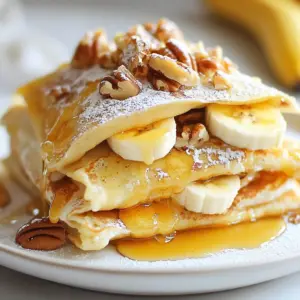 - 1 cup rolled oats (blended into flour) - 1 scoop vanilla protein powder - 2 large eggs - 1 cup almond milk (or any milk of your choice) - 1 tablespoon ground cinnamon - 1 tablespoon honey or maple syrup - 1 teaspoon vanilla extract - Pinch of salt These ingredients form the base of your crepes. Using rolled oats gives a hearty touch and adds nutrition. The protein powder helps to make your breakfast filling and satisfying. - 2 tablespoons cream cheese (softened at room temperature) - 1 tablespoon maple syrup - 1/2 teaspoon ground cinnamon This filling adds a creamy layer that enhances the cinnamon flavor. The cream cheese pairs well with the sweetness from maple syrup. - 1 large banana, sliced - 2 tablespoons chopped pecans (optional) - Extra maple syrup for drizzling Adding sliced bananas gives freshness and a nice texture. Chopped pecans add crunch, making every bite delightful. A drizzle of maple syrup ties everything together, making it a sweet treat. {{ingredient_image_2}} To make oat flour, take 1 cup of rolled oats. Place the oats in a blender. Blend them on high until they turn into a fine flour. This oat flour will be the base for your crepes. It is easy to make and keeps the crepes healthy. In a mixing bowl, add the oat flour, 1 scoop of vanilla protein powder, and 2 large eggs. Pour in 1 cup of almond milk. You can use any milk you like. Next, add 1 tablespoon of ground cinnamon, 1 tablespoon of honey or maple syrup, and 1 teaspoon of vanilla extract. Mix all these ingredients with a whisk until the batter is smooth. Let it rest for about 10 minutes. This resting time helps thicken the batter. Heat a non-stick skillet over medium heat. Once hot, pour about 1/4 cup of the crepe batter into the pan. Tilt the pan gently in a circular motion. This helps the batter coat the bottom evenly. Cook the crepe for 2-3 minutes. Look for the edges to lift and the bottom to turn golden-brown. Carefully flip the crepe and cook for another minute. Repeat this with the rest of the batter. Stack the cooked crepes on a plate. Take one crepe and spread a generous layer of the cream cheese filling on one half. Fold the crepe over to cover the filling. This creates a lovely pocket of flavor inside. Place the filled crepes on a serving plate. Top with sliced bananas and chopped pecans if you like. Drizzle extra maple syrup over the top for a sweet finish. Enjoy each delightful bite of your Cinnamon Roll Protein Crepes! To make the best crepes, start with a smooth batter. Ensure your oat flour is fine. Let the batter rest for about 10 minutes. This helps the crepes cook evenly. Use a non-stick skillet at medium heat. This keeps the crepes from sticking. Pour just enough batter to cover the pan. Tilt the pan gently to spread it out. Cook until the edges lift, then flip carefully. You can swap almond milk for any milk you like. Cow's milk or oat milk works great too. If you don't have protein powder, try using ground nuts. For a dairy-free option, use vegan cream cheese. Maple syrup can be replaced with agave nectar or honey. For fluffier crepes, beat your eggs well before mixing. This adds air to the batter. Cooking on low heat can help them rise a bit. Make sure your skillet is hot before adding the batter. This gives a nice golden color to your crepes. If you want to stack them, place parchment paper in between. This keeps them from sticking together while you cook. Pro Tips Use Fresh Ingredients: Always opt for fresh eggs and high-quality maple syrup for the best flavor in your crepes. Rest the Batter: Allowing the batter to rest for about 10 minutes helps to achieve a smoother consistency and better texture in the cooked crepes. Heat Control: Make sure your skillet is at the right temperature before adding the batter. If it’s too hot, the crepes will burn; too cool, and they won’t cook properly. Experiment with Fillings: Feel free to get creative with the fillings! Nut butters, fresh fruits, or yogurt can all be delicious alternatives to the cream cheese filling. {{image_4}} You can change the flavor of your crepes easily. Try adding cocoa powder for a chocolate twist. A few tablespoons of pumpkin puree can give a fall vibe. For a fruity taste, add mashed berries or pureed peaches to the batter. Adjust the sweetness with flavored syrup or sweetener. To make these crepes gluten-free, ensure your oats are certified gluten-free. Blend the oats as mentioned in the recipe. For a vegan option, swap the eggs with flaxseed meal. Mix 1 tablespoon of flaxseed with 2.5 tablespoons of water and let it sit until it thickens. Use plant-based cream cheese for the filling. You can get creative with fillings. Nut butters, like almond or peanut, add great flavor and protein. Swap cream cheese for Greek yogurt mixed with honey. For toppings, try fresh berries, chopped nuts, or shredded coconut. A sprinkle of cinnamon or a dash of vanilla can boost the taste even more. To keep your leftover crepes fresh, stack them neatly with parchment paper between each one. Place the stack in an airtight container. Store them in the fridge for up to three days. This method helps prevent them from sticking together and keeps them soft. When you're ready to enjoy your crepes again, heat a non-stick skillet over low heat. Place the crepe in the skillet and heat it for about 1-2 minutes on each side. You can also warm them in the microwave for about 15-20 seconds. Just be careful not to overheat them, or they may become tough. If you want to save crepes for later, freezing is a great option. Lay each crepe flat on a baking sheet and freeze them for about an hour. Once frozen, stack them with parchment paper and put them in a freezer bag. They can last up to two months in the freezer. When you want to eat them, just thaw in the fridge overnight and reheat as mentioned above. Yes, you can make these crepes ahead of time. Cooked crepes can be stored in the fridge for 2-3 days. Just stack them with parchment paper between each crepe to keep them from sticking. When ready to eat, simply reheat them in a skillet or microwave. If you don’t have almond milk, you can use any milk you like. Options include oat milk, soy milk, or regular cow's milk. Each will give a slightly different taste, but all work well in this recipe. To make the crepes sweeter, add more honey or maple syrup to the batter. For less sweetness, reduce the amount of sweetener. You can also skip the filling sweetener if you want a more savory taste. Absolutely! These crepes are perfect for meal prep. You can make a batch and store them in the fridge. Just reheat them for a quick breakfast or snack. Fill them right before serving for the best flavor. Yes, you can easily double or triple the batter. Just keep the same ratios for all ingredients. This way, you can enjoy more crepes without extra work! In this post, we explored how to make delicious cinnamon roll protein crepes. I shared the key ingredients, including oat flour and tasty fillings. You learned step-by-step instructions, from making the batter to cooking the crepes. We covered helpful tips for perfect texture and flavor variations to suit your needs. With proper storage methods, you can enjoy these crepes later too. Now, you're ready to impress with this fun recipe. Enjoy making and tasting these crepes!