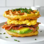 - 1 cup shredded mozzarella cheese - 1 large egg - 2 tablespoons almond flour - 1/4 teaspoon baking powder - Pinch of salt - 2 eggs (for filling) - 1/4 avocado, sliced - 2 slices of cooked turkey bacon (or any preferred filling) - Fresh herbs (such as chives or parsley), for garnish To create the Keto Chaffle Breakfast Sandwich, you need a few simple ingredients. First, the main ingredients are key to the chaffle base. You will use shredded mozzarella cheese, large eggs, almond flour, baking powder, and a pinch of salt. These items work together to give your chaffle its unique texture. Next, the filling ingredients add flavor and nutrition. For the filling, grab two eggs to scramble. You can also slice up a quarter of an avocado for creaminess. Cooked turkey bacon adds a nice protein boost, but feel free to swap it for any filling you like. Fresh herbs for garnish bring a pop of color and flavor to your sandwich. Using these ingredients, you can whip up a tasty and healthy breakfast that fits perfectly into your keto plan. {{ingredient_image_2}} Connect your waffle maker and set it to preheat. This step is key for perfect chaffles. A hot surface helps your chaffles cook evenly and get that nice crunch. In a medium bowl, mix the following ingredients well: - 1 cup shredded mozzarella cheese - 1 large egg - 2 tablespoons almond flour - 1/4 teaspoon baking powder - Pinch of salt Stir until you have a smooth batter. This will be the base for your chaffles. Spray the waffle maker lightly with cooking spray if needed. Pour half the batter into the center. Close the lid and cook for 3 to 5 minutes. Look for a golden brown color. Carefully lift out the chaffle. Repeat with the rest of the batter for the second chaffle. While chaffles cook, grab a small non-stick pan. Heat it over medium heat. Crack 2 eggs into the pan. Scramble them until cooked through. You want them fluffy and light. Once done, take them off the heat. On a plate, place one cooked chaffle. Add the scrambled eggs on top. Layer sliced avocado and turkey bacon next. Finally, cap it with the second chaffle. This stacking gives you layers of flavor. To finish, sprinkle fresh herbs like chives or parsley on top. This adds a nice touch and bright flavor. Serve warm for the best taste and enjoy your delicious Keto Chaffle Breakfast Sandwich! To get your chaffles just right, focus on two things: crispiness and fluffiness. Start with a hot waffle maker. Preheating it helps create a nice crispy outer layer. When mixing the batter, ensure you blend the mozzarella and egg well. This adds moisture and helps with fluffiness. If you want extra crisp, use a little cooking spray on the waffle maker before pouring in the batter. Cook each chaffle for about 3-5 minutes. Keep an eye on them, and pull them out once they're golden brown. This method gives you the best results. You can change up the filling based on what you like. For protein, scrambled eggs work well, but you can also try cooked sausage or ham. Turkey bacon adds a nice crunch, too. Don’t forget about toppings! Sliced avocado adds creaminess. You can also include cheese or fresh herbs for extra flavor. The options are endless, so feel free to mix and match based on your cravings. Make your chaffles unique by adjusting the flavors. Want a cheesy kick? Add more mozzarella to the batter. Trying to spice things up? A pinch of garlic powder or onion powder can do wonders. If you enjoy a bit of sweetness, consider adding a touch of cinnamon or vanilla extract. You can also swap almond flour for coconut flour if you prefer. Just remember, these changes can alter the texture, so experiment to find what you love best! Pro Tips Use Fresh Ingredients: Always opt for fresh eggs and ripe avocados to enhance the flavor and texture of your sandwich. Customize Your Fillings: Feel free to swap out turkey bacon for other proteins like ham, sausage, or even sautéed vegetables for a vegetarian option. Don’t Overcook the Chaffles: Keep an eye on the cooking time to prevent your chaffles from becoming too dark or dry; they should be crispy on the outside yet soft on the inside. Experiment with Cheese: While mozzarella works great, trying other cheeses like cheddar or pepper jack can add a delicious twist to the flavor profile of your chaffles. {{image_4}} You can add leafy greens to your chaffle sandwich. Spinach works well and adds nutrients. Just sauté a handful of spinach in a pan until it wilts. Mix it into your scrambled eggs. This adds color and flavor. Plus, it keeps your meal low in carbs. Using breakfast sausage gives your chaffle a new taste. Cook your sausage in a pan until it’s brown and crispy. After cooking, chop it into small pieces. Add this to your chaffle filling. You can mix it with the eggs or layer it on top. This adds a hearty flavor to your breakfast. Want a sweet twist? Try adding berries and cream cheese. Spread a layer of cream cheese on one chaffle. Top it with fresh berries like strawberries or blueberries. This makes a lovely breakfast or snack. It’s easy to make and tastes delicious. You can even drizzle a bit of sugar-free syrup on top for extra sweetness. To keep your chaffles fresh, store them in an airtight container. Place parchment paper between layers to avoid sticking. They stay good for about three days in the fridge. If you want them to last longer, freeze them. Wrap each chaffle in plastic wrap, then put them in a freezer-safe bag. They can last up to a month in the freezer. Reheating chaffles can be tricky if you want to keep them crispy. The best way is to use your toaster or an oven. Set the oven to 375°F (190°C) and bake for about 5-7 minutes. This method keeps them nice and crunchy. You can also use an air fryer for about 3-4 minutes. Avoid the microwave, as it will make them soggy. To keep your egg and bacon filling safe, store them in a separate container. Use a sealed container to keep moisture out. The filling can stay fresh in the fridge for about two days. If you want to freeze it, store it in a freezer-safe bag. Just be sure to thaw it in the fridge before reheating. This way, you keep your sandwich tasty and safe! A chaffle is a mix of cheese and egg. It cooks in a waffle maker. This creates a crispy, low-carb treat. You can use chaffles as bread for sandwiches. They work great for breakfast or lunch. Chaffles are light, tasty, and easy to make. Yes, you can prepare chaffles ahead of time. Just make them and let them cool. Place them in an airtight container. Store them in the fridge for up to four days. You can also freeze them for longer storage. Just remember to separate them with parchment paper. Chaffles are perfect for meal prep. Store them in the fridge or freezer. To reheat, use a toaster oven or a skillet. This keeps them crispy. Avoid using a microwave, as it can make them soggy. Having chaffles ready makes your mornings easier. You can change the chaffle batter for different flavors. Add spices like garlic powder or onion powder. Try using different cheeses such as cheddar or pepper jack. You can also mix in herbs like basil or oregano. These changes add fun flavors and textures to your chaffles. In this article, we explored how to make chaffle sandwiches using simple ingredients. You learned the key components, step-by-step cooking methods, and tips for perfecting your chaffles. We also discussed variations and storage options. Chaffles are not just versatile but also fun to customize. With a little creativity, you can make these sandwiches fit your taste and lifestyle. Enjoy experimenting with flavors and textures, and don't forget to share your tasty results!