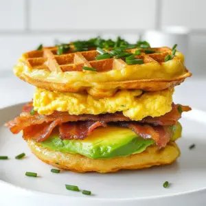 - 1 cup shredded mozzarella cheese - 1 large egg - 2 tablespoons almond flour - 1/4 teaspoon baking powder - Pinch of salt - 2 eggs (for filling) - 1/4 avocado, sliced - 2 slices of cooked turkey bacon (or any preferred filling) - Fresh herbs (such as chives or parsley), for garnish To create the Keto Chaffle Breakfast Sandwich, you need a few simple ingredients. First, the main ingredients are key to the chaffle base. You will use shredded mozzarella cheese, large eggs, almond flour, baking powder, and a pinch of salt. These items work together to give your chaffle its unique texture. Next, the filling ingredients add flavor and nutrition. For the filling, grab two eggs to scramble. You can also slice up a quarter of an avocado for creaminess. Cooked turkey bacon adds a nice protein boost, but feel free to swap it for any filling you like. Fresh herbs for garnish bring a pop of color and flavor to your sandwich. Using these ingredients, you can whip up a tasty and healthy breakfast that fits perfectly into your keto plan. {{ingredient_image_2}} Connect your waffle maker and set it to preheat. This step is key for perfect chaffles. A hot surface helps your chaffles cook evenly and get that nice crunch. In a medium bowl, mix the following ingredients well: - 1 cup shredded mozzarella cheese - 1 large egg - 2 tablespoons almond flour - 1/4 teaspoon baking powder - Pinch of salt Stir until you have a smooth batter. This will be the base for your chaffles. Spray the waffle maker lightly with cooking spray if needed. Pour half the batter into the center. Close the lid and cook for 3 to 5 minutes. Look for a golden brown color. Carefully lift out the chaffle. Repeat with the rest of the batter for the second chaffle. While chaffles cook, grab a small non-stick pan. Heat it over medium heat. Crack 2 eggs into the pan. Scramble them until cooked through. You want them fluffy and light. Once done, take them off the heat. On a plate, place one cooked chaffle. Add the scrambled eggs on top. Layer sliced avocado and turkey bacon next. Finally, cap it with the second chaffle. This stacking gives you layers of flavor. To finish, sprinkle fresh herbs like chives or parsley on top. This adds a nice touch and bright flavor. Serve warm for the best taste and enjoy your delicious Keto Chaffle Breakfast Sandwich! To get your chaffles just right, focus on two things: crispiness and fluffiness. Start with a hot waffle maker. Preheating it helps create a nice crispy outer layer. When mixing the batter, ensure you blend the mozzarella and egg well. This adds moisture and helps with fluffiness. If you want extra crisp, use a little cooking spray on the waffle maker before pouring in the batter. Cook each chaffle for about 3-5 minutes. Keep an eye on them, and pull them out once they're golden brown. This method gives you the best results. You can change up the filling based on what you like. For protein, scrambled eggs work well, but you can also try cooked sausage or ham. Turkey bacon adds a nice crunch, too. Don’t forget about toppings! Sliced avocado adds creaminess. You can also include cheese or fresh herbs for extra flavor. The options are endless, so feel free to mix and match based on your cravings. Make your chaffles unique by adjusting the flavors. Want a cheesy kick? Add more mozzarella to the batter. Trying to spice things up? A pinch of garlic powder or onion powder can do wonders. If you enjoy a bit of sweetness, consider adding a touch of cinnamon or vanilla extract. You can also swap almond flour for coconut flour if you prefer. Just remember, these changes can alter the texture, so experiment to find what you love best! Pro Tips Use Fresh Ingredients: Always opt for fresh eggs and ripe avocados to enhance the flavor and texture of your sandwich. Customize Your Fillings: Feel free to swap out turkey bacon for other proteins like ham, sausage, or even sautéed vegetables for a vegetarian option. Don’t Overcook the Chaffles: Keep an eye on the cooking time to prevent your chaffles from becoming too dark or dry; they should be crispy on the outside yet soft on the inside. Experiment with Cheese: While mozzarella works great, trying other cheeses like cheddar or pepper jack can add a delicious twist to the flavor profile of your chaffles. {{image_4}} You can add leafy greens to your chaffle sandwich. Spinach works well and adds nutrients. Just sauté a handful of spinach in a pan until it wilts. Mix it into your scrambled eggs. This adds color and flavor. Plus, it keeps your meal low in carbs. Using breakfast sausage gives your chaffle a new taste. Cook your sausage in a pan until it’s brown and crispy. After cooking, chop it into small pieces. Add this to your chaffle filling. You can mix it with the eggs or layer it on top. This adds a hearty flavor to your breakfast. Want a sweet twist? Try adding berries and cream cheese. Spread a layer of cream cheese on one chaffle. Top it with fresh berries like strawberries or blueberries. This makes a lovely breakfast or snack. It’s easy to make and tastes delicious. You can even drizzle a bit of sugar-free syrup on top for extra sweetness. To keep your chaffles fresh, store them in an airtight container. Place parchment paper between layers to avoid sticking. They stay good for about three days in the fridge. If you want them to last longer, freeze them. Wrap each chaffle in plastic wrap, then put them in a freezer-safe bag. They can last up to a month in the freezer. Reheating chaffles can be tricky if you want to keep them crispy. The best way is to use your toaster or an oven. Set the oven to 375°F (190°C) and bake for about 5-7 minutes. This method keeps them nice and crunchy. You can also use an air fryer for about 3-4 minutes. Avoid the microwave, as it will make them soggy. To keep your egg and bacon filling safe, store them in a separate container. Use a sealed container to keep moisture out. The filling can stay fresh in the fridge for about two days. If you want to freeze it, store it in a freezer-safe bag. Just be sure to thaw it in the fridge before reheating. This way, you keep your sandwich tasty and safe! A chaffle is a mix of cheese and egg. It cooks in a waffle maker. This creates a crispy, low-carb treat. You can use chaffles as bread for sandwiches. They work great for breakfast or lunch. Chaffles are light, tasty, and easy to make. Yes, you can prepare chaffles ahead of time. Just make them and let them cool. Place them in an airtight container. Store them in the fridge for up to four days. You can also freeze them for longer storage. Just remember to separate them with parchment paper. Chaffles are perfect for meal prep. Store them in the fridge or freezer. To reheat, use a toaster oven or a skillet. This keeps them crispy. Avoid using a microwave, as it can make them soggy. Having chaffles ready makes your mornings easier. You can change the chaffle batter for different flavors. Add spices like garlic powder or onion powder. Try using different cheeses such as cheddar or pepper jack. You can also mix in herbs like basil or oregano. These changes add fun flavors and textures to your chaffles. In this article, we explored how to make chaffle sandwiches using simple ingredients. You learned the key components, step-by-step cooking methods, and tips for perfecting your chaffles. We also discussed variations and storage options. Chaffles are not just versatile but also fun to customize. With a little creativity, you can make these sandwiches fit your taste and lifestyle. Enjoy experimenting with flavors and textures, and don't forget to share your tasty results!