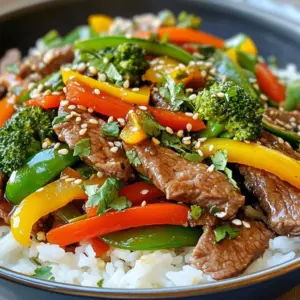 - 1 pound flank steak, thinly sliced against the grain - 1 red bell pepper, thinly sliced - 1 yellow bell pepper, thinly sliced - 1 cup snap peas, trimmed and strings removed - 1 cup broccoli florets, bite-sized - 1 medium carrot, peeled and julienned - 3 green onions, chopped (whites and greens separated) - 2 tablespoons soy sauce - 1 tablespoon oyster sauce - 1 tablespoon sesame oil - 2 garlic cloves, minced - 1 teaspoon fresh ginger, grated - Cooked jasmine rice or noodles, for serving - Garnishes like sesame seeds and fresh cilantro When you make Minute Beef & Veggie Stir Fry, the choice of ingredients matters. First, you want flank steak. This cut is tender and flavorful. Slicing it against the grain keeps it juicy. Next, fresh vegetables add color and crunch. I use red and yellow bell peppers, snap peas, broccoli, and carrots. They cook quickly and stay crisp. The marinade is key too. Soy sauce brings saltiness. Oyster sauce adds depth. Sesame oil gives a nutty aroma. Garlic and ginger add a nice kick. Let the beef soak in these flavors for at least 15 minutes. For serving, jasmine rice or noodles work best. They soak up the sauce. Don't forget garnishes! A sprinkle of sesame seeds and fresh cilantro makes it pop. Enjoy making this dish! {{ingredient_image_2}} - In a medium bowl, mix 1 pound of flank steak with: - 2 tablespoons soy sauce - 1 tablespoon oyster sauce - 1 tablespoon sesame oil - 2 minced garlic cloves - 1 teaspoon grated ginger - Stir well to coat the beef evenly. - Let the beef marinate for at least 15 minutes. This step helps the meat absorb all those tasty flavors. - In a large skillet, heat 2 tablespoons of vegetable oil over high heat. - Once hot, add the marinated beef in a single layer. - Sear the beef for 2-3 minutes without moving it. This helps create a nice brown crust. - After browning, remove the beef and set it aside on a plate. - In the same skillet, add the remaining oil. - Toss in: - 1 sliced red bell pepper - 1 sliced yellow bell pepper - 1 cup snap peas - 1 cup broccoli florets - 1 julienned carrot - Stir-fry for about 4-5 minutes. Keep the vegetables bright and crisp. - Return the beef to the skillet with the cooked vegetables. - Stir everything together to combine. - Cook for an additional 2 minutes. This allows the flavors to meld beautifully. - Remove the skillet from heat and add: - 3 chopped green onions (whites and greens separated) - Toss everything for a final mix. - Serve hot over cooked jasmine rice or noodles. - Garnish with sesame seeds and fresh cilantro for a pop of color and flavor. To boost flavor, try adding spices like black pepper or red pepper flakes. You can also mix in a splash of hoisin or chili sauce for extra zest. When marinating, use a good balance of soy sauce and sesame oil. Let the beef soak in the marinade for at least 15 minutes. This lets the flavors seep in, making the beef richer and more tasty. High heat is key for a great stir-fry. It cooks meat quick and keeps veggies crisp. Use a large skillet or wok for even heat. When you add the beef, do not stir too much. Let it sear for 2-3 minutes. This forms a nice crust and keeps juices in. After, toss in the veggies and stir-fry for about 4-5 minutes. Keep them moving to ensure they stay bright and crunchy. For a stunning plate, start with a base of jasmine rice or noodles. Pile the stir-fry on top for a colorful look. To finish, drizzle with a bit of sesame oil and sprinkle sesame seeds. Fresh cilantro adds a nice touch too. These simple steps make your dish look as good as it tastes, making dinner feel special. Pro Tips Marinate Longer for Flavor: If time allows, marinate the beef for up to 2 hours. This will deepen the flavors and tenderness of the meat. High Heat is Key: Make sure your skillet or wok is hot enough before adding the beef. This ensures a good sear and prevents steaming. Veggie Crunch: Avoid overcooking your vegetables. They should be crisp-tender to retain their vibrant colors and nutrients. Garnish for Freshness: Adding fresh cilantro and a sprinkle of sesame seeds right before serving enhances the dish's flavor and visual appeal. {{image_4}} If you want to switch things up, try using chicken or tofu. Chicken breast works well when sliced thin. It cooks fast and stays juicy. For a plant-based option, tofu is great. Use firm tofu, and press it to remove water. This helps it absorb flavors better. Feel free to swap in seasonal or frozen vegetables. Fresh veggies add crunch and color. Bell peppers come in many colors. Try using green, orange, or even purple for a fun twist. Frozen options are also good. They save time and still taste great. You can change the sauce to suit your taste. Adding hoisin sauce gives a sweet kick. If you like heat, try chili sauce. Adjust the saltiness and sweetness by adding more soy sauce or sugar. Experiment until you find the perfect balance for you. To keep your beef and veggie stir fry fresh, use airtight containers. Glass containers work best. They help keep flavors intact and make reheating easy. Let the stir fry cool before sealing it. This avoids moisture buildup, which can make it soggy. Store leftovers in the fridge. They stay good for up to three days. When reheating stir fry, use a skillet or pan. Heat it on medium until warm. This ensures even heating. Stir often to keep the veggies crisp. You can also use a microwave, but be careful. Heat in short bursts and stir in between. This helps the veggies stay bright and crunchy. If you want to freeze your stir fry, portion it out first. Use freezer-safe containers or bags. Label them with the date. This makes it easy to track freshness. When ready to eat, thaw in the fridge overnight. Reheat it in a pan for the best texture. Freezing can change some veggies, but proper steps help keep flavors strong. Marinate the beef for at least 15 minutes. This time lets the flavors soak in well. If you have more time, you can marinate for up to 2 hours. The longer marination adds even more taste. Yes, you can use frozen vegetables. They are quick and easy. To use them, thaw them first and pat dry. This step helps avoid excess water in your stir fry. Cook them for a shorter time, about 3-4 minutes, to keep them crunchy. You can try different sauces like hoisin or teriyaki. Each sauce gives a new taste. You can also mix in chili sauce for heat. Adjust the amount based on your taste preference. This recipe works great for meal prep. You can cook it ahead and store it. Keep the stir fry in airtight containers in the fridge. It stays fresh for 3-4 days. You can reheat it quickly for a tasty meal later. Stir-frying is easy and fun. You learned about key ingredients like flank steak and fresh veggies. The marinade adds depth with soy sauce, oyster sauce, and spices. High heat gives your dish that perfect texture. Don’t forget to try different proteins and veggies for variety. Store leftovers properly to enjoy later. Overall, this dish is great for meal prep and family dinners. With these tips, you can create delicious meals every time. Enjoy your cooking journey!