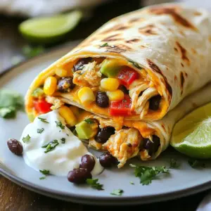 - 2 cups cooked chicken, shredded - 1 cup black beans, rinsed and drained - 1 cup corn kernels, fresh or frozen - 1 red bell pepper, diced - 1 ripe avocado, sliced - 1 cup shredded cheddar cheese - 1/2 cup Greek yogurt (or sour cream) - 2 tablespoons fresh lime juice - 1 tablespoon taco seasoning - 4 large whole wheat tortillas - Salt and pepper, to taste - Fresh cilantro, chopped, for garnish (optional) You need a mix of fresh and hearty ingredients to make these wraps shine. Start with cooked chicken. I prefer using shredded chicken for better texture. Black beans add protein and fiber. Corn brings a sweet crunch, while the red bell pepper adds color and zest. Don’t forget the avocado. It gives creaminess that balances the wrap. For the cheese, I use shredded cheddar. It melts well and adds flavor. Greek yogurt, or sour cream, acts as a smooth base. Lime juice adds tang, and taco seasoning gives that Southwest kick. Whole wheat tortillas wrap everything up nicely. Finish with salt, pepper, and fresh cilantro for extra flavor. With these ingredients, you’ll create a meal that is both easy and full of flavor. Each bite feels like a fiesta, making it perfect for lunch or dinner. {{ingredient_image_2}} To start, get a large mixing bowl. Add 2 cups of shredded chicken, 1 cup of black beans, 1 cup of corn, and 1 diced red bell pepper. Mix these ingredients well. This blend gives a great taste and texture. Next, sprinkle in 1 tablespoon of taco seasoning and pour in 2 tablespoons of fresh lime juice. This will add a zesty kick. Stir gently until everything is coated well. Now, grab your whole wheat tortillas. Lay them flat on a clean surface. Take about 1/2 cup of Greek yogurt or sour cream and spread it on each tortilla. Leave about an inch around the edges. This helps keep the filling in. Next, take your chicken mixture and evenly distribute it in the center of each tortilla. Add slices of ripe avocado on top. Finally, sprinkle a good amount of shredded cheddar cheese over the filling. Before cooking, preheat a large skillet over medium heat. Once it’s hot, place the wraps seam-side down in the pan. Cook each wrap for about 2 to 3 minutes on each side. You want them to be golden brown and the cheese to melt. After cooking, remove the wraps from the pan. Let them rest for a minute to keep the filling inside. Slice each wrap in half diagonally, and if you like, garnish with fresh cilantro. Enjoy your tasty Southwest chicken wraps! How do you avoid overfilling? To keep your wraps neat, don’t pile on too much filling. I suggest using about 1 cup of the chicken mixture per tortilla. This allows room for folding. How can you ensure even cooking? Preheat your skillet on medium heat before you add the wraps. This helps them cook evenly. When you place them seam-side down, they hold together better. What are some suggestions for seasoning variations? You can switch up flavors by adding spices like cumin or smoked paprika. Try adding hot sauce for more heat or fresh herbs for a burst of flavor. What dips and sauces pair well? I love serving these wraps with Greek yogurt or sour cream. A zesty salsa or guacamole also works great. For something different, try a cilantro-lime dressing on the side. Pro Tips Use Rotisserie Chicken: For a quick and easy option, consider using store-bought rotisserie chicken. It saves time and adds great flavor. Customize Your Heat: Adjust the spice level by adding diced jalapeños or using a spicier taco seasoning to suit your taste. Fresh Ingredients Matter: Using fresh corn instead of canned can enhance the flavor and texture of your wraps. Grill for Extra Flavor: For added smokiness, try grilling the wraps instead of pan-frying them. This will give a delightful char and enhance the flavor. {{image_4}} You can switch up the protein in your Southwest chicken wraps. Try using turkey or tofu instead of chicken. These swaps can change the flavor and texture while keeping the wraps tasty and satisfying. If you want a vegetarian option, use black beans or chickpeas as the main protein. They provide protein and add a hearty bite. Another fun swap is to add roasted vegetables. They can bring a nice depth of flavor. Zucchini, mushrooms, or even butternut squash work well. These options keep your wraps fresh and interesting. When it comes to tortillas, you have great choices. If you need gluten-free options, look for rice or corn tortillas. They hold the filling well and taste great. You can also try flavored or colored tortillas. Spinach or tomato tortillas can add a fun twist. They make your wraps look more vibrant and appealing. Plus, they can add a subtle flavor that enhances the whole dish. Experiment with these swaps and options to create your perfect Southwest chicken wrap. To keep your Southwest Chicken Wraps fresh, follow these steps: - Refrigeration: Store leftover wraps in an airtight container. They stay good for up to three days. If you have the filling left over, you can store it separately. This helps keep the tortillas from getting soggy. - Freezing: If you want to save wraps for later, wrap each one tightly in plastic wrap. Place them in a freezer-safe bag. They can stay frozen for up to three months. When you’re ready to eat, thaw them in the fridge overnight. Reheating wraps can be tricky. You want to keep them crispy and warm. Here are some methods: - Skillet: Heat a skillet over medium heat. Place the wrap in the skillet and cook for about two to three minutes on each side. This helps revive the crispness. - Oven: Preheat the oven to 350°F (175°C). Wrap the chicken wrap in foil and place it on a baking sheet. Heat for about 10-15 minutes or until warm. - Microwave: If you’re short on time, use the microwave. Place the wrap on a microwave-safe plate. Cover it with a damp paper towel. Heat for about 30 seconds to one minute. This keeps the filling warm, but the wrap may get soft. You can prepare the ingredients a day in advance. Cook and shred the chicken. Mix it with black beans, corn, red bell pepper, taco seasoning, lime juice, salt, and pepper in a bowl. Store this filling in the fridge. Keep the tortillas, Greek yogurt, and cheese separate until you are ready to assemble. When you are ready to serve, just spread the yogurt on the tortillas, add the filling, and top with cheese. This way, the wraps stay fresh and tasty. These wraps pair well with many sides. Some great ideas include: - Mexican rice: A flavorful accompaniment. - Chips and salsa: Crunchy and delicious. - Fresh salad: Light and crisp with a tangy dressing. For drinks, you can serve: - Lemonade: A refreshing choice. - Iced tea: A nice balance with flavor. - Beer: A classic pairing with wraps. Yes, you can easily adjust the heat. If you like it mild, use less taco seasoning. You can also add a dollop of Greek yogurt to tone down the spice. For more heat, try adding chopped jalapeños or a pinch of cayenne pepper to the filling. You control the spice! To wrap it all up, I've shared how to make simple, flavorful Southwest Chicken Wraps. You learned about key ingredients like cooked chicken and black beans. The wrap gets even better with fresh toppings and spices. I also covered tips to perfect your wraps and suggested tasty variations. Feel free to experiment with ingredients and make these wraps your own. Cooking can be fun and easy! Enjoy your delicious Southwest Chicken Wraps and share them with friends.