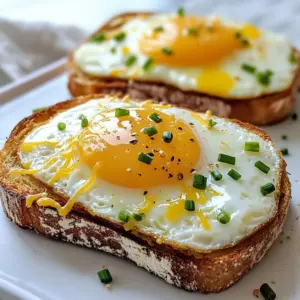 - Bread: Use hearty whole grain bread. It holds the egg well and adds fiber. - Eggs: Choose large, free-range eggs. They taste better and are more humane. - Cheese: Select shredded cheese like cheddar or mozzarella. They melt nicely and add flavor. - Butter or Olive Oil: Use butter for richness or high-quality olive oil for a healthier option. - Seasonings: Add salt and freshly cracked black pepper to taste. Fresh herbs like chives or parsley can enhance flavor. Optionally, a dash of hot sauce or chili flakes gives a spicy kick. These simple ingredients create a tasty breakfast treat. Each component plays a role in making your Air Fryer Egg & Cheese Toast delicious and satisfying. {{ingredient_image_2}} Start by preheating your air fryer to 320°F (160°C) for about 5 minutes. Preheating is key for even cooking. It helps the toast cook perfectly without any cold spots. While the air fryer heats, spread a thin layer of butter or high-quality olive oil on one side of each slice of bread. Make sure you cover the whole surface. This step ensures a nice, crispy finish. Next, place the slices in the air fryer basket, buttered side up. Now it’s time to crack the eggs! Gently crack one egg onto each slice of bread. Be careful not to break the yolk. A runny yolk adds great flavor. Season the eggs with salt and freshly cracked black pepper. Sprinkle your choice of shredded cheese on top. Cheddar or mozzarella works great for melting. Cook the toast for 8-10 minutes. Keep an eye on the eggs as they cook. At around 6 minutes, check the yolks. If you want them runny, you may need to stop cooking sooner. The egg whites should be set, and the yolks should look just right. When the toast is done, use tongs or a spatula to remove it safely from the air fryer. Be careful; it’s hot! Let the toast cool for a minute. Finally, garnish with chopped fresh herbs like chives or parsley. You can also add a dash of hot sauce or chili flakes for extra flavor. Enjoy your tasty breakfast! To get the yolk just right, timing is key. If you want a runny yolk, check at 6 minutes. For a firmer yolk, let it cook for 8 to 10 minutes. Pay attention as eggs can overcook quickly. To avoid this, use fresh eggs. They hold their shape better and taste great. You can try different cheeses for more fun. Go for sharp cheddar or creamy mozzarella. You can also mix in some feta or goat cheese for a tangy kick. For toppings, fresh herbs like chives or parsley add a nice touch. A sprinkle of chili flakes or a dash of hot sauce can spice things up. Each air fryer is a bit different. If yours cooks hot, check your eggs sooner. You might need to lower the cooking time for high altitudes or humid weather. If your eggs don’t cook evenly, try rotating your toast halfway through. This helps achieve perfect cooking all around. Pro Tips Use Fresh Eggs: Fresh eggs have a firmer texture and better flavor, ensuring a perfect runny yolk that doesn’t spread too much on your toast. Experiment with Cheese: Try different cheese varieties like feta or goat cheese for a unique flavor twist that complements the eggs beautifully. Adjust Cooking Time: Depending on your air fryer model, you may need to adjust the cooking time. Check the eggs at the 6-minute mark for your desired doneness. Garnish Creatively: Enhance the dish with microgreens or edible flowers for a stunning presentation that will impress your guests. {{image_4}} For a meat-free version of the Air Fryer Egg & Cheese Toast, you can get creative with toppings. Try adding sliced avocado or fresh spinach for a boost of flavor and nutrients. These options are not only delicious but also pack a nutritional punch. You can also use roasted red peppers or sun-dried tomatoes to add a bit of zing. Grated zucchini or mushrooms can be mixed in, too, for extra texture. If you're craving some protein, there are great ways to add meats like bacon or ham. Simply cook the bacon in the air fryer first, then add it on top of the egg and cheese toast before cooking. You can also try diced ham or turkey for a savory touch. If you want to keep it simple, consider using pre-cooked sausage patties. This customization makes the dish hearty and satisfying. You can switch up the type of bread for your Air Fryer Egg & Cheese Toast. If you're gluten-free, use gluten-free bread that you enjoy. Bagels or English muffins work well too. They add a different texture and flavor to the dish. Just make sure to adjust the cooking time if you choose thicker slices or denser bread. This flexibility allows you to enjoy your toast in many yummy ways! To keep your Air Fryer Egg & Cheese Toast fresh, follow these tips: - Refrigerating: Place leftover toast in an airtight container. It will last for up to 2 days. Make sure to let it cool before sealing to avoid condensation. - Freezing: If you want to save it longer, you can freeze the toast. Wrap each piece tightly in plastic wrap and then in foil. This helps prevent freezer burn. It can stay fresh in the freezer for up to a month. Reheating your toast properly ensures it stays tasty. Here are my favorite methods: - Air Fryer: Set your air fryer to 300°F (150°C). Heat the toast for about 5 minutes. This keeps the egg yolk runny and the bread crispy. - Microwave: If you're short on time, use the microwave. Heat on low for 30 seconds. Check if it’s warm enough. You may need to add a few more seconds. However, this method may cook the yolk too much, so watch closely. By following these tips, you can enjoy your egg and cheese toast even after the first serving! Yes, you can make this recipe in an oven or a skillet. For the oven, preheat it to 350°F (175°C). Place the bread on a baking sheet, crack the eggs on top, and add cheese. Bake for 10-12 minutes until the eggs are set. In a skillet, heat it over medium heat. Add butter, then the bread and eggs. Cover and cook until the eggs are done, about 5-7 minutes. Both methods work well and give you a tasty result. To keep your bread crispy, spread a thin layer of butter or oil. This helps form a barrier against moisture. Air fry at the right temperature and time, around 8-10 minutes. Avoid adding too much cheese or toppings that release moisture. You can also use thicker bread, which helps stay firm. Absolutely! You can use many cheeses for this recipe. Cheddar and mozzarella melt well and add great flavor. Try gouda for a smoky touch or pepper jack for some heat. Cream cheese can also work for a creamy texture. Choose your favorite and enjoy the different tastes! This blog post covered how to make delicious air fryer egg toast. We went through the ingredients, step-by-step instructions, and tips for success. You learned about variations, storage, and how to reheat leftovers. A key takeaway is the importance of customizing flavors and trying new cheeses. This dish is simple yet versatile, perfect for any meal. Now it’s your turn to create your own tasty version! Enjoy experimenting in the kitchen!